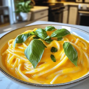 - 1 medium butternut squash, peeled and cubed - 2 tablespoons olive oil - 1 small onion, diced - 2 cloves garlic, minced - 1 cup vegetable broth - 1 teaspoon fresh thyme leaves (or ½ teaspoon dried thyme) - 1 teaspoon nutmeg - Salt and pepper, to taste - ½ cup heavy cream (or coconut cream for a dairy-free option) - ½ cup grated Parmesan cheese (optional) - Fresh basil leaves for garnish - Coconut cream for dairy-free - Nutritional yeast instead of Parmesan for vegan - Fettuccine, Penne, or Whole Wheat Pasta Gather these ingredients before you start cooking. The butternut squash gives the sauce its creamy texture and sweet taste. Olive oil helps to roast the squash until it is soft and caramelized. The onion and garlic add depth of flavor, while vegetable broth provides a savory base. Thyme and nutmeg enhance the warm flavors. You can use heavy cream or coconut cream, depending on your dietary needs. If you want a cheesy flavor, add Parmesan. Fresh basil will make your dish look beautiful and fresh. For dietary needs, you can swap heavy cream with coconut cream for a dairy-free option. Nutritional yeast is a great choice for those who want to skip cheese entirely. When it comes to pasta, I suggest using fettuccine, penne, or whole wheat pasta. These shapes hold the sauce well and make each bite tasty. For the full recipe, just follow the steps in the cooking section. Enjoy your cooking adventure! - Preheat your oven to 400°F (200°C). - Peel and cube the butternut squash into small pieces. - Spread the cubed squash on a baking sheet. Drizzle with olive oil. - Roast the squash for 25-30 minutes until tender. Stir halfway through. - In a large skillet, heat over medium. Add diced onion and sauté for 5 minutes. - Stir in minced garlic and cook for 1 more minute until it smells great. - Add the roasted squash to the skillet with the onions and garlic. - Pour in vegetable broth, thyme, nutmeg, salt, and pepper. - Simmer the mix for 10 minutes to let the flavors blend well. - Use an immersion blender to puree the sauce until it is smooth and silky. - Return the sauce to the skillet. Stir in heavy cream and Parmesan cheese if you want. - Heat gently until warmed through, and adjust seasoning to taste. This silky butternut squash pasta sauce is easy and full of flavor. You can find the full recipe above. To get that creamy texture, I prefer using an immersion blender. It’s easy and quick. You can blend the sauce right in the pot. A stand blender works too, but it requires more cleanup. Make sure to let the sauce cool a bit before blending in a stand blender. Roasting the squash well is key. Roast until it’s tender and caramelized. This brings out the natural sweetness. Spread the cubes evenly on the baking sheet. Stir halfway through to ensure they cook evenly. Adjusting the seasoning can change everything. Start with salt and pepper, but don’t stop there. Taste as you go. You can always add more. Herbs and spices elevate the dish. Fresh thyme adds a nice touch. Nutmeg gives warmth, but use it sparingly. Try adding a pinch of cayenne for a little heat. Experimenting with flavors can make this sauce your own. Prep the squash ahead of time. You can roast it a day before. This makes cooking easier on busy nights. Using pre-diced onions and garlic also saves time. Many stores sell these items ready to use. This means less chopping and more time enjoying your meal. For the full recipe, check the instructions above. {{image_2}} You can easily make this dish gluten-free by choosing the right pasta. Look for pasta made from rice, corn, or quinoa. These options provide a great texture and taste. They work well with the creamy butternut squash sauce. Many brands now offer gluten-free varieties that cook just like regular pasta. To give your sauce more depth, try adding roasted red peppers or chopped kale. Roasted red peppers add a sweet and smoky flavor. Kale adds a nice crunch and extra nutrients. You can also experiment with different cheese options. Feta or goat cheese can add a tangy twist. Mix and match to find your favorite flavor combination. If you want a lighter sauce, consider using cashew cream or cauliflower puree. Cashew cream gives a rich, creamy texture. Simply soak cashews in water and blend until smooth. Cauliflower puree can add creaminess without the fat. Just steam cauliflower and blend it, then mix it into your sauce. These options keep the sauce tasty while being lighter on calories. To keep your silky butternut squash pasta sauce fresh, use airtight containers. Glass or BPA-free plastic containers work well. Store your sauce in the fridge. It stays fresh for about 4 to 5 days. If you want to enjoy it later, consider freezing. To reheat your sauce, use the stovetop for the best texture. Place the sauce in a pan over low heat. Stir it often to prevent sticking. You can also microwave it but use a microwave-safe bowl. Heat it in short bursts to avoid overheating. To freeze the sauce, let it cool completely. Pour it into freezer-safe bags or containers. Make sure to leave some space for expansion. You can freeze it for up to 3 months. When you’re ready to use it, thaw it overnight in the fridge. Reheat as described above. Enjoy your sauce anytime! Remember to check out the Full Recipe for more details on making this creamy delight! To add some heat, try these ideas: - Mix in red pepper flakes while cooking. - Add a diced jalapeño for a fresh kick. - Stir in some hot sauce before serving. These options let you control the spice level. Adjust to your taste! Yes, you can easily make this sauce vegan! - Swap heavy cream for coconut cream. - Use nutritional yeast instead of Parmesan cheese. These changes keep the flavor rich and creamy without dairy. I love pairing this sauce with: - Fettuccine for its wide noodles. - Penne, which holds the sauce well. - Whole wheat pasta for a nutty taste. These choices enhance the overall flavor of your meal. You can use different squash types! - Try acorn squash for a sweet flavor. - Use pumpkin for a similar taste profile. - Spaghetti squash gives a fun twist. Each type brings its own unique taste to the dish. Adjust the sauce thickness easily: - For a thicker sauce, simmer longer to reduce liquid. - Add a bit of cornstarch mixed with water. - For a thinner sauce, add more vegetable broth or water. These tips help you create the perfect texture for your pasta! This blog post shared how to make a tasty butternut squash sauce. You learned about key ingredients, cooking steps, and options for special diets. We covered tips for flavor, texture, and storage. Lastly, you now know how to tweak the recipe to fit your taste. Try this sauce with pasta for a healthy meal. Enjoy your cooking journey and explore new flavors!