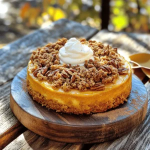 - 2 cups all-purpose flour - 1 ½ cups granulated sugar - 1 tablespoon pumpkin pie spice - 1 teaspoon baking powder - 1 teaspoon baking soda - ½ teaspoon salt - 1 cup canned pumpkin puree - ½ cup vegetable oil - 4 large eggs - 1 teaspoon vanilla extract - 1 cup chopped pecans - 1 cup brown sugar - ½ cup cold butter, cut into small cubes - 1 teaspoon ground cinnamon Using fresh and quality ingredients is key. Here is why each ingredient matters: 1. All-purpose flour gives the cake its structure. It helps it rise and hold its shape. 2. Granulated sugar adds sweetness and helps the cake brown nicely. 3. Pumpkin pie spice brings that cozy fall flavor. It blends cinnamon, nutmeg, and ginger. 4. Baking powder and baking soda are both leavening agents. They help the cake rise and become fluffy. 5. Salt enhances all the other flavors. It balances the sweetness. 6. Canned pumpkin puree is rich and moist. It provides the pumpkin flavor and keeps the cake soft. 7. Vegetable oil adds moistness. It keeps the cake from being dry. 8. Eggs bind the ingredients together. They also help the cake rise. 9. Vanilla extract gives a warm, sweet note. It rounds out the flavor. 10. Chopped pecans add a nice crunch and nutty taste. 11. Brown sugar adds extra moisture and depth. It gives a slight caramel flavor. 12. Cold butter is key for the crunchy topping. It creates a nice texture when baked. 13. Ground cinnamon enhances the pumpkin spice flavor. It adds warmth and sweetness. Each ingredient plays an important role in making this cake delicious. Choose high-quality items for the best results. - Preheat your oven to 350°F (175°C). Grease and flour a 9x13 inch cake pan. - In a large bowl, whisk together 2 cups of all-purpose flour, 1 ½ cups of granulated sugar, 1 tablespoon of pumpkin pie spice, 1 teaspoon of baking powder, 1 teaspoon of baking soda, and ½ teaspoon of salt. Mix until it's all combined. - In another bowl, mix 1 cup of canned pumpkin puree, ½ cup of vegetable oil, 4 large eggs, and 1 teaspoon of vanilla extract. Stir until smooth. - Gradually add the wet mix to the dry mix. Stir gently just until combined. Don’t overmix! - Pour the batter into the prepared cake pan, spreading it evenly. - In a small bowl, mix 1 cup of chopped pecans, 1 cup of brown sugar, and 1 teaspoon of ground cinnamon. Sprinkle this mix over the cake batter. - Dot the top with ½ cup of cold butter, cut into small cubes. This helps create a crunchy topping as it bakes. - Bake in the preheated oven for 30-35 minutes. Check doneness by inserting a toothpick. It should come out clean. - Let the cake cool in the pan for 10 minutes. Then, transfer it to a wire rack to cool completely. Enjoy your delicious Pumpkin Spice Crunch Cake warm or at room temperature! Serve it with whipped cream and a sprinkle of cinnamon for a festive touch. - Ensuring the right texture: To get a soft and moist cake, mix the batter gently. Overmixing can make the cake tough. Stir until just combined. - Recommended mixing techniques: Always whisk the dry ingredients first. This helps mix the baking powder and spices evenly. Then, mix wet ingredients separately. This keeps everything smooth. - Importance of measuring ingredients correctly: Use measuring cups and spoons for accuracy. Too much flour can dry out the cake. Always level off your measuring cups for best results. - Whipped cream topping options: I love using sweetened whipped cream. You can also add a dash of cinnamon for a cozy flavor. For a twist, try maple-flavored whipped cream. - Best accompaniments for the cake: Serve the cake warm with a scoop of vanilla ice cream. A cup of hot cider pairs perfectly too. You can also enjoy it with a sprinkle of nuts on top for extra crunch. {{image_2}} You can easily adjust this pumpkin spice crunch cake to fit your needs. Here are some ideas: - Gluten-free substitutions: Use a gluten-free flour blend. This works well in place of all-purpose flour. Make sure it has a good binding agent, like xanthan gum. - Vegan modifications: Replace eggs with flaxseed meal or applesauce. Use a neutral oil, like coconut or canola oil, instead of vegetable oil. For the butter topping, choose a vegan butter substitute. You can make this cake even more fun with some seasonal twists: - Adding chocolate or cranberries: Fold in chocolate chips or dried cranberries into the batter for a sweet surprise. Both add flavor and a festive touch to your cake. - Transforming into cupcakes or muffins: You can bake this cake in cupcake liners for a fun treat. Just adjust the baking time to about 20-25 minutes. Keep an eye on them; they bake faster than a whole cake. To keep your Pumpkin Spice Crunch Cake fresh, use the right containers. I recommend an airtight container. This helps keep moisture in and air out. If you don’t have one, wrap the cake tightly in plastic wrap. Now, let’s talk about storage locations. You can store this cake at room temperature for up to two days. It’s best to place it in a cool, dry spot, away from sunlight. If you want to keep it longer, the fridge is a good choice. Just remember, the cold will change the texture slightly. So, how long does this cake last? If stored properly, Pumpkin Spice Crunch Cake can last about a week in the fridge. At room temperature, it stays tasty for about two days. Now, let’s discuss signs of spoilage. Look out for mold or an off smell. If the cake feels dry or hard, it’s time to toss it. Always trust your senses! Can I freeze this cake? Yes, you can freeze this cake. Wrap it well in plastic wrap. Then, put it in an airtight container. It will stay fresh for about three months. To eat, let it thaw in the fridge overnight. What can I substitute for pumpkin puree? If you can't find pumpkin puree, use applesauce or mashed bananas. These options will keep the cake moist. You can also use sweet potato puree for a different flavor. How to make this recipe nut-free? To make this cake nut-free, skip the pecans. You can replace them with sunflower seeds or pumpkin seeds. This adds crunch without nuts. Is it possible to make this cake ahead of time? Yes, you can make this cake a day in advance. Just store it covered at room temperature. This helps the flavors blend and makes it taste even better. - [Pumpkin Spice Latte Recipe](#) - [How to Make Whipped Cream](#) - [Video: Baking the Perfect Cake](#) - [User Reviews and Tips](#) We covered everything you need for the perfect Pumpkin Spice Crunch Cake. From the list of ingredients to step-by-step instructions, you can bake it with ease. Remember to follow the mixing tips for the best texture. Try serving it with whipped cream or explore variations like gluten-free options. Proper storage ensures your cake stays fresh longer. Enjoy baking and sharing this treat, and don't hesitate to experiment with flavors. Trust me, each slice brings joy to anyone who tries it!