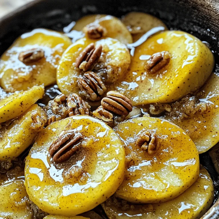 - 4 large Granny Smith apples, peeled, cored, and sliced - 1/2 cup brown sugar - 1/4 cup unsalted butter - 1 teaspoon ground cinnamon - 1/2 teaspoon nutmeg - 1/4 teaspoon salt - 1 teaspoon vanilla extract - 2 tablespoons lemon juice - Optional: chopped pecans or walnuts for crunch Southern Fried Apples are a simple yet delightful dish. You need a few key ingredients to make them shine. First, choose Granny Smith apples. They provide the perfect tartness. Brown sugar is essential for sweetness and rich flavor. Unsalted butter adds a creamy base, while ground cinnamon and nutmeg bring warmth and spice. A small amount of salt enhances all the flavors. Vanilla extract gives the dish depth, and lemon juice brightens the apples. For extra crunch, consider adding chopped pecans or walnuts on top. These ingredients blend together to create a warm, sweet treat you can enjoy any time. To start, I grab four large Granny Smith apples. First, I peel, core, and slice them. Then, I place the slices in a mixing bowl. I add two tablespoons of lemon juice to the bowl. This step is key! The lemon juice keeps the apples from turning brown. No one wants brown apples in this dish. Next, I heat a large skillet over medium heat. I add a quarter cup of unsalted butter to the skillet. Once the butter melts, I mix in half a cup of brown sugar. I also add one teaspoon of ground cinnamon, half a teaspoon of nutmeg, and a quarter teaspoon of salt. I stir this mixture until it bubbles. The smell is amazing! Now, I add the lemon juice-coated apple slices to the skillet. I stir them well, coating the apples in that sweet, buttery mixture. I let them cook for about eight to ten minutes. I stir occasionally, ensuring they turn tender and caramelized. After cooking, I stir in one teaspoon of vanilla extract. This adds a lovely depth of flavor. I let everything meld for another minute. If you want a crunchy bite, now is the time to add chopped pecans or walnuts. I gently fold them into the apple mixture. Once done, I remove the skillet from the heat and let the apples cool slightly before serving. For Southern Fried Apples, I recommend using Granny Smith apples. Their tartness balances well with the sweet brown sugar. Other good choices include Honeycrisp and Fuji apples. These apples stay firm when cooked, giving you a nice bite. When choosing your apples, look for ones that are fresh and firm. Avoid apples with bruises or soft spots. The flavor is important, so go for apples that smell sweet and crisp. An ideal skillet for this dish is a cast-iron skillet. It heats evenly and gives a nice caramelization. If you don’t have one, any heavy skillet will work. When cooking, keep the heat at medium. This helps the apples cook through without burning. Cook them for about 8-10 minutes until they are tender and caramelized. Stir them occasionally to coat them well in the buttery mixture. Serve your Southern Fried Apples warm. They pair perfectly with a scoop of vanilla ice cream. The cold ice cream melts into the warm apples, creating a delightful treat. Another great option is to serve them with warm biscuits. The flaky texture complements the sweet apples nicely. For presentation, use a clear bowl to show off the vibrant colors. You can also sprinkle some chopped pecans or walnuts on top for a nice crunch. {{image_2}} You can make Southern fried apples healthier. Try using honey or maple syrup instead of brown sugar. These options add sweetness without the refined sugar. You can also swap butter for coconut oil. Coconut oil adds a rich flavor and is a great alternative. Boost the flavor of your fried apples. You might drizzle caramel or melted chocolate on top. This makes a sweet treat even sweeter. You can also add seasonal spices like ginger or allspice. These spices can give your dish a cozy feel. Southern fried apples shine as a topping. Serve them on pancakes or waffles for a special breakfast. You can also mix them with oats or yogurt. This makes a delicious and filling breakfast option. Enjoy your fried apples in many fun ways! To keep your Southern Fried Apples fresh, store them in an airtight container. Place them in the fridge right after they cool. They will stay good for about three days. If you want to enjoy them later, make sure to use them within this timeframe. The flavors will still be nice, but they taste best when fresh. When it's time to eat leftovers, reheat them gently. You can use a skillet on low heat to warm them up. This method helps keep their texture nice. You can also use the microwave, but do so in short bursts. Heat them for about 30 seconds at a time to avoid mushiness. I recommend serving them warm, but some like them cold too. It all depends on your taste! If you want to save Southern Fried Apples for later, freezing is a great option. First, let them cool completely. Then, transfer them to a freezer bag or container. Make sure to remove as much air as possible. They will stay good in the freezer for about three months. After thawing, you can reheat them in a skillet for the best flavor. They make a great topping for pancakes or even yogurt! For Southern Fried Apples, I recommend using Granny Smith apples. They are tart and firm. Their crispness holds up well during cooking. You can also try Honeycrisp or Fuji apples. Honeycrisp adds sweetness, while Fuji brings a juicy bite. Each type brings its own flavor and texture to the dish. Yes, you can prepare Southern Fried Apples in advance. You can slice the apples and toss them with lemon juice. This keeps them fresh and prevents browning. Cook them just before serving for the best taste and texture. If you have leftovers, store them in the fridge for up to three days. To make Southern Fried Apples vegan, swap out the butter for coconut oil or vegan butter. You can also use maple syrup instead of brown sugar for sweetness. This keeps the dish delicious and plant-based. Be sure to check that your vanilla extract is also vegan. Southern Fried Apples are a treat packed with sweet, spicy goodness. We covered essential ingredients and the step-by-step method to get it just right. From choosing the best apples to perfect cooking techniques, every detail matters for the best flavor. Don't forget to try out variations like healthier options and delicious toppings. These apples not only serve as a dessert but also as tasty additions to breakfast. Store leftovers properly, so nothing goes to waste. Enjoy crafting this dish and let its flavors warm your meals every time.