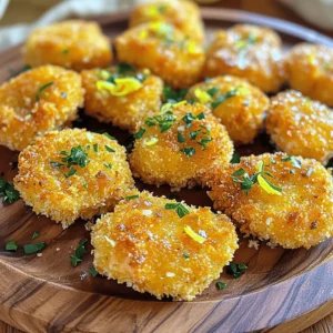 - 1 lb salmon fillet, skin removed - 1 tablespoon lemon zest - 2 tablespoons fresh lemon juice - 2 teaspoons black pepper - 1 teaspoon garlic powder - 1/2 teaspoon salt - 1/2 cup all-purpose flour - 2 large eggs, beaten - 1 cup breadcrumbs (panko for extra crunch) - Olive oil for frying - Fresh parsley, chopped (for garnish) The main ingredients make this dish shine. Salmon is rich, tender, and full of flavor. The lemon zest and juice bring a bright taste. Black pepper adds a nice kick. Garlic powder gives depth, while salt enhances all the flavors. For breading, we use flour, eggs, and breadcrumbs. The flour helps the egg stick. The beaten eggs coat the fish well. Panko breadcrumbs create a crunchy crust. This texture makes each bite exciting. You’ll need olive oil to fry the nuggets. It gives a golden color and crispiness. Fresh parsley adds a pop of color and fresh flavor. This simple list of ingredients is key to making tasty lemon pepper salmon nuggets. Each part works together to create something special. In a medium bowl, combine the lemon zest, lemon juice, black pepper, garlic powder, and salt. Mix well to create a tangy marinade. The lemon adds brightness while the pepper brings a kick. Next, add the salmon cubes to the marinade. Gently mix to coat each piece evenly. Cover and place it in the refrigerator for 15 to 30 minutes. This step lets the flavors soak into the salmon. Now, set up your breading station. Place the flour in one shallow dish. In another dish, crack and beat the eggs. Finally, put breadcrumbs in a third dish. This setup makes breading easy and fun. Take the marinated salmon out of the fridge. Let any excess marinade drip off. First, dredge each piece in flour, shaking off the extra. Next, dip it into the beaten eggs. Finally, coat with breadcrumbs, pressing gently to stick. Heat olive oil in a large skillet over medium-high heat. Once the oil is hot, add the breaded salmon nuggets in batches. Do not overcrowd the pan. Fry them for about 3 to 4 minutes on each side until they turn golden brown. Once fried, place the nuggets on a paper towel-lined plate. This helps remove any extra oil. Before serving, garnish with fresh parsley. It adds a nice touch and extra flavor. Enjoy your crispy, flavorful treats! - Ensure oil is hot enough for frying. The oil should shimmer but not smoke. Test it by dropping a breadcrumb in. If it sizzles, it's ready. - Avoid overcrowding the skillet. Fry the nuggets in batches. This helps them cook evenly and get crispy. - Marinate the salmon cubes in advance. You can marinate them up to 30 minutes before cooking. - Breading can also be done ahead. Coat the nuggets and keep them in the fridge. This makes meal prep easy. - Use panko breadcrumbs for extra crunch. They create a great texture. Panko is lighter and crispier than regular breadcrumbs. - Fry at the right temperature. Too low, and they will soak up oil. Too high, and they will burn before cooking through. Keep an eye on your heat! {{image_2}} You can change the taste of your lemon pepper salmon nuggets easily. Adding fresh herbs like dill or thyme boosts the flavor. These herbs give a fresh twist that pairs well with salmon. For a spicy kick, try adding cayenne pepper to the mix. It adds heat and depth to the dish. Feel free to adjust the spice level to your liking. Experimenting with flavors keeps things fun in the kitchen. These salmon nuggets taste great on their own, but dipping sauces make them even better. Tartar sauce adds a creamy, tangy touch. Aioli, with its garlic flavor, also makes a fantastic option. You can try both or mix them for a unique sauce. Serve the nuggets on a platter with these sauces for a fun meal. If you prefer baking over frying, you can still enjoy these nuggets. Preheat your oven to 400°F. After breading the salmon, place the nuggets on a baking sheet lined with parchment paper. Lightly spray or brush them with olive oil. Bake for about 15-20 minutes, flipping halfway through. This method keeps them healthier and just as tasty. Enjoy your baked lemon pepper salmon nuggets guilt-free! To keep your lemon pepper salmon nuggets fresh, place them in an airtight container. Make sure they cool down first. You can store them in the fridge for up to three days. This helps keep their taste and texture. If you want to enjoy them later, freezing is a great option. When you want to reheat your salmon nuggets, the oven works best. Preheat it to 350°F (175°C). Place the nuggets on a baking sheet. Heat them for about 10-15 minutes. This method helps them stay crispy. You can also use the air fryer. Just set it to 350°F (175°C) and heat for about 5-7 minutes. Check to make sure they are hot all the way through. To freeze salmon nuggets, let them cool completely first. Place them in a single layer on a baking sheet. Freeze them for 1-2 hours until solid. Then, transfer the nuggets to a freezer bag or container. This method helps prevent them from sticking together. When you want to eat them, thaw in the fridge overnight. Reheat as mentioned for the best taste. You can use other fish like cod, tilapia, or trout. These fish have a mild flavor and cook well. If you prefer plant-based options, try chickpeas or tofu. Both can mimic the texture and will soak up the lemon pepper flavor nicely. Yes, you can! Use gluten-free flour instead of regular flour. For breadcrumbs, look for gluten-free panko or make your own from gluten-free bread. This way, you keep the crunch without the gluten. These nuggets will last about three days in the fridge. Make sure to store them in an airtight container. This helps keep them fresh and tasty. Many sides go well with lemon pepper salmon nuggets. I recommend crispy sweet potato fries, a fresh garden salad, or steamed broccoli. These options add color and balance to your meal. This recipe for lemon pepper salmon nuggets is sure to impress. You learned how to prepare the marinade, bread the salmon, and fry the nuggets to a perfect golden brown. You can even customize them with different herbs or dipping sauces. Remember to store leftovers properly so they taste great later. Enjoy sharing these tasty bites with your family and friends. Cooking should always be fun and rewarding! Dive into this delicious experience and savor every bite.