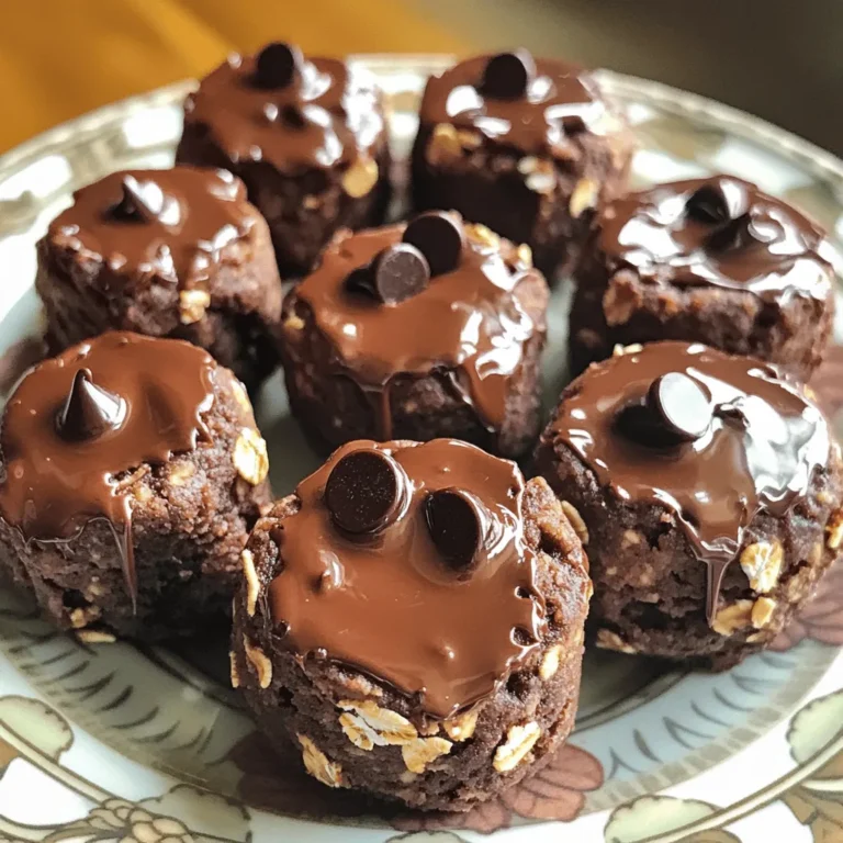 - 1 cup cottage cheese - 1/2 cup almond butter - 1/4 cup honey or maple syrup - 1/2 cup cocoa powder - 1/2 cup rolled oats - 1/4 cup chocolate protein powder - 1/4 cup dark chocolate chips - 1 teaspoon vanilla extract - A pinch of salt These ingredients make up the base for my Cottage Cheese Brownie Protein Bites. Each item plays a key role. Cottage cheese serves as a protein-packed foundation. It gives a creamy texture that balances the dense cocoa flavor. Almond butter adds healthy fats and a nutty taste. Honey or maple syrup sweetens the mix while keeping it natural. Cocoa powder is the star, giving that rich chocolatey flavor we all love. Rolled oats add fiber and a bit of chewiness, making each bite satisfying. Chocolate protein powder boosts the protein content even more, making this a great snack for active folks. Dark chocolate chips add little bursts of sweetness and richness, making each bite a treat. The vanilla extract rounds out the flavors, and a pinch of salt enhances everything. With this simple list, you’re ready to create a tasty, healthy snack. First, grab a large mixing bowl. In it, combine 1 cup of cottage cheese, 1/2 cup of almond butter, and 1/4 cup of honey or maple syrup. Mix these ingredients well until the mixture is smooth. Next, add the dry ingredients. This includes 1/2 cup of cocoa powder and 1/2 cup of rolled oats. Stir these in until you see no dry bits left. Then, fold in 1/4 cup of chocolate protein powder and 1/4 cup of dark chocolate chips. Make sure everything blends nicely into a thick batter. Now, cover the bowl with plastic wrap. Place it in the fridge for about 30 minutes. This step makes the mixture firmer, which helps when you shape the bites. Once chilled, use a tablespoon to scoop the mixture. Roll it into small balls, about 1 inch in size, using your hands. After shaping all the bites, place them on a baking sheet lined with parchment paper. You can put them back in the fridge for another 15-20 minutes. This extra chill time helps them firm up even more before you enjoy or store them. Cottage cheese is a great source of protein. It helps build muscle and keeps you full. One cup has about 28 grams of protein. This makes it perfect for snacks or meals. Almond butter is rich in healthy fats. It provides energy and helps your heart. Just half a cup has about 25 grams of fat, mostly unsaturated. This is good for your body. Dark chocolate and cocoa are not just tasty; they have health perks too. They contain antioxidants that fight free radicals. This helps with heart health and mood. Plus, a bit of dark chocolate can satisfy your sweet tooth without too much sugar. Each bite is about one inch wide. You can expect around 80 calories per bite. If you make 12 to 15 bites, that totals about 960 to 1,200 calories for the whole batch. Here's a quick look at the approximate nutritional values per bite: - Calories: 80 - Protein: 4 grams - Fat: 5 grams - Carbohydrates: 7 grams - Fiber: 2 grams These bites are a great way to enjoy a tasty snack while also packing in some nutrition! {{image_2}} To get the best texture, start with smooth cottage cheese. If it's too chunky, blend it slightly. This will help make the bites creamy. Use a thick almond butter for a richer taste. When mixing, add the dry ingredients slowly. This helps them blend without clumping. Stir well but do not over-mix. This keeps the bites light and fluffy. Serve your protein bites on a pretty plate. A tiered stand looks great for parties. You can drizzle melted dark chocolate over the bites for a fun touch. This adds a nice shine and extra flavor. If you want a pop of color, add fresh berries or mint leaves. These not only look good but also taste great. You might not have almond butter. No worries! You can use peanut butter or sunflower seed butter instead. Both options work well and add a unique taste. For sweeteners, you can choose between honey and maple syrup. Honey gives a rich flavor, while maple syrup adds a mild sweetness. Try both and see which one you like best! Want to spice things up? Add a pinch of cinnamon or nutmeg to the mix. These spices boost flavor and add warmth to each bite. You can also mix in some nuts or dried fruit. Chopped walnuts or almonds add crunch, while raisins or dried cranberries bring sweetness. Get creative with your choices! Can I use non-dairy alternatives for cottage cheese? Yes, you can use non-dairy alternatives like tofu or almond-based ricotta. These options work well and keep the bites creamy. Just ensure the texture is similar to cottage cheese. How long do these protein bites last? These protein bites can last about a week in the fridge. Keep them in an airtight container to maintain freshness. You might notice the taste gets better over time. Can I freeze Cottage Cheese Brownie Protein Bites? Absolutely! You can freeze them for up to three months. Make sure to store them in a freezer-safe bag or container. Thaw them in the fridge before enjoying. Are these suitable for meal prep or on-the-go snacks? Yes, these bites are perfect for meal prep. They are easy to grab and pack for snacks. They also make a great post-workout treat, giving you energy and protein on the go. This blog explored how to make tasty Cottage Cheese Brownie Protein Bites. We covered the needed ingredients, step-by-step instructions, and their health benefits. You learned tips for perfecting your recipe and ideas for fun variations. These bites are not only easy to make but also healthy. Experiment with flavors and enjoy them as snacks or meal prep. Try these bites for a yummy treat that fuels your body!