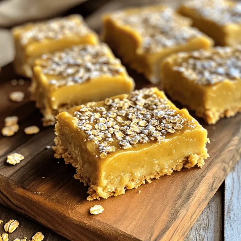 - 2 ripe bananas - 1 cup rolled oats - 1/4 cup almond butter (or nut butter of choice) - Chopped nuts - Dried fruit - Chocolate chips First, preheat your oven to 350°F (175°C). This helps the bars bake evenly. Next, take your two ripe bananas and mash them in a mixing bowl. Use a fork to get them smooth and creamy. This is your base. Now, add the rolled oats and almond butter to the mashed bananas. Mix everything well. You want it to be thick and combined. This mixture is what makes the bars tasty and healthy. Pour the mixture into a prepared baking pan. Spread it evenly with a spatula. Bake for 20-25 minutes until the edges turn golden brown. This gives them a nice texture and flavor. When they are done, let them cool before cutting. How to choose ripe bananas: Select bananas that are yellow with a few brown spots. These spots show they are sweet and ready. Avoid green ones, as they are not sweet yet. The right ripeness makes your bars taste great. Ensuring the right consistency: When you mash the bananas, make sure they are smooth. No lumps should remain. This helps mix well with oats and nut butter. The mixture should be thick, not runny. If it feels too dry, add a splash of water or milk. Best served warm or chilled: You can enjoy these bars warm, straight from the oven. They also taste nice when cooled. Either way, they make a great snack or breakfast. Toppings or spreads to pair with: Top the bars with yogurt or fresh fruit for added flavor. You can also spread more nut butter on top. Honey or maple syrup adds a sweet touch, too. To keep your banana oat bars fresh, store them in an airtight container. This helps keep moisture out and preserves flavor. If you want to store them longer, the freezer is your best friend. Just wrap them tightly in plastic wrap and place them in a freezer bag. This way, they last much longer without losing taste. These banana oat bars typically last about five days in the fridge. If they are frozen, they can last up to three months. You can tell they are spoiled if you see mold or notice an off smell. Always check before you enjoy your snack! Each bar has around 100 calories. They are rich in fiber, which helps digestion, and protein, good for muscle health. The almond butter adds healthy fats that keep you full longer. Oats and bananas are both great for your health. Oats help lower cholesterol and improve heart health. Bananas provide potassium, which is good for your muscles and heart. These bars make a smart snack choice, offering energy without added sugar. {{image_2}} Can I substitute ingredients? Yes, you can substitute ingredients in many ways. You can switch almond butter for peanut butter or sunbutter. You can also replace rolled oats with quick oats. These swaps still keep the bars tasty and healthy! How to make these bars gluten-free? To make these bars gluten-free, use certified gluten-free rolled oats. Most oats are safe, but some may have gluten. Always check labels to be sure. Recommended portion sizes for snacks I recommend cutting the bars into 12 squares. Each square makes a perfect snack. You can also cut them smaller for bite-sized treats. Can I double the recipe? Yes, you can easily double the recipe. Just use a larger baking pan. A 9x13-inch pan works well for double batches. Keep the baking time similar, but check for doneness. What to do if the bars don't hold together? If your bars fall apart, try adding more nut butter. You can also mash the bananas more. This helps create a stickier mixture that holds better. Adjustments for high-altitude baking At high altitudes, you may need to add a little more liquid. Try adding an extra tablespoon of almond butter. You might also bake for a bit longer if needed. In this blog post, I shared how to make tasty banana oat bars. You need just three main ingredients: ripe bananas, rolled oats, and almond butter. Optional add-ins can make your bars even better. Remember to preheat your oven and mix ingredients well for the best results. These bars are easy to store and are a healthy snack choice. With simple variations, you can customize them to suit your taste. Enjoy making and eating your banana oat bars!