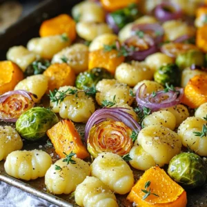 - 1 pound potato gnocchi (store-bought or homemade) - 1 medium butternut squash, peeled and diced - 2 cups Brussels sprouts, halved - 1 red onion, cut into wedges - 3 cloves garlic, minced - 3 tablespoons olive oil - 1 teaspoon dried thyme - 1 teaspoon smoked paprika - Salt and pepper to taste I love using potato gnocchi for this dish. The soft, pillowy texture pairs perfectly with roasted veggies. For the veggies, I pick a medium butternut squash. Its sweet flavor shines when roasted. I also add Brussels sprouts, which get nice and crispy. I use a red onion for its mild taste. It adds depth to the dish. Garlic gives a punch of flavor that I simply can't resist. I drizzle olive oil over the veggies to help them roast nicely. Seasoning is key, so I add thyme and smoked paprika for warmth. Salt and pepper round out the taste, enhancing all the flavors. - ¼ cup grated Parmesan cheese - Fresh parsley for garnish While the dish shines on its own, I often sprinkle some grated Parmesan cheese on top. It melts beautifully and adds a rich flavor. Fresh parsley is my go-to for garnish. It looks great and adds a burst of freshness to the plate. If you want a little extra flair, try these options! To make this dish shine, start with the butternut squash. First, peel it. Then, cut it in half. Place the cut side down on a board. Dice it into small cubes, about one inch. This size helps it cook evenly. Next, let's prep the Brussels sprouts. Grab each sprout and cut it in half lengthwise. This will help them roast well and absorb flavor. Now, take the red onion. Cut it into wedges. Aim for medium-sized pieces. This will add a sweet taste when roasted. In a large bowl, combine the diced squash, halved Brussels sprouts, and onion wedges. Add in the minced garlic. Drizzle the olive oil over the veggies. Sprinkle with thyme, smoked paprika, salt, and pepper. Toss everything well until the veggies are evenly coated. Now, grab a large sheet pan and line it with parchment paper. Spread the veggie mix on one side. Make sure they are in a single layer. On the other side of the pan, add the potato gnocchi. Drizzle a little more olive oil over the gnocchi. Season with salt and pepper. This adds flavor while roasting. Set your oven temperature to 425°F (220°C). This high heat will help everything cook fast and get crispy. Roast the pan in the oven for 20-25 minutes. Halfway through, stir the vegetables and gnocchi. This will help them brown evenly. If you want to add Parmesan cheese, sprinkle it on during the last five minutes of roasting. Once done, take the pan out. Let it cool slightly before serving. Garnish with fresh parsley for a pop of color. Enjoy your delicious meal! To get your vegetables to caramelize well, cut them into even sizes. This helps them cook at the same rate. Spread them out on the pan and avoid crowding. If they are too close, they will steam instead of roast. Use a high oven temperature, like 425°F (220°C), for the best results. For crispy gnocchi, make sure to add a little olive oil. This helps them brown nicely. Place them on one side of the sheet pan, away from the veggies. Stir them halfway through roasting. This ensures they cook evenly and get that lovely golden color. You can add other fall vegetables like sweet potatoes or carrots. They will bring their own flavor and texture. Feel free to mix and match based on what you have at home. For a twist, try adding some kale at the end of roasting for extra greens. If you want to skip the Parmesan cheese, consider using nutritional yeast. It gives a cheesy flavor without dairy. You can also try a sprinkle of feta for a salty kick. Make this dish your own by using what you love! {{image_2}} You can switch up the veggies based on what’s fresh. Using seasonal vegetables makes your dish lively and fun. Kale and sweet potatoes are great choices for fall. They add color and flavor. - Kale: Adds a nice crunch and is packed with nutrients. - Sweet Potatoes: Bring a sweet taste that pairs well with the gnocchi. You can also play with flavors. Adding balsamic vinegar can give a tangy kick. Crumbled feta cheese can add a creamy texture and saltiness. These twists make each bite special. If you follow a vegan diet, you can easily adapt this recipe. Simply skip the Parmesan cheese. You can use nutritional yeast instead for a cheesy flavor. - Vegan Alternative: Nutritional yeast gives a savory taste. - Gluten-Free Option: Use gluten-free gnocchi made from rice or corn. These swaps ensure everyone can enjoy this tasty dish without missing out! To keep your sheet-pan gnocchi fresh, follow these simple tips: - Refrigeration: Place leftovers in an airtight container. Store in the fridge for up to 3 days. This keeps the flavors intact and prevents the gnocchi from drying out. - Freezing: If you want to save it longer, freeze the dish. Use a freezer-safe container or bag. It can last for up to 2 months. Note that the texture may change slightly after thawing. When reheating, you want to keep the gnocchi tender and the veggies moist. Here are some effective methods: - Oven: Preheat your oven to 350°F (175°C). Spread the gnocchi and veggies on a baking sheet. Cover with foil to prevent drying. Heat for about 15-20 minutes. - Microwave: Place a portion in a microwave-safe dish. Add a splash of water or olive oil. Cover and heat for 1-2 minutes, checking halfway through to stir. These methods help maintain the dish's deliciousness while ensuring it stays enjoyable. Cooking sheet-pan gnocchi takes about 20 to 25 minutes. First, preheat your oven to 425°F (220°C). While the oven warms, prep your veggies and gnocchi. When you place the pan in the oven, set a timer. Halfway through, stir the mix to help it cook evenly. Your gnocchi should be golden and the veggies tender when done. Yes, you can use frozen gnocchi. However, it will slightly change the cooking time. If using frozen, add an extra 5 minutes to your roasting time. The texture will also be a bit softer but still tasty. Just remember to stir them halfway through cooking. You can swap in many seasonal veggies! Consider using sweet potatoes, carrots, or even kale. These add unique flavors and colors. If you want a more earthy taste, try adding beets as well. The key is to pick veggies that roast well. This way, you get that nice caramelization and flavor boost. This blog post covers a simple and tasty sheet-pan gnocchi recipe. We discussed key ingredients, including fresh fall veggies and seasonings. You learned how to prep, assemble, and roast for the best flavor. Remember, you can customize using seasonal veggies or dietary swaps. Store your leftovers well for easy reheating. This dish is perfect for enjoying the rich flavors of fall. I hope you feel inspired to make your own version!