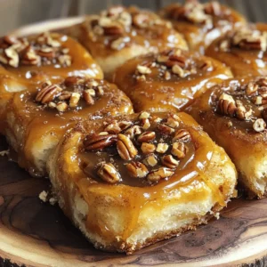 - 4 cups all-purpose flour - 1/3 cup granulated sugar - 1 packet (2 1/4 teaspoons) active dry yeast - 1 teaspoon salt - 1 teaspoon ground cinnamon - 1/2 cup whole milk, warmed - 1/2 cup unsalted butter, melted - 3 large eggs - 1 cup brown sugar, packed - 1/2 cup pecans, chopped - 1 cup caramel sauce (store-bought or homemade) When I make caramel pecan sticky buns, I always start with fresh ingredients. The quality of the flour and yeast plays a big role in the texture. Use all-purpose flour for the best results. It gives the dough a nice balance of chew and fluff. I like to warm the milk before adding it to the yeast. This step wakes up the yeast and helps the dough rise better. The sugar feeds the yeast, making it frothy as it activates. Next, I mix in melted butter and eggs. This adds richness and flavor to the dough. Don't forget the salt! It enhances the other flavors in the buns. The pecans offer a crunchy contrast to the soft, gooey rolls. I always chop them roughly to keep some texture. Finally, the caramel sauce is the star. You can use store-bought for ease, or make your own for a special touch. Gathering these ingredients sets the stage for amazing sticky buns that are hard to resist. - In a large bowl, combine warm milk, granulated sugar, and yeast. Let it sit for 5-10 minutes. The yeast will become frothy. - Add melted butter and eggs to the yeast mix. Stir until well combined. - In another bowl, whisk together flour, salt, and cinnamon. Gradually add this to the wet ingredients. Mix until a soft dough forms. - Turn the dough onto a floured surface. Knead for 5-7 minutes until smooth and elastic. - Place the dough in a greased bowl. Cover it with a clean towel. Let it rise in a warm spot for about 1 hour or until it doubles in size. - Once the dough has risen, punch it down. Roll it out into a rectangle about 1/2 inch thick. - Spread caramel sauce evenly over the dough, leaving a small border. - Sprinkle brown sugar, cinnamon, and chopped pecans on top. - Roll the dough tightly from the long side to form a log. Pinch the seam to seal. Slice the log into 12 equal pieces. - Grease a baking dish. Pour the remaining caramel sauce into the bottom. Arrange the sliced rolls in the dish, cut side up. - Cover the rolls with a towel. Let them rise for another 30 minutes in a warm area. - Preheat the oven to 350°F (175°C). Once the rolls have risen, bake for 25-30 minutes or until golden brown. - Allow the buns to cool for 5 minutes. Invert them onto a serving platter to let the caramel drizzle over them. How do you know when the dough is ready? Look for a smooth, elastic texture. It should spring back when you poke it lightly. If it feels too sticky, knead in a little more flour. To knead effectively, keep your hands floured. Push the dough away with your palms and fold it back. Do this for about 5 to 7 minutes. The dough should become soft and elastic. For a stunning presentation, drizzle extra caramel sauce on top. Place a few whole pecans around the rolls to add color. Serve the sticky buns warm for the best taste. The best accompaniments include a hot cup of coffee or tea. They pair nicely with the sweet, gooey flavors of the buns. One common mistake is overproofing the dough. If you let it rise too long, it may collapse. Keep an eye on it and punch it down once it doubles in size. Adjust baking time based on your oven. Every oven is different. Check the buns a few minutes early. They should be golden brown on top and cooked through. {{image_2}} You can make your caramel pecan sticky buns unique! One fun way is to add different nuts or fruits. Try walnuts for a richer taste or add slices of apples for a fruity twist. You can also mix in dried cranberries or chocolate chips for extra flavor. Flavored caramel sauces can bring new life to your buns. Use salted caramel for a sweet and salty kick. You might even try a chocolate caramel sauce for a dessert-like treat. These small changes can create a whole new experience in every bite. If you need gluten-free options, you can substitute all-purpose flour with a gluten-free flour mix. Make sure it has a binding agent like xanthan gum. This way, you still get soft and fluffy buns without gluten. For vegan substitutions, replace the eggs with flaxseed meal or applesauce. Use plant-based milk instead of whole milk. You can swap the butter for coconut oil or vegan butter. This keeps your buns soft and delicious, without any animal products. You can serve sticky buns in various styles. A pull-apart bread option is fun for sharing. Just place the rolls close together in a pan. Guests can easily pull them apart and enjoy. Mini sticky buns are another great option. They are perfect for parties or brunches. Just slice the dough into smaller pieces, and bake as usual. These bite-sized treats are easy to grab and eat, making them a hit with everyone. To keep your caramel pecan sticky buns fresh, follow these tips: - Refrigeration: Place the leftover buns in the fridge. This helps them stay soft and moist. - Storage containers: Use an airtight container or wrap the buns tightly in plastic wrap. This will keep them from drying out. When you are ready to enjoy your sticky buns again, follow these methods: - Oven reheating: Preheat your oven to 350°F (175°C). Place the buns in a baking dish and cover with foil. Heat for about 10-15 minutes. This method warms them nicely without losing moisture. - Microwave reheating: If you are in a hurry, use the microwave. Heat one bun at a time on a plate, covered with a damp paper towel. Start with 15-20 seconds. Check and add more time if needed. These methods help keep the flavor and texture just right, making your sticky buns taste almost fresh out of the oven! To freeze sticky buns, first cool them completely. Wrap each bun in plastic wrap. Then, place them in a freezer-safe bag or container. This keeps them fresh. When ready to eat, thaw them overnight in the fridge. Reheat in the oven for a warm treat. Yes, you can! Instant yeast works well in this recipe. You may not need to proof it in warm milk. Just mix it with the dry ingredients. Your sticky buns will still rise and taste great. When stored properly, these sticky buns last about 3 days at room temperature. If you refrigerate them, they can last up to a week. For longer storage, freeze them as mentioned earlier. Yes, you can prepare the dough ahead of time. After kneading, let it rise once. Then, punch it down, wrap it tightly, and store it in the fridge. Use it within 24 hours for the best results. If you do not have pecans, you can use walnuts or almonds. Both options add a nice crunch. You could also try using chocolate chips for a sweet twist. You now have a clear path to making delicious caramel pecan sticky buns. Review the ingredients, follow the step-by-step instructions, and use the tips to avoid common mistakes. Don't hesitate to try variations. You can even customize flavors to fit your taste. Store leftovers properly and reheat them to keep that warm, gooey goodness. Enjoy these treats for breakfast or dessert, and share with family and friends to create special moments. Get baking and let those sticky buns impress everyone around you!
