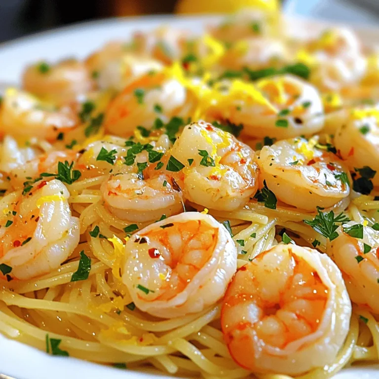 - 1 pound large shrimp, peeled and deveined - 8 ounces spaghetti or linguine - 6 cloves garlic, minced - 3 tablespoons olive oil - 2 tablespoons unsalted butter - 1/4 teaspoon red pepper flakes (optional) - Zest of 1 lemon - 2 tablespoons fresh lemon juice - Salt and pepper to taste - Fresh parsley, chopped (for garnish) - Grated Parmesan cheese (optional) For this Min Garlic Shrimp Scampi, you need fresh, high-quality ingredients. The large shrimp should be peeled and deveined to ensure a smooth eating experience. Spaghetti or linguine works well as a base. The garlic is the star of this dish. Use six cloves, freshly minced, for the best flavor. Olive oil and unsalted butter create a rich base for the sauce. If you want a bit of heat, add red pepper flakes. Lemon zest and juice add brightness. Don't skip these; they balance the dish perfectly. Salt and pepper bring out the flavors, while fresh parsley adds a nice touch and color on top. Lastly, if you love cheese, consider adding grated Parmesan for extra depth. Gather these ingredients, and you're ready to make a quick, tasty meal that impresses! To start, boil water in a large pot. Add a good amount of salt. This helps flavor the pasta. Once the water boils, add 8 ounces of spaghetti or linguine. Cook according to the package directions until it is al dente. This usually takes about 8 to 10 minutes. When it's ready, drain the pasta but save about 1/2 cup of the starchy pasta water. This water helps to make the sauce later. In a large skillet, heat 3 tablespoons of olive oil and 2 tablespoons of unsalted butter over medium heat. When the butter melts, add 6 cloves of minced garlic and 1/4 teaspoon of red pepper flakes, if you like a little spice. Stir the garlic for 1 to 2 minutes. Do not let it burn! Burnt garlic will taste bitter and ruin your dish. Next, add 1 pound of peeled and deveined shrimp to the skillet. Season with salt and pepper to taste. Cook the shrimp for about 2 to 3 minutes on each side. You know they are done when they turn pink and opaque. Perfect shrimp should be slightly firm but not rubbery. Now, it’s time to bring it all together. Stir in the zest of 1 lemon and 2 tablespoons of fresh lemon juice. Then, add the drained pasta to the skillet. Toss everything gently. If the mixture seems dry, splash in some of the reserved pasta water. This will create a light, tasty sauce that coats the pasta well. Remove the skillet from the heat. Garnish your dish with chopped fresh parsley for color and flavor. If you want, serve with grated Parmesan cheese on top. This adds a rich finish to your meal. Enjoy your Min Garlic Shrimp Scampi! To balance garlic and shrimp, use fresh garlic. I prefer six cloves for a bold taste. Sauté the garlic gently in oil and butter. This way, you avoid burning it, which can turn it bitter. You can also add a pinch of red pepper flakes to enhance the flavor. Try adding herbs like basil or parsley for a fresh twist. Shrimp cooks fast, so avoid overcooking it. Cook shrimp for about 2-3 minutes on each side. Look for the shrimp to turn pink and opaque. If they curl tightly, they are likely overcooked. Perfectly cooked shrimp should feel firm yet tender. For al dente pasta, cook it in a large pot of salted boiling water. Follow the package instructions closely. To use leftover pasta water, save about half a cup before draining. This starchy water helps create a silky sauce when added to the skillet later. {{image_2}} You can change the pasta type for this dish. Try penne or fettuccine if you like. Each type gives a different bite. For seafood, you can use scallops or even fish. They cook fast and taste great with the garlic and lemon. If you need gluten-free options, use gluten-free pasta. Many brands taste just as good. For a vegan version, swap the shrimp for mushrooms. You can also use plant-based butter in place of regular butter for a rich flavor. Add veggies to your scampi for more color and taste. Spinach or cherry tomatoes work well. They cook quickly and add nutrition. You can also try different herbs. Fresh basil or dill can give a fresh twist to the dish. Min Garlic Shrimp Scampi is best in the fridge for up to 3 days. Store it in an airtight container to keep it fresh. Before storing, let it cool to room temperature. Avoid leaving it out too long to prevent bacteria growth. When you’re ready to eat, simply reheat it on the stove or microwave. To freeze shrimp scampi, let it cool completely. Place it in freezer-safe bags or containers. Squeeze out excess air before sealing. This dish can last in the freezer for up to 2 months. When you're ready to eat it, thaw it overnight in the fridge. For reheating, warm it gently in a skillet. Add a splash of olive oil or water if it seems dry. Shrimp scampi is a classic dish that features shrimp cooked in garlic, butter, and lemon. It comes from Italian-American cuisine and has roots in Italy. The dish often uses pasta, like spaghetti or linguine, to soak up the tasty sauce. Yes, you can prepare shrimp scampi ahead of time. Cook the pasta and sauce separately. Store them in airtight containers in the fridge. When ready to eat, heat the sauce and combine it with the pasta. This method keeps the dish fresh and tasty. You can serve shrimp scampi with several side dishes: - Garlic bread: A crunchy, flavorful option. - Salad: A light, crisp green salad pairs well. - Roasted vegetables: Try asparagus or broccoli for a healthy touch. For wine pairings, I recommend: - A chilled Sauvignon Blanc for a crisp flavor. - A light Pinot Grigio to complement the dish. You can tell shrimp is done when they turn pink and opaque. They should curl into a C shape. If they curl too tightly into an O shape, they may be overcooked. Cooking shrimp for about 2-3 minutes on each side usually does the trick. Shrimp scampi is a simple and tasty dish that everyone can make. We covered the key ingredients like shrimp, pasta, and flavor enhancers. The step-by-step instructions help you cook the pasta, sauté garlic, and prepare shrimp just right. With tips on variations and storage, you can adapt this dish to your needs. Enjoy making it your own and sharing it with others. Cooking shrimp scampi can be fun and rewarding, giving you a delicious meal every time. Dive into the flavors and make it today!