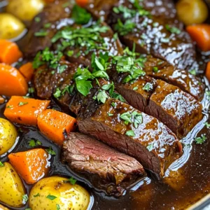 - 3-4 lb beef chuck roast - 1 cup balsamic vinegar - 2 cups beef broth The beef chuck roast is the star of this dish. It has a rich flavor and becomes very tender when cooked slowly. Balsamic vinegar adds a tangy sweetness that makes the roast special. Beef broth gives depth to the sauce, making every bite juicy and full of flavor. - 4 cloves garlic, minced - 2 tablespoons brown sugar - 2 teaspoons dried thyme - 1 teaspoon dried rosemary - 1 onion, sliced - 4 carrots, cut into large chunks - 4 potatoes, cubed Garlic adds a lovely aroma and flavor. Brown sugar balances the acidity of the balsamic vinegar. Thyme and rosemary bring herbal notes that enhance the roast. Onions, carrots, and potatoes create a tasty veggie mix that cooks beautifully with the meat. These ingredients soak up the sauce, making them a perfect side. - Fresh parsley Fresh parsley is a great touch. It adds color and a fresh taste to the dish. Just sprinkle some on top before serving for a nice finish. Start by seasoning the beef chuck roast. Use plenty of salt and pepper. Make sure you coat every side. This step enhances the meat’s flavor. Next, make the balsamic sauce. In a bowl, whisk together the balsamic vinegar and beef broth. Add minced garlic, brown sugar, thyme, and rosemary. Mix until all ingredients blend well. This sauce brings a rich taste to the roast. Now, layer the slow cooker. Place sliced onion, large chunks of carrots, and cubed potatoes at the bottom. These veggies soak up the flavors. After that, lay the seasoned roast on top of the vegetables. Pour the balsamic mixture over the roast. Make sure the sauce covers the meat evenly. This helps to keep the roast moist as it cooks. Cover the slow cooker and cook on low for 8 hours. The meat will become tender and easy to shred. You can check if it’s done by using a fork. When it’s ready, remove the roast and veggies from the slow cooker. If you want, skim off excess fat from the cooking liquid. Slice or shred the roast for serving. Garnish with fresh chopped parsley for a pop of color. Enjoy this flavorful meal with family and friends. - To ensure tenderness, choose a good cut of beef. I recommend a chuck roast. - Salt and pepper the roast well before cooking. This step adds flavor. - Cook the roast on low for 8 hours. Low and slow makes it melt in your mouth. - Let the meat rest for a few minutes after cooking. This helps keep it juicy. - Want more flavor? Add a splash of soy sauce for depth. - Try a bit of red pepper flakes for some heat. - Fresh herbs like thyme or rosemary can elevate the taste. - You can also add mushrooms for an earthy note. - Serve the pot roast in a large shallow bowl. This makes it look inviting. - Slice or shred the roast and arrange it nicely. - Surround the meat with bright carrot and potato chunks. - Drizzle some cooking liquid over the top for a glossy finish. - A sprinkle of fresh parsley adds color and freshness. {{image_2}} You can change up the veggies in this pot roast. If you want a twist, try these alternatives: - Sweet potatoes instead of regular potatoes - Parsnips for a sweeter flavor - Turnips for a unique taste - Green beans for a fresh crunch Using these veggies can give your dish a new look and taste. Feel free to mix and match based on what you have on hand. If you don’t have a slow cooker, you can use an Instant Pot or your oven. Here’s how: Instant Pot Directions: - Sear the roast on the sauté setting. - Add your veggies and sauce. - Lock the lid and cook on high pressure for 60-70 minutes. Oven Directions: - Preheat your oven to 300°F. - Place the roast and veggies in a Dutch oven. - Pour the sauce on top and cover. - Cook for 3-4 hours until the meat is tender. Both methods work well and save you time! Want to change the flavor? Adding herbs and spices can do just that! Here are some ideas: - Bay leaves for a rich taste - Oregano for a Mediterranean twist - Smoked paprika for a hint of smokiness - Fresh rosemary instead of dried for a brighter flavor Experimenting with these can make your balsamic pot roast even more special. To keep your pot roast fresh, store leftovers in an airtight container. Place it in the fridge within two hours of cooking. This helps prevent bacteria growth. Enjoy the pot roast within three to four days for the best taste. If you want to freeze the pot roast, let it cool completely first. Slice or shred the meat for easier use later. Place it in a freezer-safe bag or container. Remove as much air as possible to avoid freezer burn. You can freeze it for up to three months. When you're ready to enjoy the leftovers, there are a few good ways to reheat. You can use the microwave, but the oven keeps it juicy. For the oven, preheat to 350°F (175°C). Place the pot roast in a baking dish with a splash of broth. Cover it with foil and heat for about 20-30 minutes. Check that it's hot all the way through before serving. The best cut for pot roast is beef chuck roast. It has the right fat and marbling. This fat breaks down during cooking, making the meat tender and juicy. Other cuts like brisket or round can work, but chuck roast is my top choice. You can use red wine, but it will change the flavor. Balsamic vinegar adds sweetness and tang. Red wine may give a richer taste but lacks that special zing. If you want to try it, use less sugar in the recipe. Cooking on high takes about 4 to 5 hours. The meat should be tender and easy to shred. Check for doneness by using a fork. If it pulls apart easily, it's ready to enjoy! Yes, you can cook it on high. Just remember that low and slow gives the best flavor and tenderness. High works in a pinch, but the meat may not be as melt-in-your-mouth delicious. If you're short on time, go for high, but plan for low when you can! This blog post covered the essentials of making a delicious pot roast. We explored key ingredients like beef chuck roast and balsamic vinegar. I shared step-by-step instructions for preparing and cooking your roast to perfection. I also included helpful tips for tenderness and flavor. Remember, you can customize your dish with different vegetables and cooking methods. With proper storage and reheating tips, your pot roast remains tasty and easy to enjoy later. Embrace these methods to elevate your cooking!