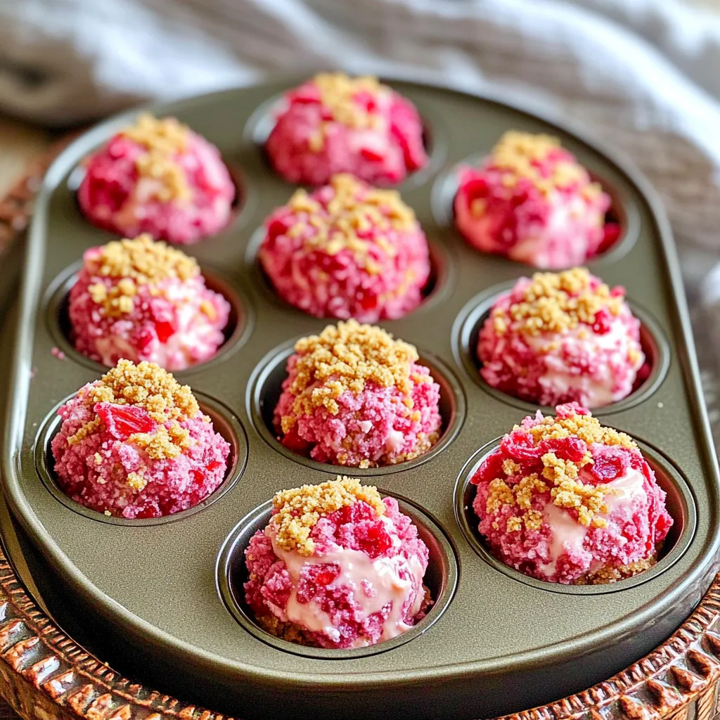 To make No-Bake Strawberry Cheesecake Energy Bites, gather these ingredients: - 1 cup rolled oats - ½ cup cream cheese, softened - ½ cup almond butter or peanut butter - ¼ cup honey or maple syrup - ½ cup freeze-dried strawberries, crushed - 1 teaspoon vanilla extract - ¼ teaspoon salt - 2 tablespoons chia seeds (optional) - ¼ cup graham cracker crumbs (for rolling) These ingredients come together to create a tasty and healthy snack. You might not have all the ingredients at home. Here are some swaps: - Use Greek yogurt instead of cream cheese for a lighter option. - Swap almond butter for peanut butter based on your taste. - Maple syrup can replace honey for a vegan choice. - Try other freeze-dried fruits like raspberries or blueberries for variety. - If you're avoiding gluten, use gluten-free graham crackers. These substitutions keep the recipe flexible while still being delicious. Each energy bite is packed with nutrition. Here’s a breakdown of what you get per bite: - Calories: Approximately 80 - Protein: 2g - Carbs: 9g - Fats: 4g - Fiber: 1g These bites are a smart snack choice. They offer a good mix of protein and healthy fats to keep you energized. Start by gathering your ingredients. You will need rolled oats, cream cheese, almond butter, honey, freeze-dried strawberries, vanilla extract, salt, chia seeds, and graham cracker crumbs. In a large bowl, mix the rolled oats, cream cheese, almond butter, honey, crushed freeze-dried strawberries, vanilla extract, salt, and chia seeds if you choose to add them. Use a spatula or your hands to combine everything well. The mix should be sticky but hold together easily. If the mixture feels too dry, add a bit more almond butter or honey. If it’s too wet, stir in more oats. This balance is key to making the bites firm. Getting the texture just right is important. To achieve this, ensure your cream cheese is softened. This helps blend it smoothly with the other ingredients. If your mix is crumbly, it won’t hold shape when you roll it. If it’s too wet, your bites will be mushy. Always adjust slowly. Add a tablespoon of almond butter or oats at a time. This way, you can control the texture better. Chilling the mixture makes it easier to handle. After mixing, place the bowl in the fridge for about 30 minutes. This helps firm it up. Once chilled, scoop out small portions, about one tablespoon each. Roll these portions into balls using your hands. The warmth from your hands will help shape the bites. Next, roll each ball in graham cracker crumbs. This adds a nice crunch. Place them on a parchment-lined tray. Finally, chill the bites again for about 15 minutes. This helps them hold their shape before serving. Enjoy your tasty, no-bake treats! You can easily change the flavors of your energy bites. Here are some fun ideas: - Nut Butters: Swap almond butter for peanut butter or cashew butter. Each will add a unique taste. - Fruits: Use dried blueberries or cranberries instead of freeze-dried strawberries. They will add a different sweetness. - Sweeteners: Try agave syrup or brown rice syrup for a new twist on sweetness. - Seeds: Add flaxseeds or pumpkin seeds for extra crunch and nutrition. Mix and match these ideas to create your perfect snack! To keep your energy bites fresh, store them properly. Here’s how: - Refrigerate: Place them in an airtight container. They stay fresh for about one week in the fridge. - Freeze: For longer storage, freeze them. Use a freezer-safe container. They can last up to three months. - Thawing: When ready to eat, thaw them in the fridge overnight. This keeps the texture perfect. Proper storage will help maintain their taste and texture. These energy bites are so versatile! Here are some fun ways to serve them: - Snack Time: Enjoy them as a quick, healthy snack at any time of day. - Breakfast Boost: Pair them with yogurt or fruit for a filling breakfast. - Party Treats: Serve them at gatherings. Place them in a cute muffin tin to impress your guests. - On-the-Go: Pack them in your bag for a tasty energy boost while traveling. These bites are tasty, healthy, and perfect for many occasions! {{image_2}} You can mix up your energy bites with different flavors. Try using chocolate instead of strawberries. Use cocoa powder along with almond butter for a rich taste. You can also swap out strawberries for other freeze-dried fruits. Raspberries, blueberries, or bananas can change the whole vibe. For a tropical twist, add crushed pineapple and coconut flakes. Each flavor gives a new take on these bites. Making these energy bites vegan is simple. Use plant-based cream cheese and maple syrup instead of honey. For gluten-free bites, ensure your oats are certified gluten-free. You can also use gluten-free graham cracker crumbs for rolling. This way, everyone can enjoy these tasty treats. You can cater to many diets while keeping the flavors intact. Want to boost nutrition? Add chia seeds or flaxseeds for extra fiber and omega-3s. You can also mix in protein powder for a more filling snack. Nuts or seeds can give a nice crunch and healthy fats. If you like a bit of spice, a pinch of cinnamon can add warmth. Each add-in enhances both taste and health benefits. Store your No-Bake Strawberry Cheesecake Energy Bites in an airtight container. This keeps them fresh and tasty. You can keep them in the fridge for up to one week. If you want them to last longer, freezing is a great option. Make sure to separate layers with parchment paper to avoid sticking. To freeze your energy bites, place them in a single layer on a tray. Once frozen, put them in a freezer-safe bag. They can last up to three months in the freezer. When you're ready to eat, just take out what you need. Let them thaw in the fridge for a few hours, or enjoy them straight from the freezer for a cold treat! For on-the-go snacks, use small containers or zip-top bags. This makes it easy to grab a few bites when you need energy. Keep them cool by using an insulated lunch bag with an ice pack, especially in warm weather. These energy bites are perfect for a quick snack, whether at school or work! Yes, you can use fresh strawberries, but the texture will change. Fresh strawberries add moisture. This can make the mixture too wet. If you choose fresh, add more oats to balance it out. Freeze-dried strawberries give great flavor without extra moisture. They also add crunch and color. These energy bites stay fresh for about a week in the fridge. Store them in an airtight container. If you want them to last longer, you can freeze them. They can last for up to three months in the freezer. Just let them thaw before you enjoy them. Absolutely! These bites are perfect for meal prep. You can make them a few days in advance. Just store them in the fridge. You can also make a big batch and freeze them. This way, you always have a healthy snack ready to go. In this article, we covered all aspects of making energy bites. We explored ingredients, including substitutions and nutrition per bite. I outlined step-by-step instructions for making them and shared tips for the right texture. You learned how to customize and store your bites effectively. We also discussed different flavor variations, storage ideas, and answered common questions. These energy bites are not just easy to make; they can fit any diet. Enjoy creating your own tasty snacks!