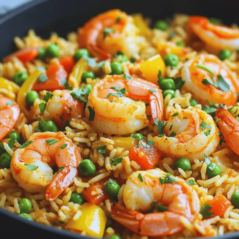 - 1 lb large shrimp, peeled and deveined - 1 cup long-grain white rice - 2 cups chicken broth - 4 tablespoons unsalted butter - 1 medium onion, diced - 3 cloves garlic, minced - 1 bell pepper (any color), diced - 1 cup frozen peas - 2 teaspoons Cajun seasoning - 1 teaspoon smoked paprika - 1/2 teaspoon cayenne pepper (adjust to taste) - Salt and pepper to taste - Fresh parsley, chopped (for garnish) - Large skillet - Wooden spoon - Measuring cups - Knife and cutting board - Small pan (for shrimp) - Lemon juice for zest - Hot sauce for extra heat - Other herbs like thyme or oregano Start by gathering your veggies. You need one medium onion and one bell pepper. Dice them into small pieces. This helps them cook quickly and evenly. Heat two tablespoons of butter in a large skillet over medium heat. Once hot, add the onion and bell pepper. Cook for about three to four minutes. You want them to soften and become fragrant. Next, add three cloves of minced garlic. Stir it in and cook for about one minute. Garlic cooks fast! You want it to smell great but not burn. Now it's time for the rice. Add one cup of long-grain white rice to the skillet. Stir the rice well with the butter and veggies. This step toasts the rice for two minutes. It adds a nice flavor. Then, pour in two cups of chicken broth. Bring the mixture to a boil. Add two teaspoons of Cajun seasoning, one teaspoon of smoked paprika, and half a teaspoon of cayenne pepper. Season with salt and pepper to taste. Stir it all well. Lower the heat to low, cover the skillet, and let it simmer. Cook for about 15 to 18 minutes. Check the rice to make sure it is tender and has soaked up the broth. While the rice cooks, prepare the shrimp. In another pan, melt the remaining two tablespoons of butter over medium-high heat. Add one pound of peeled and deveined shrimp to the pan. Season the shrimp with salt and a little more Cajun seasoning. Cook for two to three minutes on each side. The shrimp should turn pink and be fully cooked. When the rice is ready, add one cup of frozen peas and the cooked shrimp to the rice skillet. Toss everything together gently. Heat it through for another two minutes. This step warms the peas and combines all the flavors. To make great rice, start with rinsing it. Rinse the rice under cold water. This gets rid of extra starch. This step helps the rice stay fluffy. For this dish, use long-grain white rice. When cooking, use two cups of chicken broth for one cup of rice. This ratio gives you moist rice. Let the rice simmer covered for 15-18 minutes. Do not lift the lid while it cooks. Trust the process, and your rice will turn out perfect. Cajun seasoning packs a punch. If you want less heat, cut down on cayenne pepper. Start with just a pinch. You can always add more later. Taste as you go. This way, you can make it just right for you. If you love spice, double the cayenne for a kick. The balance of flavors is key. Make it your own! Sautéing is your friend in this dish. Use medium heat for the onions and peppers. This helps them soften nicely. For the shrimp, crank up the heat. Cook them quickly for a juicy bite. Don't overcrowd the pan. Give them space to cook evenly. Lastly, toss the shrimp and peas gently with the rice. This keeps everything intact and tasty. Enjoy the process and have fun in the kitchen! {{image_2}} You can make this dish vegetarian by skipping the shrimp. Use jackfruit or mushrooms instead. These ingredients add a nice texture. You can also add tofu for protein. Use vegetable broth instead of chicken broth to keep the flavors rich. If you love seafood, swap shrimp for scallops or crab. You can also use cooked lobster for a fancy touch. Just sauté these seafood types until they are warm. Each option brings its own unique taste to the dish. Feel free to change the veggies. You can use zucchini, corn, or asparagus. Spinach also works well when added at the end. Mixing in different vegetables can change the flavor and texture. Choose what you like best to make it your own. To keep your Cajun butter shrimp rice skillet fresh, let it cool first. Use an airtight container to store it. This helps keep the flavors locked in. Place it in the fridge. Enjoy it within three days for the best taste. Reheat your skillet dish on the stove for best results. Add a splash of water or broth to help it warm up. Heat it over low to medium heat. Stir gently until it’s hot. You can also use a microwave. Heat in short bursts for even warming. Stir in between to avoid hot spots. You can freeze the Cajun butter shrimp rice skillet too. Make sure it’s cooled completely before freezing. Use a freezer-safe container or bag. Remove as much air as possible to avoid freezer burn. It will last up to three months. Thaw it in the fridge overnight before reheating. Yes, you can use frozen shrimp. Just make sure to thaw them first. Place the shrimp in a bowl of cold water for about 10-15 minutes. This helps them cook evenly in the skillet. You can also run them under cold water until thawed. This method works well and saves time. If you don't have Cajun seasoning, you can mix your own. Combine equal parts of paprika, garlic powder, and onion powder. Add some cayenne pepper for heat. You can also use Italian seasoning or taco seasoning as a quick substitute. Adjust the amounts to fit your taste. To make this recipe dairy-free, use a dairy-free butter substitute. Look for options made from oils or nuts. You can also use olive oil or coconut oil in place of butter. This keeps the dish rich while removing dairy. Just follow the same steps in the recipe. This blog covers key steps for making a tasty shrimp dish. We discussed ingredients, cooking methods, and tips to perfect your meal. You can try different variations, like vegetarian options or altering spices. Storing leftovers properly ensures you can enjoy your dish later. Cooking should be fun and flexible. Experiment with techniques and make it your own!