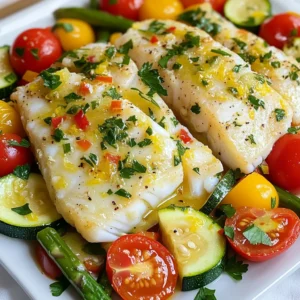 For this Lemon Garlic Cod and Veggies Sheet Pan, you need some simple, fresh items. Each ingredient adds its own touch to the dish. Here’s what you will need: - 4 cod fillets (about 6 ounces each) - 2 tablespoons olive oil - 3 cloves garlic, minced - 1 lemon (zested and juiced) - 1 teaspoon dried oregano - 1 teaspoon paprika - Salt and pepper to taste - 1 cup cherry tomatoes, halved - 1 zucchini, sliced - 1 red bell pepper, chopped - 1 cup asparagus, trimmed - Fresh parsley, chopped (for garnish) These ingredients work well together. The cod brings a mild flavor that pairs with the bright lemon and garlic. The veggies add color and crunch, making the dish look and taste vibrant. Each bite offers a mix of flavors that will please any palate. First, set your oven to 400°F (200°C). Preheating is key for even cooking. In a small bowl, mix together: - 2 tablespoons olive oil - 3 cloves garlic, minced - The zest and juice of 1 lemon - 1 teaspoon dried oregano - 1 teaspoon paprika - Salt and pepper to taste This blend will give your cod a bright flavor. Grab the cod fillets and place them on a large sheet pan lined with parchment paper. Brush half of your marinade over the fillets. Make sure they're well-coated to lock in the flavor. In a separate bowl, toss together: - 1 cup cherry tomatoes, halved - 1 zucchini, sliced - 1 red bell pepper, chopped - 1 cup asparagus, trimmed Add the rest of the marinade to the veggies and mix well. Spread the veggies around the cod fillets on the pan. Now, bake everything in your preheated oven for 15 to 20 minutes. The cod should be opaque and flake easily. The veggies will become tender and delicious. Once cooked, take the pan out of the oven. Let it rest for a couple of minutes. This helps the flavors settle. Before serving, garnish with fresh parsley for a pop of color and taste. Enjoy your meal! To cook cod just right, you need the right time and temperature. Bake it at 400°F (200°C) for 15-20 minutes. Cod is done when it turns opaque and flakes easily with a fork. If you overcook it, the fish can become dry. A meat thermometer can help. Aim for an internal temperature of 145°F (63°C) for perfect results. Pick fresh, colorful vegetables for your sheet pan. Cherry tomatoes, zucchini, red bell pepper, and asparagus work great. Look for firm and bright veggies. They will add flavor and nutrition to your dish. You can also change the mix based on what you like or what is in season. Broccoli or carrots can be good choices too. If you have leftovers, store them in an airtight container. Place the cod and veggies in the fridge within two hours of cooking. They can last up to three days. To reheat, use the oven or microwave. If using the oven, heat at 350°F (175°C) for about 10 minutes. This keeps the texture nice and avoids sogginess. {{image_2}} You can swap cod for other fish or proteins. Tilapia works well and has a mild taste. Salmon adds richness and a different texture. For a meat option, chicken breast is a great choice. Just remember, cooking times may change. Always check for doneness. Feel free to mix in your favorite veggies. Broccoli, cauliflower, or carrots can add more color and taste. Sweet potatoes can bring sweetness and heartiness. Green beans and snap peas are tasty additions as well. Just cut them into similar sizes for even cooking. You can boost flavors with fresh or dried herbs. Basil, thyme, or rosemary can add depth. Try a touch of chili flakes for heat. A sprinkle of lemon zest enhances the bright lemon flavor too. Mix and match to create your unique dish! To store your Lemon Garlic Cod and Veggies, let it cool first. Place the cod and veggies in an airtight container. Make sure to keep them together for the best flavor. You can store leftovers in the fridge for up to three days. This way, you can enjoy this tasty dish again soon. When you are ready to eat your leftovers, preheat your oven to 350°F (175°C). Place the cod and veggies on a baking sheet. Cover them with foil to keep the moisture in. Heat for about 10-15 minutes or until warmed through. You can also use a microwave if you’re short on time. Just heat it in short bursts, stirring in between. If you want to save some for later, freezing works great! Wrap each cod fillet and veggies tightly in plastic wrap. Then place them in a freezer-safe bag. Make sure to label the bag with the date. You can freeze them for up to three months. When you’re ready to enjoy it, thaw in the fridge overnight before reheating. Cooking cod takes about 15 to 20 minutes. The fish is done when it turns opaque and flakes easily with a fork. This quick cook time makes it perfect for busy nights. Yes, you can use frozen cod. Just make sure to thaw it first. This allows the cod to cook evenly and absorb the marinade well. If you use frozen cod, adjust your cooking time slightly. Great vegetables include cherry tomatoes, zucchini, bell peppers, and asparagus. They cook quickly and add color to your dish. You can also add broccoli, carrots, or green beans for variety. This dish is very healthy. Cod is a lean protein, and the veggies add fiber and vitamins. Olive oil provides healthy fats. This meal is low in calories, making it great for balanced eating. Absolutely! You can make the marinade a day ahead. Just store it in the fridge until you’re ready to use it. This saves time and lets the flavors blend even better. In this article, we explored a simple and tasty sheet pan cod recipe. I shared key ingredients like cod, fresh veggies, and a zesty marinade. You learned step-by-step instructions and useful tips to ensure your fish turns out perfect. We also discussed storage methods and fun variations to try. In closing, this dish is not just easy to make; it’s healthy, too. Enjoy your cooking journey and get creative with your flavors!