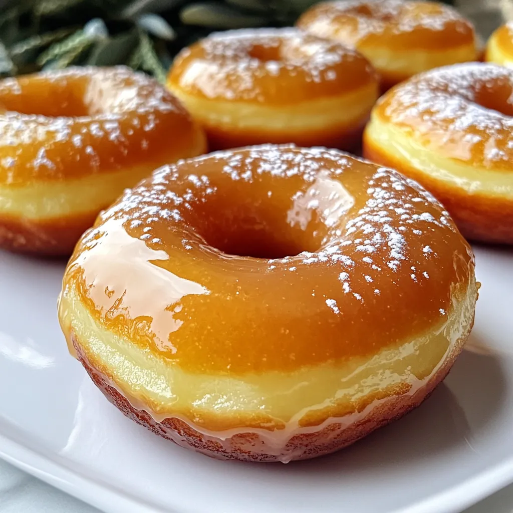 To make these maple glazed donuts, you will need: - 2 cups all-purpose flour - 1/2 cup granulated sugar - 2 teaspoons baking powder - 1/4 teaspoon baking soda - 1/2 teaspoon salt - 1/4 cup unsalted butter, melted - 1 large egg - 1/2 cup whole milk - 1 teaspoon vanilla extract - 1 cup powdered sugar (for glaze) - 1/4 cup pure maple syrup - 1 teaspoon cinnamon (optional) - Oil for frying Each measurement is key for great donuts. Use all-purpose flour for the best texture. If you want a lighter donut, substitute half of the flour with cake flour. For a sweeter touch, try brown sugar instead of granulated sugar. If you need a dairy-free option, use almond milk or oat milk instead of whole milk. You can also use coconut oil in place of butter for a dairy-free glaze. Fresh ingredients make a big difference in taste. Fresh flour gives donuts a light texture. Fresh eggs add moisture and flavor. Pure maple syrup offers a rich taste that fake syrups cannot match. Always check the expiration dates on your baking powder and baking soda. Using fresh ingredients ensures your donuts are tasty and fluffy. Start by grabbing a large bowl. Whisk together 2 cups of all-purpose flour, 1/2 cup of granulated sugar, 2 teaspoons of baking powder, 1/4 teaspoon of baking soda, 1/2 teaspoon of salt, and 1 teaspoon of cinnamon if you like. Create a well in the center of the dry mix. In another bowl, mix together 1/4 cup of melted unsalted butter, 1 large egg, 1/2 cup of whole milk, and 1 teaspoon of vanilla extract. Stir until smooth. Pour this wet mixture into the well you made in the dry mix. Stir just until combined. The dough should feel slightly sticky; don't overmix. Cover the dough with plastic wrap. Place it in the fridge for about 30 minutes. This makes the dough easier to handle. Once chilled, turn the dough out onto a floured surface. Roll it out to about 1/2 inch thick. Use a donut cutter or two round cookie cutters to cut out donut shapes. You can gather the scraps and re-roll them to make more donuts. Heat about 2-3 inches of oil in a deep pot or fryer to 350°F (175°C). Carefully drop the donuts into the hot oil, a few at a time. Fry for about 1-2 minutes on each side until they are golden brown. Use a slotted spoon to remove them from the oil. Place the fried donuts on paper towels to drain excess oil and let them cool slightly. To get the right donut texture, start with cold dough. Chill the dough for 30 minutes. This helps it hold its shape when frying. Be careful not to overmix the dough. Overmixing makes the donuts tough. The dough should feel slightly sticky but not too wet. Rolling it to about 1/2 inch thick is key. This thickness allows for a fluffy donut that cooks evenly. For a smooth glaze, whisk powdered sugar and maple syrup well. The glaze should be thick but pourable. Dip the warm donuts into the glaze right after frying. This helps the glaze stick. Spin the donuts gently to remove excess glaze. Place them on a wire rack for a perfect set. If you want a thicker glaze, let it sit for a few minutes before dipping. One common mistake is frying donuts at the wrong temperature. Oil should be around 350°F (175°C). If it’s too hot, the outside burns before the inside cooks. If it’s too cool, the donuts absorb too much oil. Another mistake is overcrowding the fryer. Fry only a few donuts at a time to keep the oil temperature steady. Lastly, don’t skip the chilling step. It’s vital for the best texture and shape. {{image_2}} You can change the flavor of your maple glazed donuts easily. Try adding chopped bacon to make maple bacon donuts. The salty bacon pairs well with the sweet glaze. For a chocolate twist, drizzle melted chocolate over the glaze. You can also add spices like nutmeg or ginger for a warm flavor. Maple glaze is tasty, but you have other choices too. A classic vanilla glaze adds a sweet touch. For a tangy flavor, try a lemon glaze. You can even mix flavors, like a maple-vanilla combo, to keep things exciting. If you want crunch, sprinkle nuts or sprinkles on top of the glaze. Fried donuts are light and fluffy, with a crispy edge. They soak up the glaze well and give that classic donut feel. Baked donuts are easier to make. They are lighter and often healthier. You can bake them in a special donut pan. Both types are delicious, so choose what you like best! To keep your maple glazed donuts fresh, store them in an airtight container. Place parchment paper between layers to prevent sticking. Keep them at room temperature for up to two days. If you want to store them longer, the fridge can help, but they may dry out slightly. For longer storage, freezing is a great option. Allow the donuts to cool completely. Then, wrap each donut tightly in plastic wrap. Place them in a freezer-safe bag or container. They can last up to three months in the freezer. When you’re ready to enjoy, just thaw them at room temperature. To reheat your donuts, use the oven for the best results. Preheat your oven to 350°F (175°C). Place the donuts on a baking sheet and warm them for about 5-10 minutes. This method keeps the donuts soft and brings back their fresh taste. You can also use a microwave, but they may become slightly chewy. Enjoy warm for the best flavor! The best flour for donuts is all-purpose flour. It has the right balance of protein. This helps give your donuts a nice texture. You can also use cake flour for lighter donuts. However, all-purpose flour is my top choice. It provides a great base for the dough. Yes, you can make these donuts without frying. You can bake them instead. To do this, preheat your oven to 375°F (190°C). Shape the donuts and place them on a baking sheet. Bake for 10 to 12 minutes, until they are lightly golden. The result will be a lighter donut. Just remember, the glaze will still be delicious! To check if the oil is hot enough, use a thermometer. The oil should reach 350°F (175°C). If you don’t have a thermometer, drop a small piece of dough into the oil. If it sizzles and rises, the oil is ready. This step is key for getting that golden brown color on your donuts. Always fry in small batches for the best results! You learned about the key parts of making great donuts. We covered ingredients, dough prep, frying, and storage. Fresh ingredients matter for taste, and the right techniques create texture. Avoid common mistakes to boost your skills. Finally, experiments with flavors keep things fun! With practice and the right tips, you can master homemade donuts. Enjoy the process and share your delicious results!