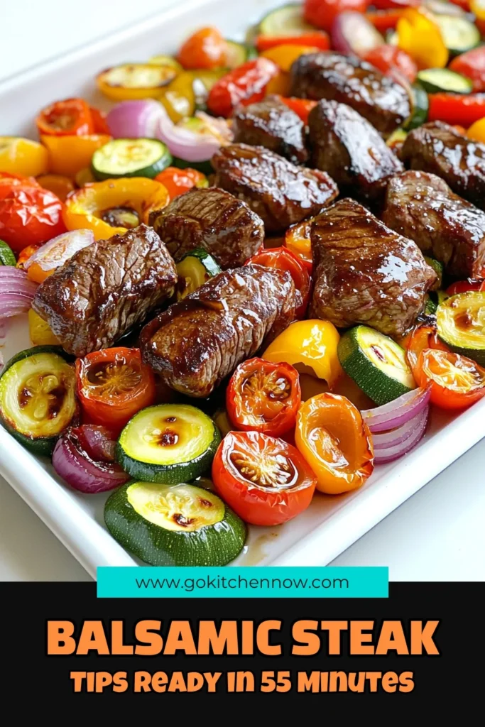 Make mealtime a breeze with these delicious Balsamic Steak Tips Sheet Pan Dinner! This one-pan recipe combines tender sirloin steak with vibrant veggies, all drizzled in a flavorful balsamic marinade. Perfect for busy weeknights or special gatherings, it’s a tasty and easy dinner solution. Click to explore the full recipe and elevate your dinner game! #SheetPanDinner #EasyRecipes #DinnerIdeas #BalsamicSteakTips