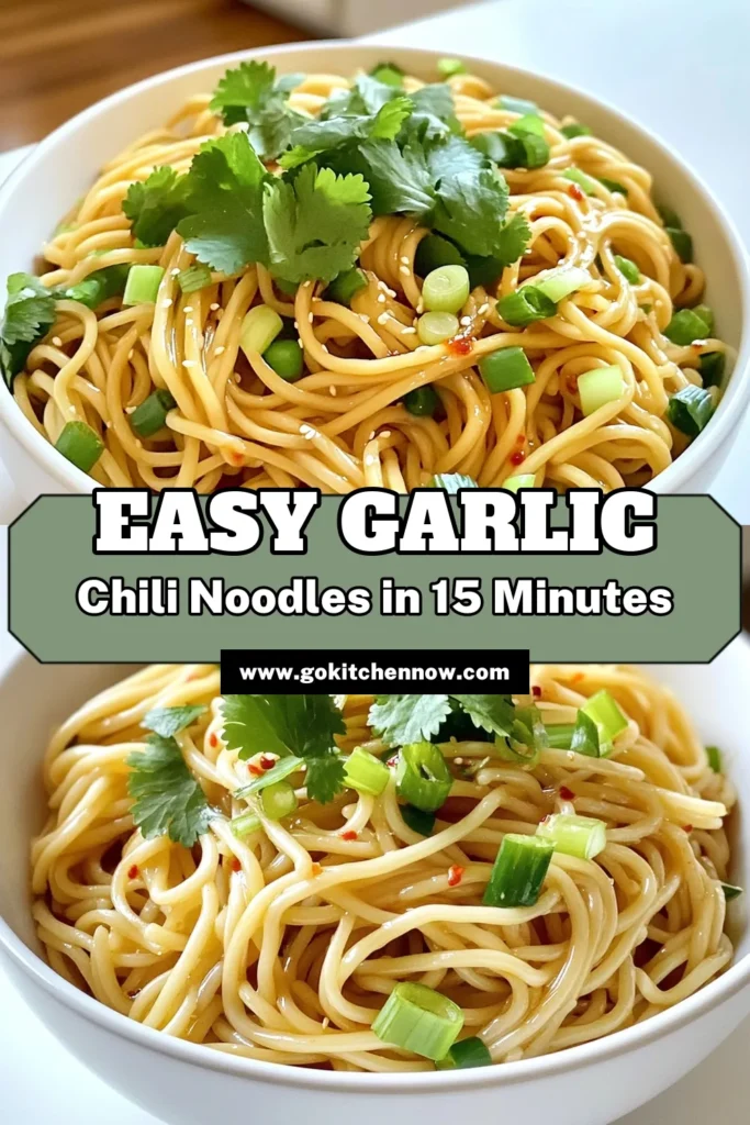 Whip up these delicious Fifteen Minute Garlic Chili Noodles for a quick and satisfying meal! With just a handful of ingredients like garlic, chili, and soy sauce, you can create a flavorful dish in no time. Perfect for busy weeknights or a cozy dinner, this easy recipe will spice up your dinner table! Click to discover the full recipe and elevate your cooking tonight. #GarlicChiliNoodles #QuickRecipes #DinnerIdeas #Foodie