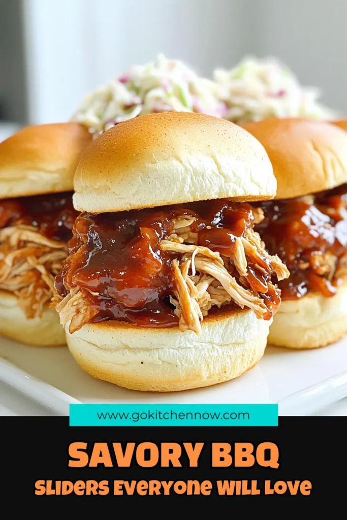 Savor the flavor with these irresistible Savory BBQ Pulled Chicken Sliders! Perfect for any gathering, this slow cooker recipe combines tender chicken with a mouthwatering barbecue sauce, giving you a delicious and easy meal. Assemble with soft slider buns and optional coleslaw for an extra crunch. Click through for the full recipe and get ready to impress your guests! #PulledChicken #BBQRecipes #Sliders #EasyDinnerIdeas