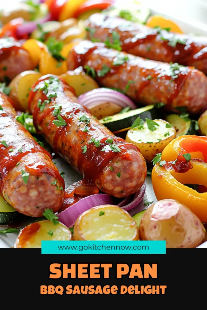 Savor the flavors of summer with this Sizzling Sheet Pan BBQ Sausage & Veggie Medley! This quick and easy recipe combines juicy Italian sausages with colorful bell peppers, zucchini, and baby potatoes, all roasted to perfection on one pan. Perfect for weeknight dinners, you'll love the minimal cleanup and maximum taste. Click to explore the full recipe and enjoy a delicious meal tonight! #SheetPanDinner #BBQRecipes #HealthyEating #EasyMeals