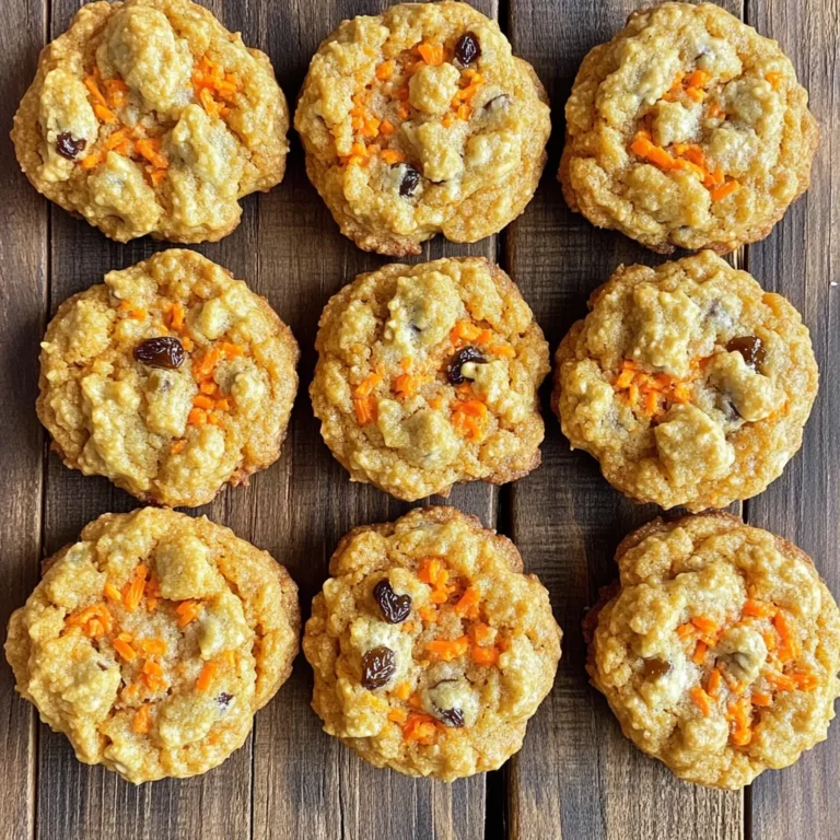 To make these delicious carrot cake breakfast cookies, gather the following: - 1 cup rolled oats - 1 cup finely grated carrots (about 2 medium carrots) - 1/2 cup almond flour - 1/2 cup mashed banana (approximately 1 medium banana) - 1/4 cup maple syrup - 1/4 cup unsweetened applesauce - 1 teaspoon vanilla extract - 1 teaspoon ground cinnamon - 1/2 teaspoon ground nutmeg - 1/4 teaspoon baking soda - 1/4 teaspoon salt - 1/2 cup raisins or chopped walnuts (optional) You can easily swap some ingredients if needed. Here are a few ideas: - Almond flour can be replaced with all-purpose flour or oat flour. - Maple syrup can be exchanged for honey or agave syrup. - Unsweetened applesauce may be substituted with more mashed banana. - If you don't like raisins or walnuts, you can use chocolate chips or dried cranberries. Each ingredient in these cookies adds health benefits: - Oats provide fiber, which helps digestion and keeps you full. - Carrots are rich in vitamins, especially vitamin A, good for your eyes. - Bananas offer potassium, which supports heart health. - Almond flour is high in healthy fats and protein, good for energy. - Maple syrup has antioxidants and is a natural sweetener. These ingredients make the cookies not just tasty but also nutritious! Start by preheating your oven to 350°F (175°C). This step is key for even baking. While the oven heats, line a baking sheet with parchment paper. This makes cleanup easy later. Next, grab a large mixing bowl. Combine your rolled oats, almond flour, ground cinnamon, ground nutmeg, baking soda, and salt. Stir them together well. This mix forms the base of your cookies. In another bowl, mix the finely grated carrots, mashed banana, maple syrup, applesauce, and vanilla extract. Blend these ingredients until they are smooth. This mixture adds moisture and flavor to your cookies. Now, slowly add the wet mixture to the dry mix. Stir until everything is well combined. If you want, fold in the raisins or chopped walnuts for extra texture and taste. Using a tablespoon, scoop the dough onto your prepared baking sheet. Make sure to space them about 2 inches apart. Each scoop should be a nice round shape. Flatten each cookie slightly with the back of the spoon. This helps them bake evenly. Bake your cookies in the preheated oven for 15-18 minutes. They are done when the edges turn golden brown and the center feels set. Keep an eye on them as they bake to avoid overcooking. Once baked, take the cookies out and let them cool on the baking sheet for about 5 minutes. After that, transfer them to a wire rack to cool completely. This cooling step helps them firm up. To get the best texture, use fresh ingredients. Fresh oats and nuts give a nice crunch. Don't skip the step of flattening the cookies. This makes sure they bake evenly. If your dough feels too wet, add a bit more almond flour. If it feels too dry, a splash of applesauce can help. Adjust based on your preference. For chewy cookies, don’t bake too long. The cookies will continue to set as they cool. Enjoy your cookies warm for the best taste! When making carrot cake breakfast cookies, the way you mix matters. First, use a large bowl for dry ingredients. Combine rolled oats, almond flour, cinnamon, nutmeg, baking soda, and salt. Mix these well with a spoon. Next, in another bowl, mix grated carrots, mashed banana, maple syrup, applesauce, and vanilla. Stir until it's smooth. Gradually add the wet mix to the dry mix. This makes sure everything blends well. Do not overmix. Just stir until combined. You can make your carrot cake breakfast cookies unique. Want to add a crunch? Try chopped walnuts or pecans. If you love sweetness, add chocolate chips or dried fruit. You can also change the spices. Try ginger or allspice for a different taste. For a lighter cookie, use less maple syrup. Get creative! This recipe is flexible, so have fun with it. To keep your cookies fresh, store them in an airtight container. This helps them stay soft for days. If you want to keep them longer, freeze them. Place cookies in a single layer on a baking sheet. Once frozen, transfer them to a freezer bag. They can last up to three months. When ready to eat, thaw at room temperature. Reheat in the oven for a few minutes to enjoy their warmth again. {{image_2}} You can make these cookies even more fun. Try adding different mix-ins. Chopped walnuts add a nice crunch. Raisins are sweet and chewy. For a chocolate twist, add dark chocolate chips. About 1/2 cup works well. Mix these in right before baking. You can also use dried fruit like cranberries. This adds color and flavor. If you need gluten-free cookies, it's easy to adapt. Replace almond flour with a gluten-free flour blend. You can also use oat flour if you have it. Just make sure your oats are certified gluten-free. This way, you keep the cookies soft and tasty without gluten. The other ingredients stay the same. To make these cookies vegan, swap the eggs for a flaxseed meal. Mix 1 tablespoon of flaxseed meal with 2.5 tablespoons of water. Let it sit for about 5 minutes. This mix works like an egg. You can also replace the maple syrup with agave nectar. Both options keep the cookies sweet and delightful. Enjoy making these tasty vegan treats! To keep your carrot cake breakfast cookies fresh, store them in an airtight container. You can place parchment paper between layers to avoid sticking. This helps keep them soft and delicious. Store the cookies at room temperature for up to five days. If you want to keep them longer, move to the next step. Freezing is a great way to keep your cookies fresh. Allow the cookies to cool completely. Then, place them in a freezer-safe bag or container. Make sure to remove as much air as possible. They can last up to three months in the freezer. When you're ready to enjoy, just pull out as many as you want. To enjoy your cookies warm, preheat your oven to 350°F (175°C). Place the cookies on a baking sheet. Heat them for about 5-10 minutes. You can also use a microwave. Just heat for 10-15 seconds. This will make them soft and tasty again. Enjoy them fresh from the oven! To make these cookies dairy-free, simply avoid any dairy ingredients. Use almond flour instead of regular flour. You can also use almond milk or oat milk if you need a liquid. The recipe already uses applesauce and banana, which keep the cookies moist. This way, you enjoy tasty cookies without dairy. Yes, you can use different types of flour. You might try oat flour or coconut flour. Each flour gives a new texture and taste. If you switch flours, check the amount. Some flours absorb more liquid than others. Start with a little less and add more if needed. Each cookie has about 100 calories. This can change based on your mix-ins. If you add nuts or chocolate, the calorie count goes up. Keep this in mind when you enjoy your cookies! This blog post shared key ingredients and their benefits for your cookie recipe. I covered step-by-step instructions and offered helpful tips to improve your baking. You learned how to customize your cookies and store them for freshness. We discussed variations, like gluten-free and vegan options. Lastly, I addressed common questions to help you succeed. Remember, baking is a fun process. Experiment and enjoy every bite!