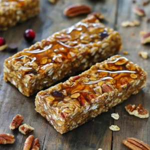 To make these no-bake maple pecan energy bars, gather the following ingredients: - 1 cup raw pecans - 1 cup rolled oats - 1/2 cup peanut butter (or an alternative nut butter) - 1/2 cup maple syrup - 1/4 cup ground flaxseed - 1/2 teaspoon cinnamon - 1/4 teaspoon salt - 1/3 cup dark chocolate chips (optional) - 1/4 cup dried cranberries or raisins (optional) These ingredients blend to create a tasty energy boost that you’ll love. If you need nut-free or vegan options, you can easily substitute some ingredients. Try these: - Swap peanut butter with sunflower seed butter or soy nut butter for a nut-free option. - For a vegan twist, use maple syrup as your sweetener. This is already vegan! - You can use coconut oil instead of nut butter if you want a different flavor. These swaps keep the bars delicious while meeting dietary needs. Each serving of these energy bars packs a punch. Here’s what you get per bar: - Calories: 180 - Protein: 5g - Carbohydrates: 20g - Fiber: 3g - Sugars: 6g - Fats: 9g These numbers make them a great snack. They provide energy and support a balanced diet. Enjoy knowing you’re fueling your body with wholesome ingredients. First, grab an 8x8 inch baking dish. Line it with parchment paper. Make sure to leave some paper hanging over the sides. This helps with easy removal later. Next, take your food processor and add 1 cup of raw pecans. Pulse them until they’re finely chopped. Don’t make them pasty! Transfer the chopped pecans to a large mixing bowl. Now, add 1 cup of rolled oats, 1/4 cup of ground flaxseed, 1/2 teaspoon of cinnamon, and 1/4 teaspoon of salt. Mix these dry ingredients well until they are fully combined. In a small saucepan, pour in 1/2 cup of peanut butter and 1/2 cup of maple syrup. Warm them over low heat for about 1-2 minutes. Stir them gently until they blend together smoothly. Once mixed, remove the pan from heat. Pour the warm peanut butter mixture over the dry ingredients in your bowl. Use a spatula or your hands to mix everything well. Make sure each piece is coated. If you want to add dark chocolate chips or dried fruit, now is the time! Fold them in gently. Once mixed, press the mixture firmly into the prepared baking dish. Aim for an even thickness throughout. Refrigerate the dish for at least 2 hours. This time lets the bars firm up nicely. Once the mixture is set, lift it out using the parchment overhang. Place it on a cutting board. Use a sharp knife to cut it into squares or rectangles. You can serve your bars drizzled with extra maple syrup or sprinkle some chopped pecans on top for added flair. Enjoy your tasty and nutritious no-bake maple pecan energy bars! To get the right texture, you need to mix well. Start by grinding the pecans until they are small but not mushy. This step helps the bars hold together better. The oats and flaxseed add bulk and texture. Make sure to combine them fully with the nut mixture. When mixing the wet ingredients, warm them gently. This makes it easier to blend everything. Pressing the mixture firmly is key to good bars. Use a spatula or your hands to push down hard. An even thickness helps the bars stay together. If they are too loose, they may fall apart. You can use parchment paper to cover the mixture while pressing. This keeps your hands clean and helps create a smooth surface. You can easily change the flavors to fit your taste. Try using different nuts or seeds. Almonds, walnuts, or sunflower seeds work well. You can also swap the peanut butter for sunflower or cashew butter for a twist. Adding spices like nutmeg or ginger can give a unique flavor. For a sweet touch, mix in dried fruits or extra chocolate chips. {{image_2}} If you want to avoid peanut butter, you have great options. Almond butter is a tasty choice. Sunflower seed butter also works well and is nut-free. For a creamier texture, try cashew butter. Each option adds a unique flavor to the energy bars. You can easily change the flavor of your energy bars. Add spices like nutmeg or ginger for warmth. Dried fruits like apricots or figs bring natural sweetness. You can also mix in seeds, like pumpkin or hemp, to boost nutrition. Chopped dark chocolate adds richness, too. Making these energy bars gluten-free is simple. Use certified gluten-free oats to keep them safe. You can also replace rolled oats with ground oats or oat flour for a different texture. This way, everyone can enjoy these tasty treats! You can store your No-Bake Maple Pecan Energy Bars in the fridge. Place them in an airtight container. They will stay fresh for up to a week. Keeping them cold helps keep their texture and flavor. If you want to grab one quickly, slice them into bars before storing. This way, they’re ready to eat whenever you want a snack. For longer storage, freezing is a great option. Wrap each bar individually in plastic wrap. Then, place them in a freezer-safe bag or container. They can last for about three months in the freezer. When you're ready to eat one, let it thaw in the fridge overnight. This keeps them tasty and fresh. Always check your energy bars before eating. If you see mold or an off smell, toss them out. Changes in texture can also be a sign they’re not good anymore. If they feel too dry or hard, it’s best to discard them. Enjoy your energy bars while they are fresh! Yes, you can use other nuts like almonds or walnuts. Just keep in mind that each nut has a unique taste and texture. Almonds add a nice crunch, while walnuts offer a softer bite. You can even mix nuts for extra flavor. Just make sure to chop them well before adding. These energy bars stay fresh for about one week in the fridge. Store them in an airtight container to keep them safe. If you want them to last longer, you can freeze them. They will keep well in the freezer for up to three months. Yes, these energy bars are quite healthy! They contain wholesome ingredients like oats, nuts, and flaxseeds. These foods provide fiber, protein, and healthy fats. The maple syrup adds natural sweetness, while dark chocolate chips give a tasty treat. Just remember to enjoy them in moderation. Absolutely! Adding protein powder is a great idea. It boosts the protein content and makes the bars more filling. Just replace some of the oats or flaxseed with protein powder. Start with a small amount, then adjust to your taste. This makes the bars even better for post-workout snacks. In this article, we covered everything you need to make energy bars. You learned about all the ingredients, including nut-free and vegan alternatives. We walked through each step, from preparing your baking dish to serving the bars. Tips on achieving perfect consistency and custom flavors added value. We also explored variations like gluten-free options. Finally, we discussed storage methods to keep your bars fresh. With this knowledge, you can craft delicious, healthy snacks anytime. Enjoy your energy bars, and feel proud of your creation.
