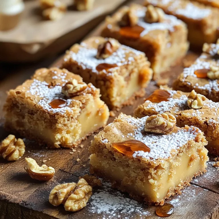 To make brown butter maple blondies, you need just a few key items. Here’s what you’ll need: - 1 cup unsalted butter - 1 cup packed brown sugar - 1/2 cup granulated sugar - 2 large eggs - 2 teaspoons vanilla extract - 1 cup all-purpose flour - 1/2 teaspoon baking powder - 1/4 teaspoon baking soda - 1/4 teaspoon salt - 1/2 cup maple syrup These ingredients come together to create a sweet, chewy treat. The brown butter adds a rich, nutty flavor that makes these blondies special. You can customize your blondies with some fun extras. Here are a few options: - 1 cup chopped walnuts - 1 cup chopped pecans Adding nuts gives a nice crunch. You can also mix in chocolate chips or dried fruit for different flavors. If you have dietary needs, there are easy swaps you can make: - Use dairy-free butter instead of regular butter for a dairy-free version. - Substitute maple syrup with agave syrup for a vegan option. - For gluten-free blondies, try a 1:1 gluten-free flour blend instead of all-purpose flour. These changes let everyone enjoy this tasty dessert! Start by melting your butter in a saucepan over medium heat. Stir it often as it cooks. This part is key for flavor! After about 5-7 minutes, the butter will turn a lovely golden brown. It will smell nutty, and that’s when you know it’s ready. Be sure to take it off the heat right away. Let it cool for a few minutes before using it. In a large bowl, mix the brown butter with brown sugar and granulated sugar. Whisk it well until it’s smooth. Next, crack in the two eggs and add the vanilla extract. Whisk again until everything is mixed nicely. In a separate bowl, combine the flour, baking powder, baking soda, and salt. Mix these dry ingredients well. Now, add the dry mix to the wet mix. Stir gently until they just come together. Don’t over-mix! Finally, pour in the maple syrup. Fold it in carefully. If you like, add chopped walnuts or pecans at this point. Spread your batter evenly in a greased 8x8 inch baking pan. Bake at 350°F (175°C) for about 20-25 minutes. Use a toothpick to check for doneness. It should come out with a few moist crumbs. Once done, let the blondies cool in the pan for 10 minutes. Then, lift them out using parchment paper and let them cool on a wire rack. Once cool, cut them into squares and enjoy! To get the best texture in your blondies, use brown butter. Brown butter gives a rich, nutty flavor. It also adds moisture. Make sure to cool the butter slightly before mixing it. This helps the sugars blend well without cooking the eggs. For chewy blondies, do not over-mix the batter. Mix just until combined. Keep an eye on your blondies as they bake. Start checking them at 20 minutes. Insert a toothpick into the center. If it comes out with a few moist crumbs, they are done. If it's wet, bake for another 2-5 minutes. Each oven is different, so adjust the time if needed. Serve your blondies warm for a cozy treat. Dust them with powdered sugar for a nice touch. Drizzle extra maple syrup on top for sweetness. You can also add chopped walnuts or pecans on top. For a fun twist, pair them with vanilla ice cream. Enjoy your tasty dessert! {{image_2}} If you want to make a nut-free version, simply skip the nuts. The blondies will still taste great! The brown butter and maple syrup keep the flavor rich and sweet. You can add some extra chocolate chips for a fun twist. For a chocolatey treat, add 1 cup of chocolate chips to the batter. Stir them in just before pouring the mixture into the pan. The chocolate melts and mixes well with the maple flavor. It adds a nice contrast to the sweet blondies. To make these blondies gluten-free, swap the all-purpose flour with a gluten-free blend. Look for a blend that works well in baking. You may also need to add an extra egg to help with the texture. This way, everyone can enjoy this tasty dessert! To keep your blondies fresh, place them in an airtight container. This will keep them moist. You can store them at room temperature for up to three days. If you want them to last longer, store them in the fridge. They can stay fresh in the fridge for up to one week. Make sure to let them cool completely before storing. You can freeze your blondies for later enjoyment. First, cut them into squares. Then, wrap each square tightly in plastic wrap. Place the wrapped squares in a freezer-safe bag. This method keeps them fresh for up to three months. When you’re ready to eat them, just take out what you need. To reheat your blondies, use the oven for the best taste. Preheat the oven to 350°F (175°C). Place the blondies on a baking sheet. Heat them for about 5 to 10 minutes. You want them warm but not hot. If you prefer, you can also use the microwave. Heat each square for about 15 to 20 seconds. Enjoy them warm for a delicious treat! Blondies and brownies are both delicious, but they differ in key ways. Blondies use brown sugar and vanilla, giving them a sweet, caramel-like flavor. Brownies typically use cocoa powder, which gives them a chocolate base. Blondies also have a chewy texture, while brownies are often fudgy or cakey. So, if you want a sweet treat with a rich flavor, blondies are the way to go! Yes, you can use regular butter, but it will change the taste. Brown butter has a nutty flavor that adds depth to your blondies. To make brown butter, cook it until it turns golden brown. This process creates a rich taste. If you choose regular butter, your blondies will still be good but won’t have the same rich flavor. Blondies stay fresh for about a week at room temperature. Just store them in an airtight container to keep them soft. If you want to keep them longer, you can freeze them. Wrap each blondie in plastic wrap and place them in a freezer bag. They will last for up to three months in the freezer. When ready to eat, just thaw them at room temperature. In this article, we covered everything about brown butter maple blondies. You learned about key ingredients, tips for perfect texture, and various adaptations based on dietary needs. We discussed storage options and answered common questions. In the world of baking, blondies are special. They offer a rich flavor and soft texture. Try different variations, and enjoy these treats fresh or frozen. Happy baking!