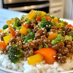 - 1 lb ground beef - 1/4 cup soy sauce (low sodium if preferred) - 2 tablespoons honey or maple syrup - 2 tablespoons rice vinegar - 1 tablespoon sesame oil - 1 tablespoon grated ginger - 2 cloves garlic, minced - 1/2 cup bell peppers, diced (any color) - 1/2 cup broccoli florets (fresh or frozen) These main ingredients create a sweet and savory flavor. Ground beef provides protein, while the soy sauce adds umami. Honey or maple syrup gives a touch of sweetness, balancing the dish. Rice vinegar adds tang, and sesame oil brings richness. Garlic and ginger enhance the aroma and taste. Bell peppers and broccoli add texture and color. - 2 green onions, chopped (for garnish) - Sesame seeds for garnish Garnishes make your dish pop! Chopped green onions add freshness and crunch. Sesame seeds add a nice nutty flavor. These garnishes not only beautify your meal but also enhance its taste. - Cooked rice or quinoa for serving Serving this dish over rice or quinoa gives it a hearty base. Rice soaks up the teriyaki sauce well, making each bite delicious. Quinoa is a great choice for added protein and fiber. Both options make this meal filling and satisfying. {{ingredient_image_1}} Start by heating the sesame oil in a large skillet over medium heat. Once the oil is hot, add the minced garlic and grated ginger. Sauté these for about one minute. You want to smell their fragrant aroma. Be careful not to burn them, as this adds bitterness. Next, raise the heat to medium-high. Add the pound of ground beef to the skillet. Cook the beef for about five to seven minutes. Use a spatula to break it apart as it cooks. Cook until it turns brown. After browning the beef, drain any fat that collects in the skillet. This keeps your dish lighter and healthier. In a small bowl, mix together the soy sauce, honey or maple syrup, and rice vinegar. Whisk the ingredients until they blend well. Once your beef is browned, toss in the diced bell peppers and broccoli florets. Pour the teriyaki sauce over the beef and veggies. Stir everything to combine. Cook for another three to five minutes. This allows the vegetables to become tender but still crisp. To get the best texture for your ground beef, start with fresh beef. Choose meat with some fat for flavor. Lean beef can dry out. When cooking, break the meat into small pieces. This helps it cook evenly. Cook on medium-high heat for browning. This gives a nice crust and keeps the meat juicy. You can tweak the teriyaki sauce to match your taste. If you like it sweeter, add more honey or maple syrup. For a tangy kick, add extra rice vinegar. You can also mix in a splash of chili sauce for heat. Fresh herbs like cilantro can enhance the flavor too. Experiment with different combinations. Make it your own! Store your meal prep in airtight containers. It stays fresh in the fridge for up to five days. For reheating, use the microwave or stovetop. If using the microwave, cover the container to keep moisture in. Stir halfway through for even heating. If you want, you can add a splash of water to keep it moist. Enjoy your meal anytime! Pro Tips Use Fresh Ingredients: Fresh vegetables will add more flavor and nutrients to your dish. Choose vibrant, seasonal produce for the best results. Adjust Sweetness to Taste: Depending on your preference, you can increase or decrease the amount of honey or maple syrup in the teriyaki sauce to suit your taste. Perfectly Cooked Vegetables: To maintain the crispness of your vegetables, avoid overcooking them. They should be tender but still vibrant in color. Meal Prep Efficiency: This dish is perfect for meal prep. Make a larger batch and store in individual containers for quick and easy lunches throughout the week. {{image_2}} You can use other proteins in this recipe. Ground turkey or chicken works great. They cook quickly and soak up flavors well. If you prefer, you can try tofu for a plant-based option. Just crumble it before cooking. Each protein gives a unique taste and texture to the dish. Feel free to mix up the veggies in your teriyaki dish. Carrots, snap peas, or zucchini can add color and crunch. You can also use frozen stir-fry blends for convenience. Just remember to adjust cooking times. You want all your veggies to stay crisp and fresh. To make this meal gluten-free, choose tamari instead of soy sauce. It gives a similar taste without gluten. For a low-carb version, swap rice for cauliflower rice. This keeps your meal light but still filling. You can enjoy the same great flavors while sticking to your diet needs. Storing your Ground Beef Teriyaki well keeps it fresh and tasty. Here are my best tips: - Cool Down First: Let the dish cool slightly before sealing. This prevents steam and sogginess. - Use Airtight Containers: These stop air from getting in and spoiling the food. - Label and Date: Write the name and date on each container. This helps you keep track of freshness. If you want to store your meal longer, freezing works great. Follow these steps: - Cool Completely: Make sure your teriyaki is cool before freezing. This keeps it from becoming mushy. - Portion It Out: Divide the meal into single servings. This makes it easy to grab just what you need. - Use Freezer Bags or Containers: These are perfect for freezing. Make sure to remove as much air as possible. Choosing the right container is key to good meal prep. Here are my favorites: - Glass Containers: They are durable and safe for microwave use. Plus, they don't stain. - BPA-Free Plastic Containers: Lightweight and easy to stack, these are great for on-the-go meals. - Divided Meal Prep Containers: These keep your rice or quinoa separate from the beef and veggies. Following these tips will help you enjoy your flavorful Ground Beef Teriyaki all week! You can store Meal Prep Ground Beef Teriyaki in the fridge for up to 5 days. Make sure to keep it in airtight containers. This way, it stays fresh and safe to eat. If you want to keep it longer, consider freezing it. Just remember to thaw it before reheating. Yes, you can use frozen ground beef. Just make sure to thaw it first. You can do this in the fridge overnight or use the microwave. Once thawed, cook it as you would fresh ground beef. This makes meal prep easy, even on busy days. If you need a substitute for honey or maple syrup, you can use agave nectar or brown sugar. Both options add sweetness to the sauce. You can also try coconut sugar for a different flavor. Just use the same amount as the original ingredient in the recipe. This blog post covered making flavorful ground beef teriyaki. We explored the main ingredients, optional garnishes, and perfect sides for serving. I shared clear, step-by-step instructions, from preparing the aromatics to cooking the beef and making the sauce. I also offered tips for texture, flavor, and meal prep storage. You can create variations using different proteins or veggies. Lastly, I answered common questions to help you succeed. Enjoy cooking and customizing your dish!