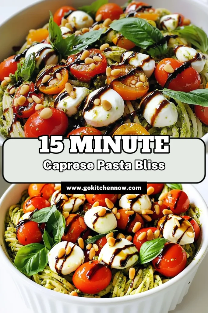 Whip up this delicious Minute Caprese Pesto Pasta in just 15 minutes! Using fresh basil, cherry tomatoes, and creamy mozzarella, this dish is bursting with flavor. Perfect for a quick weeknight dinner or a delightful lunch. Follow our simple recipe for a quick and satisfying meal that's sure to impress. Click to discover how easy it is to make your own pesto and elevate your pasta game! #CapresePasta #QuickRecipes #PastaLovers #HealthyEating