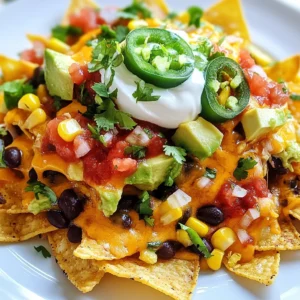 To make Ultimate Loaded Nachos, gather these key ingredients: - 1 bag tortilla chips - 2 cups shredded cheddar cheese - 1 cup black beans, rinsed and drained - 1 cup corn kernels (fresh or canned) - 1 jalapeño, sliced - 1 ripe avocado, diced - 1 cup salsa (your choice of heat) - 1 cup sour cream - 2 green onions, chopped - 1 teaspoon ground cumin - 1 teaspoon chili powder - Fresh cilantro, for garnish - Salt and pepper to taste These ingredients create a great base. The chips give crunch. The cheese adds creaminess. Beans and corn bring flavor and texture. You can make your nachos unique with these optional toppings: - Sliced olives - Diced tomatoes - Pickled jalapeños - Fresh lime juice - Hot sauce Feel free to mix and match. Each topping can add a new taste. You can even try different cheeses for a fun twist. To prepare these nachos, you will need: - A large baking sheet or oven-safe platter - A skillet - A spatula or wooden spoon - A knife and cutting board These tools help you cook and serve easily. A sturdy baking sheet holds the layers well. A skillet warms the bean and corn mix quickly. {{ingredient_image_1}} Start by preheating your oven to 350°F (175°C). This step warms up the cheese nicely. Next, spread a bag of tortilla chips evenly on a large baking sheet or an oven-safe platter. Make sure the chips cover the base well. This helps with even cooking and keeps them crispy. In a skillet, mix 1 cup of black beans, 1 cup of corn, 1 teaspoon of ground cumin, and 1 teaspoon of chili powder. Add a pinch of salt and pepper. Heat this mixture over medium heat for about 3 to 4 minutes. Stir often until it warms through and smells great. This mixture adds lots of flavor to your nachos. Now it’s time to layer. First, sprinkle half of the 2 cups of shredded cheddar cheese over the chips. Then, evenly spread the black bean and corn mixture on top of the cheese. Next, add sliced jalapeños for that spicy kick. Finally, cover everything with the remaining cheese. Place the nachos in the oven and bake for 10 to 12 minutes. You want the cheese to melt and bubble. Once done, remove the nachos from the oven. Top them with diced avocado, salsa, and dollops of sour cream. Finish with chopped green onions and fresh cilantro for extra color and taste. Enjoy your loaded nachos! To get cheese that melts well, use good quality cheddar cheese. Shred it fresh from the block. Pre-grated cheese has additives that can prevent melting. Layer cheese between other ingredients. This creates pockets of gooey goodness. Bake your nachos at 350°F for 10-12 minutes. Keep an eye on them. You want the cheese bubbly but not burnt. Presentation matters when serving nachos. Use a colorful platter for a fun look. Top with fresh avocado and salsa right before serving. This keeps toppings fresh and bright. Offer extra toppings on the side, like jalapeños or sour cream. Let everyone customize their own plate. This adds fun and excitement to the meal. Start by prepping all your ingredients first. This makes the cooking process smoother. Use parchment paper on your baking sheet for easy clean-up. After baking, let the nachos cool for a few minutes. This helps toppings stick better. For leftover nachos, store them in an airtight container. Clean as you go to keep your kitchen tidy. Pro Tips Layer Wisely: To prevent sogginess, layer cheese and toppings strategically. Start with cheese, then add toppings, and finish with more cheese on top before baking. Spice It Up: Adjust the heat level by choosing the right salsa or adding more jalapeños according to your taste preferences. Fresh is Best: Use fresh ingredients like ripe avocados and home-cooked beans for a more flavorful and nutritious nacho experience. Serve Immediately: For the best texture and taste, serve nachos straight from the oven while the cheese is still gooey and the chips are crisp. {{image_2}} For a tasty twist, make vegetarian-friendly loaded nachos. Use all the same ingredients but focus on the veggies. You can add more beans, like pinto or kidney beans, for protein. Try adding bell peppers or zucchini for a fresh crunch. Top it off with extra avocado and a sprinkle of lime juice. This keeps your nachos colorful and full of flavor. If you love heat, spicy loaded nachos are for you. Start with the classic recipe, but add more jalapeños or use spicy salsa. You could swap the cheddar cheese for pepper jack cheese. This cheese gives a nice kick! For even more heat, sprinkle some crushed red pepper flakes on top. You can also add hot sauce before serving to really turn up the flavor. To make healthier loaded nachos, switch some ingredients. Use baked tortilla chips instead of fried ones. Choose low-fat cheese or a dairy-free option if you want to cut calories. Instead of sour cream, try Greek yogurt for a creamy touch with more protein. You can add fresh veggies, like diced tomatoes or spinach, for added nutrients. These small changes keep the taste while making your nachos a bit lighter. To store leftover nachos, you need to keep them fresh. First, let the nachos cool down. Place them in an airtight container. If you have toppings like avocado or sour cream, store them separately. This helps keep the chips crispy and toppings fresh. Reheating nachos can be tricky. To keep them crispy, use the oven. Preheat your oven to 350°F (175°C). Spread the nachos on a baking sheet. Heat them for about 5 to 7 minutes. Check that the cheese melts but the chips don’t burn. Freezing loaded nachos is not the best idea. The chips become soggy when thawed. However, you can freeze the black bean and corn mix. Store it in a freezer-safe bag. When you’re ready, just reheat it and add fresh chips. This way, you can enjoy a quick meal without losing flavor. I recommend using sharp cheddar cheese. It melts well and adds great flavor. You can mix in Monterey Jack for a creamy touch. This blend gives your nachos a rich taste. Yes, you can! Tortilla chips are classic, but feel free to try corn chips or pita chips. Each chip adds a unique crunch. Just make sure they can hold the toppings without breaking. To prep nachos in advance, layer the chips and toppings. Skip baking until you’re ready to serve. Cover them well with plastic wrap. When you’re ready, bake at 350°F for 10 to 12 minutes. This keeps them fresh and warm for your guests. In this post, you learned how to make loaded nachos that wow. We covered key ingredients and fun toppings to fit your taste. I shared tips for the perfect cheese and great serving ideas. You explored tasty variations, from spicy to healthy options. Finally, we discussed storage and reheating so nothing goes to waste. Think about your favorite flavors and get creative. There’s no wrong way to enjoy nachos. Dive in and make your perfect plate soon!