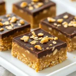 To make your No-Bake Peanut Butter Oat Bars, you will need the following ingredients: - 1 cup rolled oats - 1 cup natural peanut butter (smooth or crunchy) - 1/2 cup honey or maple syrup - 1/2 cup vanilla protein powder (optional) - 1/2 cup dark chocolate chips - 1/4 cup chopped nuts (e.g., almonds, walnuts, or peanuts) - A pinch of salt These ingredients come together to create a tasty treat that is both simple and nutritious. The rolled oats give the bars a hearty texture. Peanut butter adds protein and creaminess. Honey or maple syrup provides natural sweetness. Adding vanilla protein powder boosts nutrition without changing the flavor much. Dark chocolate chips bring a hint of indulgence, while chopped nuts add crunch. A pinch of salt enhances all the flavors and balances sweetness. Feel free to mix and match these ingredients based on your taste or what's in your pantry. This recipe is flexible and fun to customize! {{ingredient_image_1}} To make these no-bake peanut butter oat bars, follow these easy steps. 1. Combine peanut butter and honey over low heat: In a medium saucepan, mix 1 cup of natural peanut butter with 1/2 cup of honey or maple syrup. Heat this on low. Stir the mix until it becomes smooth. Remove it from heat when well combined. 2. Mix dry ingredients in a large bowl: Take a big bowl and add 1 cup of rolled oats. If you want, you can also add 1/2 cup of vanilla protein powder and a pinch of salt. Stir these dry ingredients until mixed well. 3. Blend wet and dry ingredients together: Pour the warm peanut butter mix into the bowl with dry ingredients. Use a spatula or spoon to stir everything together until well-blended. Make sure you coat all the oats. 4. Fold in chocolate chips and nuts: Add 1/2 cup of dark chocolate chips and 1/4 cup of chopped nuts, like almonds or walnuts. Gently fold these into the mixture, so they are spread evenly throughout. 5. Prepare baking dish with parchment: Grab an 8x8 inch baking dish and line it with parchment paper. Leave some paper hanging over the edges. This helps lift the bars out later. 6. Press mixture into the dish: Pour the mixture into the lined dish. Use the back of a spatula or your hands to press it down firmly. Make sure it's packed tightly for the best texture. 7. Refrigerate until firm: Place the dish in the fridge for at least 2 hours. This helps the bars set. Once firm, lift them out using the parchment paper. Cut the bars into squares or rectangles for serving. - Use natural peanut butter for optimal flavor: Natural peanut butter has no added sugars or oils. This makes your bars taste better. You can choose smooth or crunchy, based on your preference. - Customize sweetness with honey or maple syrup: Adjust the sweetness to your taste. Honey is sweeter than maple syrup, so use less if you switch. This choice impacts the final flavor. - Press mixture firmly for a denser bar: Press the mixture tightly in the baking dish. This step makes the bars hold together well. A firm press means fewer crumbs when you cut them. - Allow enough time to set in the refrigerator: Patience is key! Letting the bars chill for at least 2 hours ensures they set properly. The longer they chill, the better they will hold their shape. - Store in an airtight container: Keep your bars fresh by storing them in an airtight container. This helps prevent them from drying out or absorbing other odors from your fridge. - Keep refrigerated for longer freshness: Although they can last at room temperature for a short time, refrigeration extends their life. Cold bars taste great and stay firm. - Freezing options for extended storage: You can freeze these bars for up to 3 months. Cut them into squares, wrap each piece, and store in a freezer-safe bag. This way, you always have a quick snack ready! Pro Tips Chill Your Bars: For the best texture, ensure you refrigerate the bars for at least 2 hours. This helps them firm up nicely, making them easier to cut and more enjoyable to eat. Customize Your Add-ins: Feel free to mix and match the nuts and chocolate chips based on your preference. Try adding dried fruits like cranberries or raisins for a fruity twist! Layer with Parchment: When lining your baking dish, leave some parchment paper overhanging. This makes it much easier to lift the bars out once they are set, preventing any breakage. Protein Boost: If you're looking to enhance the protein content, adding a scoop of protein powder is a great option. It blends well with the oats and peanut butter without altering the flavor significantly. {{image_2}} You can easily change the taste of your no-bake peanut butter oat bars. Here are some fun ideas: - Add dried fruits: Toss in cranberries or raisins for a sweet touch. They add chewiness and flavor. - Substitute nut butter: Try almond or cashew butter instead of peanut butter. This will give you a different taste. - Mix in seeds: Add chia or flaxseeds for extra nutrition. They boost fiber and healthy fats. These changes make your bars unique and tasty. If you want a protein boost, there are simple ways to do that. - Incorporate protein powders: Use different types, like whey or plant-based. This adds protein and can change the flavor. - Add Greek yogurt: Mixing in some Greek yogurt makes the bars creamier. It also increases the protein content. These ideas help you make your bars even better while keeping them nutritious. Each no-bake peanut butter oat bar has around 200 calories. This number may change based on your ingredients. Here’s the macro breakdown per bar: - Carbohydrates: 25 grams - Proteins: 6 grams - Fats: 10 grams These bars offer a great mix of nutrients. Oats provide fiber, which is good for digestion. They also give you energy. Peanut butter is rich in protein and healthy fats. It helps keep you full longer. Adding dark chocolate chips gives a sweet touch and brings antioxidants. Nuts offer crunch and extra nutrients. This combination makes the bars not just tasty but also nutritious. Enjoy them as a snack or a quick breakfast! How long do no-bake peanut butter oat bars last? No-bake peanut butter oat bars last about one week in the fridge. Store them in an airtight container. This keeps them fresh and tasty. You can also freeze them for up to three months. Can I use quick oats instead of rolled oats? Yes, you can use quick oats. They will make the bars softer. Rolled oats give more texture and chewiness. Choose what you like best! Can I make these bars vegan or gluten-free? To make them vegan, use maple syrup instead of honey. You can also use gluten-free oats for a gluten-free option. Make sure to check the labels for all ingredients! How can I adjust the sweetness of the bars? You can add more honey or maple syrup for a sweeter bar. If you want less sweetness, cut back on these ingredients. Taste as you mix to find your perfect level of sweetness! In this post, we explored a simple no-bake recipe for peanut butter oat bars. You learned about the tasty ingredients and easy steps to make them. We also shared tips for perfect bars and fun variations to try. Remember, you can customize these bars to fit your taste. Whether you prefer crunchy nuts or chewy fruits, the options are endless. Enjoy making these bars for snacks or desserts, and feel good knowing they are healthy and easy to store.