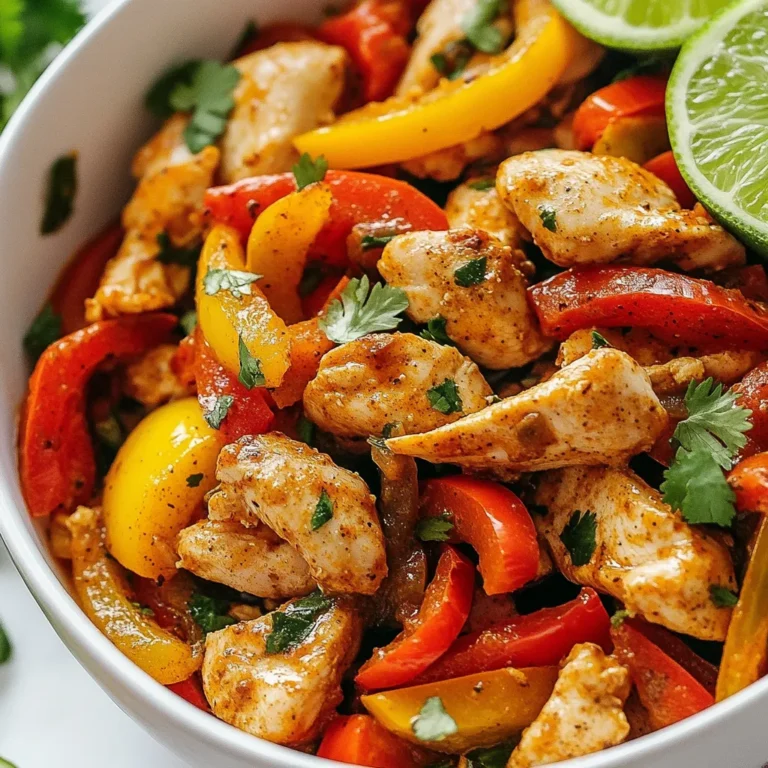 To make Baja Chicken & Pepper Skillet, gather these key ingredients: - 1 lb boneless, skinless chicken breasts, diced - 2 tablespoons olive oil - 1 red bell pepper, sliced - 1 yellow bell pepper, sliced - 1 small red onion, finely chopped - 3 cloves garlic, minced - 1 tablespoon ground cumin - 1 tablespoon smoked paprika - 1 teaspoon chili powder - Salt and pepper to taste - 1 cup corn (fresh or frozen) - 1 can (15 oz) black beans, rinsed and drained - 1 cup diced tomatoes (fresh or canned) You can add these tasty garnishes to elevate your dish: - ½ cup fresh cilantro, chopped - Lime wedges for serving This dish is not just delicious but also quite nutritious. Here’s a quick look at what you get per serving: - Protein from chicken and beans - Fiber from black beans and corn - Vitamins from peppers and tomatoes - Healthy fats from olive oil Each serving packs a balance of protein, carbs, and healthy fats. This meal is perfect for a quick dinner or lunch. It nourishes you while keeping the flavors bright and exciting. Enjoy the burst of flavors and the comfort of a wholesome meal! {{ingredient_image_1}} Start by heating two tablespoons of olive oil in a large skillet over medium heat. Add one pound of diced, boneless, skinless chicken breasts. Season the chicken with salt, pepper, one tablespoon of ground cumin, one tablespoon of smoked paprika, and one teaspoon of chili powder. This mix gives the chicken a rich flavor. Cook the chicken for about five to seven minutes or until it turns brown and is fully cooked. Stir it often to cook evenly. Once the chicken is cooked, add one small finely chopped red onion and three minced garlic cloves to the skillet. Cook these for two to three minutes until the onion becomes clear. This step adds depth to your dish. Next, add two sliced bell peppers: one red and one yellow. Cook these for four to five minutes. You want them to be tender but still slightly crisp. This mix of colors also makes the dish look great. Now it’s time to bring everything together! Add in one cup of corn, one can of rinsed and drained black beans, and one cup of diced tomatoes. Stir everything well and let it heat for about three to four minutes. Taste and adjust the seasoning using more salt or pepper if needed. When it’s all warmed through, remove the skillet from the heat. Garnish with half a cup of fresh chopped cilantro. Serve this tasty dish hot with lime wedges on the side for a zesty kick. When choosing chicken, look for fresh, pink meat. Avoid any chicken with a gray color or strong smell. Check for the label; organic and free-range options are often better. Choose boneless, skinless chicken breasts for this dish. They cook evenly and stay juicy. If you can, buy from local farms or trusted stores. Fresh chicken makes a big difference in taste. You can boost the flavor of your Baja Chicken & Pepper Skillet with extra spices. Try adding cayenne pepper for heat or oregano for an earthy taste. A splash of lime juice can brighten the dish. If you like it smoky, consider chipotle powder. You can also add fresh herbs like parsley or thyme. Experiment with spices to find your favorite mix. To make your meal more filling, serve the chicken with rice or tortillas. You can also add a side salad with greens and tomatoes. For a crunchy texture, top with avocado or sour cream. Don't forget the lime wedges; they add a nice zing. This dish pairs well with beans or corn on the side. Enjoy it with friends or family for a fun dinner night. Pro Tips Marinate for Flavor: Consider marinating the chicken in lime juice and spices for at least 30 minutes before cooking. This enhances the flavor and makes the chicken more tender. Use Fresh Ingredients: Fresh bell peppers and tomatoes add vibrant color and flavor. If using canned tomatoes, opt for those with no added salt for better control over seasoning. Customize Your Spice Level: Adjust the amount of chili powder to your preferred spice level. You can also add jalapeños for an extra kick! Serve with Toppings: Enhance your dish with toppings like avocado, sour cream, or shredded cheese for added creaminess and flavor. {{image_2}} You can easily adjust this recipe to fit your needs. For a lighter version, try using turkey instead of chicken. If you want a vegetarian dish, swap the chicken for tofu or tempeh. You can also use quinoa or brown rice instead of black beans for a gluten-free option. If you’re watching your carbs, skip the corn and add more peppers. This dish is flexible and tastes great no matter what you choose. You don’t have to stick to the stovetop for this recipe. You can grill the chicken and vegetables for a smoky flavor. Simply marinate the chicken with spices, then grill it until fully cooked. You could also roast everything in the oven. Spread the ingredients on a baking sheet, drizzle with olive oil, and roast at 400°F for about 20 minutes. Both methods add a new twist to this dish. You can make this meal even better with the right sides. Serve it with warm tortillas for a fun taco night. You can also pair it with a simple salad for a fresh crunch. Rice or quinoa make great sides that soak up the flavors. If you want to keep it light, serve with sliced avocado or a scoop of guacamole. The options are endless, so feel free to mix and match! To keep your Baja Chicken & Pepper Skillet fresh, store it in an airtight container. Let the dish cool to room temperature before sealing it. This helps prevent moisture build-up. Place the container in the fridge. It will stay good for up to three days. If you want to keep it longer, consider freezing it instead. When you're ready to enjoy leftovers, reheat the skillet over medium heat. Add a splash of water or broth to keep it moist. Stir it often to heat evenly. You can also microwave it. Place it in a bowl and cover it with a microwave-safe lid. Heat in 30-second bursts until hot. If you want to freeze the dish, let it cool completely. Then, transfer it to a freezer-safe container. You can also use freezer bags. Squeeze out as much air as possible. Label the bags with the date. The meal can last up to three months in the freezer. When you’re ready to eat, thaw it in the fridge overnight before reheating. Yes, you can use frozen chicken. Just make sure to thaw it first. Thawing helps the chicken cook evenly. It also keeps the meat juicy. You can thaw chicken overnight in the fridge. If you’re short on time, run it under cold water. Cook it the same way as fresh chicken. Adjust the cooking time as needed. Frozen chicken might take a bit longer to cook through. To spice things up, add more chili powder. You can also use fresh jalapeños for heat. Chop them finely and mix with the veggies. Another option is to add a dash of hot sauce. Stir it in while cooking for a nice kick. If you like smoky flavors, try adding smoked chipotle powder. This gives extra depth and heat. This dish pairs well with rice or quinoa. They soak up the delicious sauce nicely. You can also serve it with warm tortillas. This lets everyone make their own wraps. For a fresh touch, add a side salad. A simple green salad with lime dressing works great. You might also like to serve it with avocado slices. They add creaminess and balance the spice. This article covered all the key steps to make the Baja Chicken and Pepper Skillet. We looked at the needed ingredients, cooking methods, and helpful tips for flavor. You can also explore variations to suit your diet. Remember to store leftovers properly and reheat them safely. This dish is easy to customize and enjoyable. With these steps, you can create a tasty meal everyone will love. Enjoy your cooking!