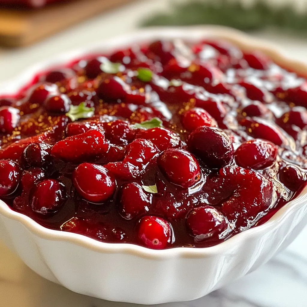- 1 cup fresh or frozen cranberries - 1/2 cup brown sugar - 1 tablespoon chipotle peppers in adobo sauce, minced - 1/4 cup orange juice - 1 tablespoon apple cider vinegar - 1 teaspoon ground cinnamon - 1/2 teaspoon ground ginger - 1/4 teaspoon salt - 1/4 teaspoon black pepper You can swap brown sugar for other sweeteners like maple syrup or honey. If you do not have apple cider vinegar, white vinegar or red wine vinegar works well. You can also use different spices, such as nutmeg instead of ginger, for a unique twist. This glaze has a balanced flavor. The sweetness from the cranberries and brown sugar shines through. Chipotle adds a nice smokiness, which gives it depth. The orange juice provides zesty notes, brightening the glaze. Together, these flavors make a delightful and unique sauce that elevates your turkey. {{ingredient_image_1}} - Start by combining the base ingredients. In a medium saucepan, mix 1 cup of cranberries, 1/2 cup of brown sugar, and 1/4 cup of orange juice. - Heat this mixture over medium heat. Stir gently until the cranberries burst and the mix begins to bubble. Keep an eye on them. You want them soft but not mushy. - Once the cranberries are ready, it’s time to add spices. Toss in 1 tablespoon of minced chipotle peppers, 1 tablespoon of apple cider vinegar, 1 teaspoon of ground cinnamon, 1/2 teaspoon of ground ginger, 1/4 teaspoon of salt, and 1/4 teaspoon of black pepper. - Reduce the heat to low. Let the glaze simmer for about 10-15 minutes. Stir occasionally. The glaze should thicken and become syrupy. - Use the glaze to baste your turkey during the last 30 minutes of roasting. This adds a deep flavor to the meat. - You can also serve the glaze on the side as a sauce. It pairs well with turkey and adds a sweet and spicy kick to each bite. Adjust your heat settings to get the best glaze. Start with medium heat to help the cranberries burst. Once they soften, lower the heat to let the glaze simmer. This keeps the flavors rich without burning. Stir gently while cooking for even consistency. You want a smooth, syrupy glaze. If your glaze is too thick, add a splash of orange juice. This will help loosen it up. If it’s too thin, let it simmer longer. The heat will help it thicken naturally. For flavor adjustments, taste your glaze as it cooks. Add more chipotle for heat or brown sugar for sweetness. You can add other flavors to your glaze. Try mixing in diced apples or pears for extra texture. Fresh herbs like thyme or rosemary can add depth. This glaze pairs well with side dishes like roasted vegetables or mashed potatoes. The sweet and spicy notes complement savory flavors beautifully. Pro Tips Use Fresh Cranberries: Fresh cranberries will give the glaze a brighter flavor compared to frozen ones. If using frozen, ensure they are thawed and drained well before cooking. Adjust Spice Level: If you prefer a milder glaze, reduce the amount of chipotle peppers or substitute with a milder chili powder. Add Zest: For an additional layer of flavor, consider adding a teaspoon of orange zest to the glaze while it simmers. Cool Before Using: Allow the glaze to cool slightly before using it to baste the turkey. This will help it adhere better to the meat. {{image_2}} You can change the flavor of your glaze easily. For a fruity twist, try adding peaches or pears. These fruits bring sweetness and a new layer of taste. You can add them while cooking the cranberries. This gives a fresh burst to each bite. If you want more heat, you can modify the spice levels. Add more chipotle peppers for a spicier glaze. If you prefer milder flavors, use less chipotle or skip it altogether. You can even add a pinch of cayenne for a different kick. Making this glaze sugar-free is simple. Use a sugar substitute like stevia or monk fruit. These options keep the sweetness without extra calories. Just remember to taste as you go. Sweetness varies between substitutes. If you need gluten-free options, you’re in luck! All the ingredients in this recipe are naturally gluten-free. You can serve this glaze without worry. It pairs well with many dishes and is safe for gluten-sensitive friends. This glaze shines with turkey, but don’t stop there! It also pairs well with chicken or pork. The sweet and spicy flavors enhance these meats beautifully. For a full meal, serve it with roasted vegetables or mashed potatoes. These sides complement the glaze and balance the meal. You can also drizzle it over a grain salad for a fresh option. To store the glaze, pour it into an airtight container. Make sure it cools completely. Seal the container tightly to keep it fresh. The glaze lasts about one week in the fridge. For long-term storage, you can freeze the glaze. Use a freezer-safe container or a zip-top bag. Leave some space at the top for expansion. The glaze stays good for up to three months in the freezer. To thaw, place it in the fridge overnight. If you need it fast, you can run the bag under cold water. To reheat the glaze, warm it gently on the stove. Use low heat and stir often to avoid burning. You can also microwave it in short bursts. Make sure to check the temperature. The glaze should reach at least 165°F for safety. Always stir after reheating to ensure even warmth. To thicken the glaze, you have a few options. First, simmer it longer. Let it cook on low heat until it reduces. This method concentrates the flavors and thickens the glaze. You can also add a cornstarch slurry. Mix one tablespoon of cornstarch with two tablespoons of cold water. Stir this into your glaze and heat until thick. Another option is to add more brown sugar. This will help create a syrupy texture. Yes, you can use dried cranberries, but the taste will change. Dried cranberries are sweeter and less tart than fresh ones. You may need to adjust the sugar level in your recipe to balance the sweetness. Soak them in warm water for about 10 minutes to rehydrate. This will help them blend better into the glaze. You can store the glaze in the fridge for up to one week. Make sure to keep it in an airtight container. If you want to keep it longer, freeze it. The glaze can last for about three months in the freezer. Just thaw it in the fridge before using. In this blog post, we explored how to make a delicious cranberry chipotle glaze. We covered key ingredients and offered substitutions for your preferences. You learned about the unique flavor profile, from sweet to smoky, and how to prepare and serve the glaze step-by-step. Our tips help ensure great results, while variations offer ways to personalize your dish. This glaze can enhance many meals beyond turkey. Now, you have all the tools to create something special in your kitchen. Enjoy your cooking!