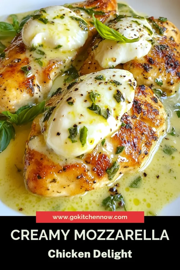 Indulge in this creamy and flavorful Mozzarella Chicken Recipe that features tender chicken breasts smothered in a rich Basil Cream Sauce. Perfect for an Easy Chicken Dinner, this dish combines juicy chicken with Fresh Basil and melted mozzarella cheese for a taste sensation. Ready in just 30 minutes, it's ideal for busy weeknights. Click to save now and elevate your dinner game! #MozzarellaChicken #BasilCreamSauce #EasyDinner #CreamyChicken