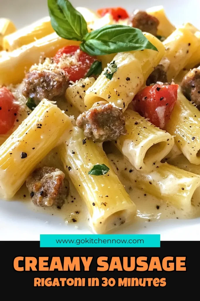 Indulge in this creamy Italian sausage rigatoni, the perfect cozy meal for any night! This easy weeknight dinner recipe combines rigatoni pasta with robust Italian sausage, diced tomatoes, and a velvety cream sauce, ready in just 30 minutes. Elevate your dinner game with flavorful creamy pasta dishes your family will love! Save and try this irresistible Italian sausage pasta tonight! #CreamyItalianSausageRigatoni #EasyDinner #PastaRecipe #ItalianCuisine
