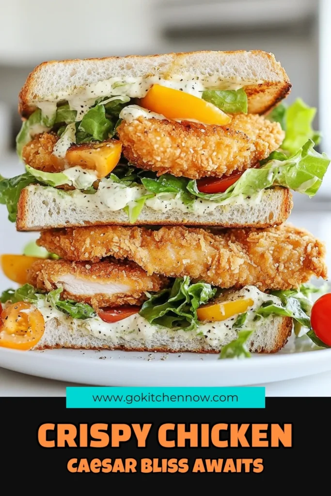 Craving a delicious Crispy Chicken Caesar Sandwich? This Buttermilk Chicken Sandwich features juicy, panko breaded chicken for an irresistible crunch! Drizzled with homemade Caesar dressing, this easy chicken sandwich recipe is perfect for lunch or dinner. With fresh romaine and cherry tomatoes, it’s sure to impress. Try this Panko Breaded Chicken Recipe today and enjoy a delightful twist on a classic! Don’t forget to save this recipe! #ChickenSandwich #PankoChicken #CaesarSandwich #EasyRecipes