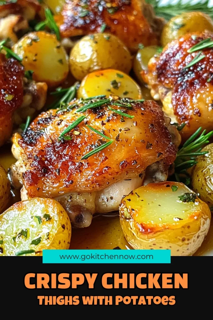 Looking for a delicious oven roasted chicken dinner? Try these savory roasted chicken thighs paired with herb-infused potatoes! This easy chicken thigh recipe is perfect for any night of the week. With garlic lemon chicken thighs bursting with flavor, your family will love this balanced meal. Don’t miss out on making this mouthwatering dish—save this recipe now! #ChickenDinner #EasyRecipes #OvenCooking #SavoryMeals