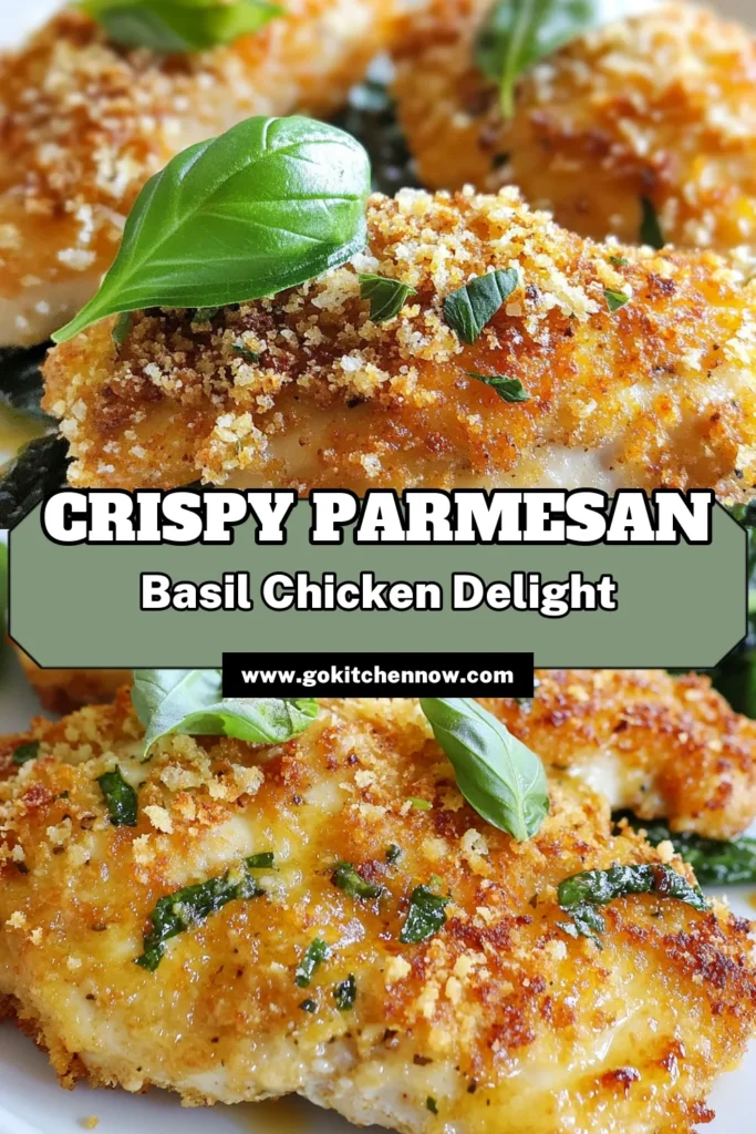 Looking for a tasty and healthy dinner idea? Try this delicious Parmesan basil chicken recipe! Made with Italian chicken breast, this easy chicken recipe features baked Parmesan chicken that is crunchy on the outside and tender inside. Perfect for weeknight meals, this dish will impress your family and friends. Don’t miss out on this flavorful dish—save this recipe today! #ParmesanBasilChicken #HealthyChickenDinner #EasyChickenRecipes #ItalianCuisine