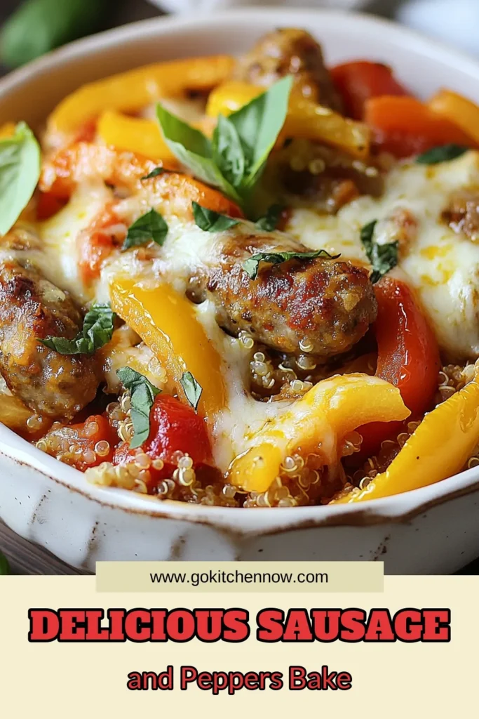 Craving a comforting meal? Try this Italian sausage casserole! Our sausage and peppers recipe combines savory Italian sausage, colorful bell peppers, and creamy quinoa casserole with cheese for a delightful baked Italian sausage dish. This easy sausage casserole recipe is perfect for busy nights. Pair it with crusty bread and fresh basil for a complete meal. Save it for later and enjoy this hearty dish! #ItalianSausageCasserole #EasyDinner #ComfortFood #SausageAndPeppers