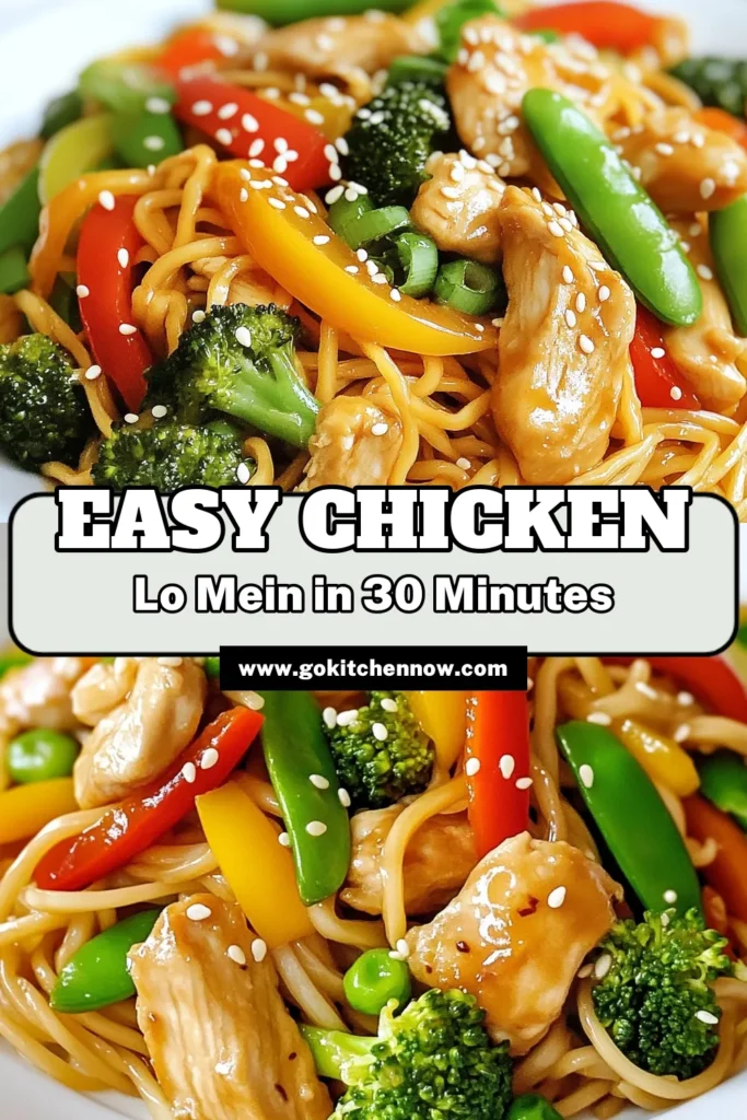 Discover the ultimate Chicken Lo Mein recipe that's quick, delicious, and perfect for any night of the week! This easy lo mein noodles dish features tender chicken and fresh veggies in a savory sauce, making it a healthy Chinese chicken recipe your family will love. Ready in just 30 minutes, this quick chicken stir-fry is a weeknight dinner game-changer. Try it tonight – your taste buds will thank you! #ChickenLoMein #EasyRecipes #HealthyEating #StirFry
