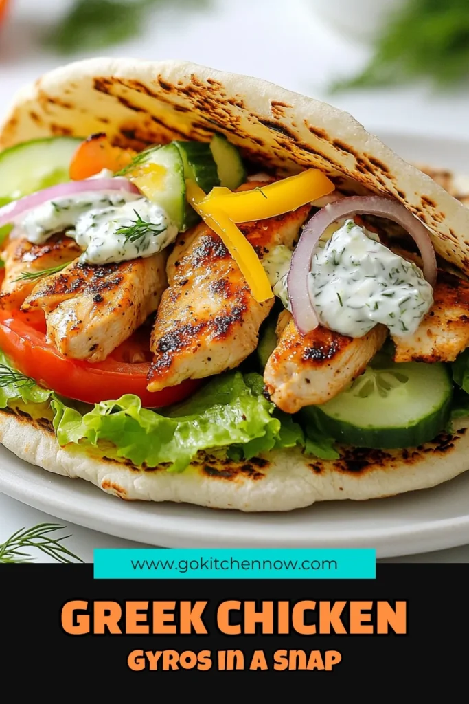 Discover the deliciousness of Greek Chicken Gyros with Tzatziki! This homemade gyros recipe features marinated chicken, fresh veggies, and a creamy tzatziki sauce that takes just minutes to prepare. Perfect for a quick weeknight meal, these Chicken Gyros with Pita are sure to impress. Try this easy Greek recipe and delight your taste buds! Save this recipe for your next dinner! #GreekChickenGyros #TzatzikiSauceRecipe #HomemadeGyros #EasyGreekRecipes