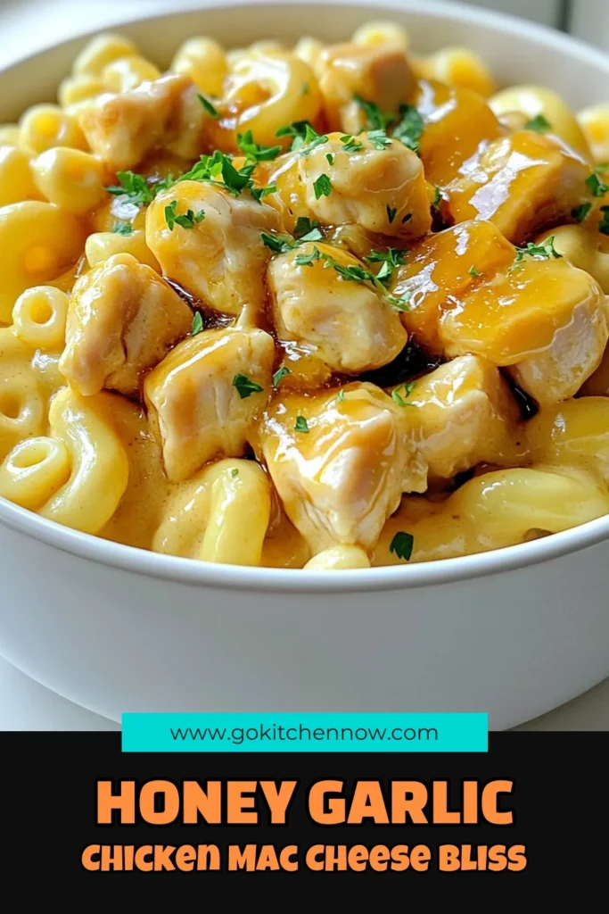 Indulge in a mouthwatering twist on comfort food with our Honey Garlic Chicken Mac and Cheese recipe! This easy-to-follow dish combines tender chicken, creamy cheeses, and a sweet-savory honey garlic sauce for an unforgettable meal. Perfect for family dinners or gatherings, it’s ready in just 30 minutes. Click to explore the full recipe and elevate your mac and cheese game today! #HoneyGarlicChicken #MacAndCheese #ComfortFood #EasyRecipes