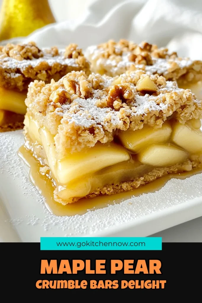 Savor the sweet taste of fall with these delicious Maple Pear Crumble Bars! Made with ripe pears and a buttery oat topping, these treats are perfect for any occasion. Enjoy the warm flavors of maple, cinnamon, and nutmeg in each bite. Easy to make and sure to impress, this recipe is a must-try! Click through to explore the full recipe and bring this delightful dessert to your kitchen today! #MaplePearCrumble #FallBaking #DessertRecipes #HealthyTreats
