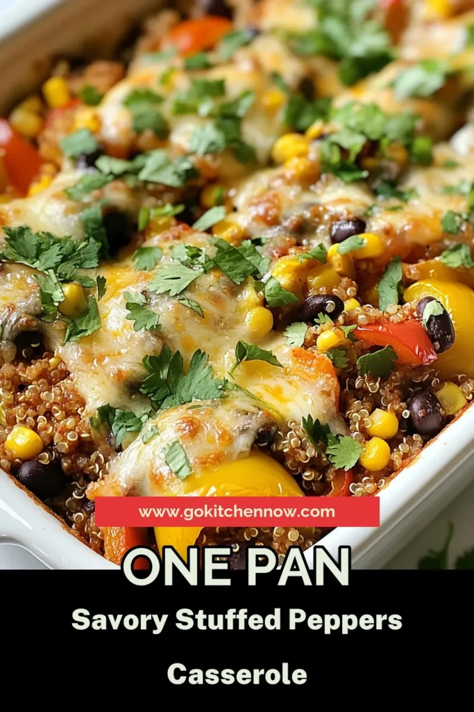 Discover the ultimate comfort food with this delicious stuffed pepper casserole! Packed with savory stuffed peppers, ground turkey, and nutritious quinoa, this cheesy pepper bake is perfect for a family dinner. It's a wholesome, easy-to-make dish that combines all the flavors of traditional stuffed peppers in a hearty casserole. Try this mouthwatering ground turkey casserole today and elevate your meal! Save this recipe for later! #StuffedPepperCasserole #SavoryStuffedPeppers #QuinoaStuffedPeppers #CheesyPepperBake