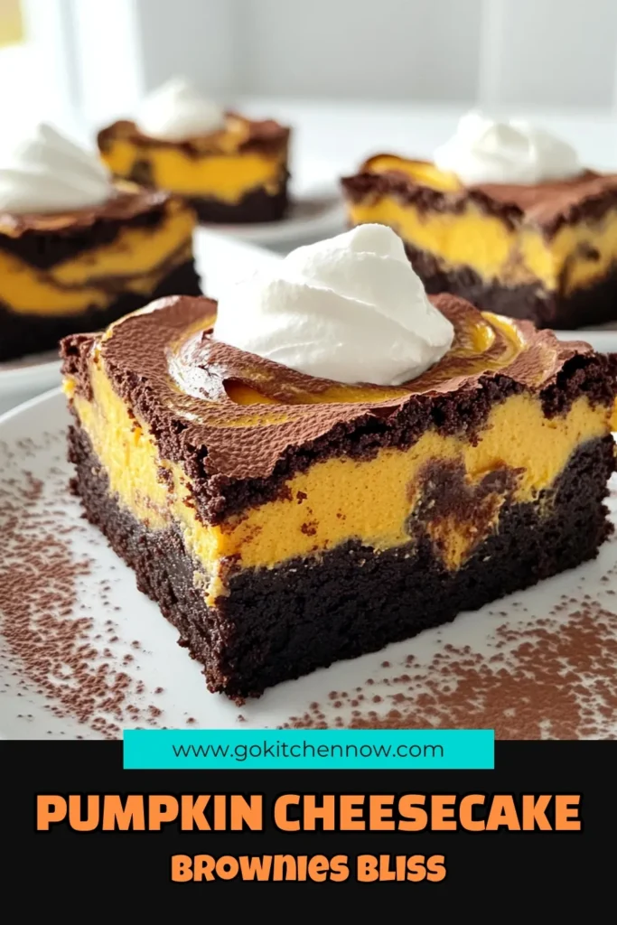 Indulge in the perfect fall treat with these Pumpkin Cheesecake Swirl Brownies! They're a delicious blend of rich chocolate brownies and creamy pumpkin cheesecake, making them a festive delight for any occasion. This easy recipe will become your go-to dessert for gatherings or cozy nights in. Click through to explore the full recipe and elevate your baking game! #PumpkinCheesecake #FallBaking #Brownies #PumpkinDesserts
