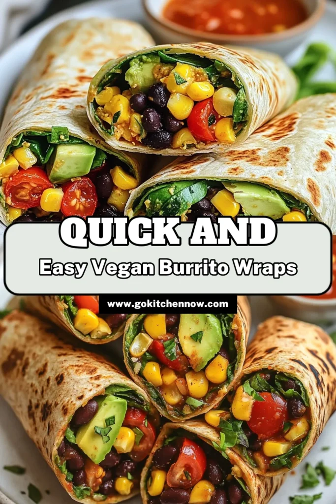 Looking for a quick and delicious meal? Try these Ten Minute Vegan Burrito Wraps! Packed with healthy ingredients like black beans, corn, and avocado, this healthy burrito recipe is perfect for busy days. Enjoy this quick vegan recipe with whole grain tortilla burritos that take just 10 minutes to make. Save time and eat well! Click to discover this easy 10 minute meal now! #VeganBurritoWraps #QuickVeganRecipes #HealthyBurritoRecipe #10MinuteMeals