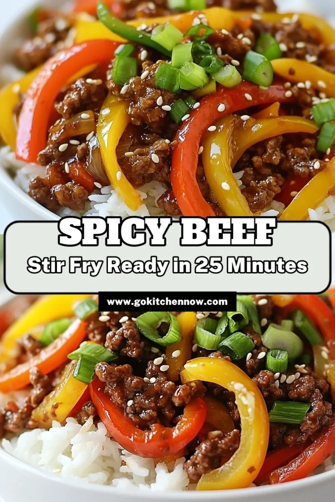 Looking for a delicious and quick dinner idea? Try this spicy ground beef stir-fry bowl! This easy beef stir-fry recipe combines flavorful ground beef with fresh veggies, perfect for busy weeknights. In just 25 minutes, you can create a mouthwatering stir-fry bowl recipe that everyone will love. Don't miss out on this easy ground beef recipe—save it for your next meal! #BeefStirFry #QuickDinner #GroundBeefRecipes #StirFryBowl
