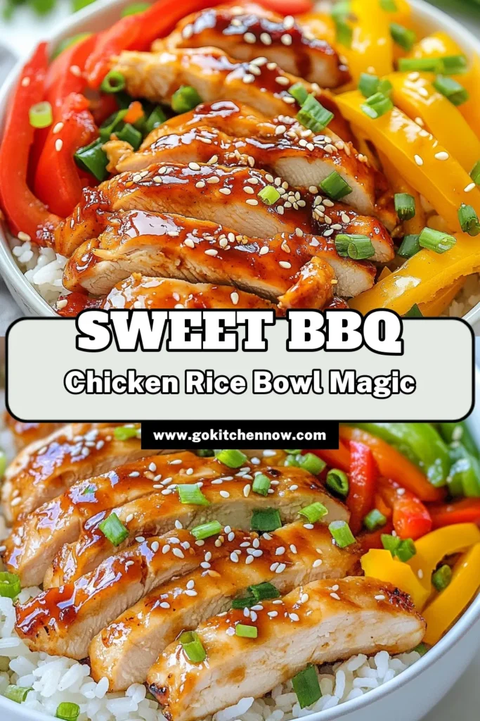 Dive into this delicious Honey BBQ Chicken Rice Bowl, the perfect blend of flavors and textures! Featuring tender grilled chicken coated in honey BBQ sauce over a bed of fluffy jasmine rice, this easy BBQ recipe is a must-try. Serve it with sautéed bell peppers and red onions for a vibrant, filling meal. Get ready to savor this ultimate honey BBQ chicken bowl. Don't forget to save this recipe for later! #HoneyBBQChickenBowl #GrilledChickenRiceBowl #JasmineRiceRecipes #EasyBBQRecipes