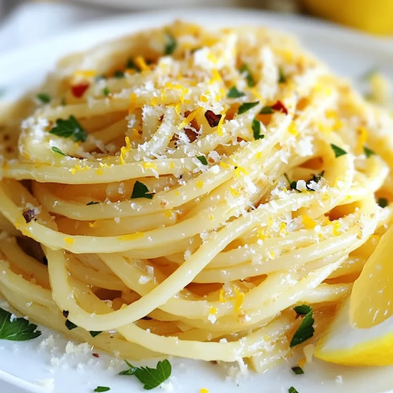 To make garlic butter pasta, you need the best ingredients. Here’s what you will gather: - 8 oz spaghetti or linguine - 6 tablespoons unsalted butter - 5 cloves garlic, minced - 1 teaspoon red pepper flakes (adjust to taste) - 1/2 cup grated Parmesan cheese - 1/4 cup fresh parsley, chopped - Salt and black pepper to taste - Zest of 1 lemon - Juice of 1/2 lemon These ingredients create a simple yet flavorful dish. The spaghetti or linguine serves as the perfect base. The unsalted butter adds a rich taste. Minced garlic brings a bold aroma. Red pepper flakes add a hint of spice, making it exciting. Grated Parmesan cheese gives the dish a creamy texture. Fresh parsley adds a pop of color and freshness. Salt and black pepper enhance all the flavors. Lemon zest and juice brighten up the dish, creating a balance. With these ingredients, you can make a meal that impresses. They work in harmony to create garlic butter pasta, a dish you’ll love! {{ingredient_image_1}} 1. Boiling salted water: Start by filling a large pot with water. Add a good amount of salt to the water. This helps flavor the pasta as it cooks. Bring the water to a boil over high heat. 2. Cooking to al dente: Once the water boils, add 8 oz of spaghetti or linguine. Stir it gently to keep it from sticking. Cook according to the package instructions, usually around 8-10 minutes. You want it to be al dente, which means it should be firm but not hard. 3. Reserving pasta water: Before draining the pasta, scoop out 1 cup of the pasta water. This starchy water will help the sauce stick later. Drain the pasta in a colander and set it aside. 1. Melting the butter: In the same pot or a large skillet, melt 6 tablespoons of unsalted butter over medium heat. This butter will add richness to your dish. 2. Sautéing garlic and red pepper: Add 5 cloves of minced garlic and 1 teaspoon of red pepper flakes to the melted butter. Stir it for 1-2 minutes until the garlic smells great and turns golden. Be careful not to burn the garlic! 1. Tossing pasta with garlic butter: Add your drained pasta to the skillet with the garlic butter. Toss it well to coat all the pasta in that tasty butter. 2. Adjusting consistency with pasta water: If the pasta looks too dry, slowly add some of the reserved pasta water. Mix it in until the pasta is creamy and well-coated. 1. Adding cheese, lemon zest, and juice: Sprinkle in 1/2 cup of grated Parmesan cheese, the zest of 1 lemon, and the juice of 1/2 lemon. Toss everything together until combined. 2. Seasoning to taste: Taste your pasta. Add salt and black pepper as needed for extra flavor. 1. Garnishing tips: Before serving, stir in 1/4 cup of fresh chopped parsley for a bright touch. 2. Presentation suggestions: Serve the pasta in warm bowls. Top with more Parmesan cheese and a sprinkle of parsley. A lemon wedge on the side adds a nice touch for those who enjoy a citrusy bite. - Ensuring perfect al dente pasta: Always use a large pot with plenty of water. This helps the pasta cook evenly. Check the pasta package for cooking time. Taste it a minute before the time is up. It should be firm but not hard. - Avoiding burnt garlic: Cook garlic on medium heat. Keep an eye on it. Once it turns golden, take it off the heat. Burnt garlic tastes bitter and ruins the dish. - Experimenting with additional spices: Try adding herbs like basil or oregano. A pinch of smoked paprika can also give a nice kick. Mix and match spices to find your favorite flavor. - Using different cheese types: Parmesan is great, but don’t stop there! Try Pecorino Romano for a sharper taste. A bit of feta can add a creamy texture too. - Prepping ingredients in advance: Chop garlic and parsley ahead of time. You can even cook the pasta earlier in the day. Just toss it in a bit of oil to keep it from sticking. - Storing leftovers properly: Place leftover pasta in an airtight container. It lasts in the fridge for about three days. To reheat, add a splash of water and warm it slowly. This keeps it moist and tasty. Pro Tips Tip for Perfect Pasta: Always salt your pasta water well; it should taste like the sea. This is essential for flavoring the pasta itself. Tip for Garlic: Be careful not to burn the garlic when sautéing. It should be lightly golden and fragrant for the best flavor. Tip for Creaminess: If you want an extra creamy sauce, add more reserved pasta water gradually until you reach your desired consistency. Tip for Freshness: Adding fresh herbs like parsley at the end of cooking preserves their bright flavor and color, enhancing the dish's overall appeal. {{image_2}} Incorporating Chicken Adding chicken to garlic butter pasta brings a hearty touch. You can use grilled or pan-seared chicken breast. Slice the chicken into strips. Toss it in with the pasta and garlic butter. This adds protein and makes the dish more filling. Adding Shrimp Shrimp adds a nice seafood flavor. Start by sautéing shrimp in the garlic butter before adding the pasta. Cook until the shrimp turns pink. This only takes a few minutes. The shrimp pairs well with the garlic and lemon, making it a favorite. Using Zucchini or Spinach For a veggie boost, add zucchini or spinach. You can spiralize zucchini into noodles. This creates a fresh base for your dish. If using spinach, toss it in just before serving. It wilts quickly and adds color. Creating a Creamy Version To make a creamy garlic butter pasta, add heavy cream. Mix it in with the garlic butter before tossing with the pasta. This creates a rich sauce. You can also add cream cheese for extra creaminess. This variation is perfect for those who love rich flavors. Using Zucchini Noodles Zucchini noodles are a great gluten-free option. They are low in carbs and very healthy. Use a spiralizer to make them. Cook them briefly in the garlic butter. This keeps them tender yet crisp. Exploring Gluten-Free Pasta Options You can also find gluten-free pasta made from rice or lentils. These options cook just like regular pasta. Follow the package instructions for best results. They hold the garlic butter sauce well, making a delightful dish. After you finish your garlic butter pasta, let it cool. Store leftovers in an airtight container. This keeps the pasta fresh. If you use glass or plastic containers, make sure they seal well. You can keep it in the fridge for about 3 to 4 days. To freeze your pasta, let it cool completely. Transfer it to freezer bags or containers. Remove as much air as you can before sealing. This helps avoid freezer burn. When you're ready to eat, thaw it overnight in the fridge. Reheat in a pan over low heat, adding a splash of water or broth to keep it moist. Garlic butter pasta lasts about 3 to 4 days in the fridge. Check for signs of spoilage before eating. If it smells sour or looks slimy, it’s best to throw it away. Always trust your senses to keep your meals safe. The best pasta for garlic butter sauce is spaghetti or linguine. Both types hold the sauce well. Their long strands catch the garlic butter, making each bite tasty. If you prefer a different shape, you can try fettuccine or even penne. Choose what you love most! Yes, you can make garlic butter pasta without cheese. Leave out the Parmesan to keep it dairy-free. The dish will still taste great with just garlic, butter, and lemon. If you want a different flavor, try adding nuts like pine nuts or walnuts for a crunchy twist. To make garlic butter pasta spicier, add more red pepper flakes. Start with a teaspoon and taste as you go. You can also include chopped fresh chili or even hot sauce. Adjust the spice to your liking for the perfect kick! Many sides pair well with garlic butter pasta. A fresh green salad adds crunch and balance. Garlic bread or crusty bread is great for mopping up sauce. Roasted or sautéed vegetables, like broccoli or asparagus, can also enhance your meal. Absolutely! Adding vegetables is a great way to boost nutrition. You can toss in spinach, cherry tomatoes, or zucchini. Saute them with the garlic for added flavor. This makes the dish colorful and even more delicious! This blog post highlighted simple ingredients and easy steps for making garlic butter pasta. You learned how to cook pasta, prepare the sauce, and serve it with flair. I shared tips to enhance flavors and variations for different diets. With storage advice, your leftovers will stay fresh. Remember, garlic butter pasta is versatile and fun to make. I hope you feel inspired to create your own delicious dishes. Enjoy experimenting with this recipe!