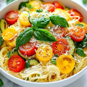 To make One-Pot Veggie Pasta, gather these simple ingredients: - 12 oz spaghetti or any pasta of choice - 2 tablespoons olive oil - 1 medium onion, diced - 3 cloves garlic, minced - 1 bell pepper (any color), diced - 1 cup cherry tomatoes, halved - 1 medium zucchini, sliced - 1 cup corn (fresh or frozen) - 1 cup spinach, roughly chopped - 4 cups vegetable broth - 1 teaspoon Italian seasoning - Salt and pepper to taste - Fresh basil leaves for garnish - Grated Parmesan cheese (optional, for serving) These ingredients come together to create a colorful and tasty dish. Each veggie adds its unique flavor, making every bite a delight. The broth keeps everything moist and rich. You can mix and match veggies based on what you have. This flexibility helps you use fresh produce and minimize waste. Enjoy cooking! {{ingredient_image_1}} Start by heating 2 tablespoons of olive oil in a large pot over medium heat. Next, add 1 diced onion and sauté it for about 3 to 4 minutes. You want the onion to become translucent. Then, stir in 3 cloves of minced garlic. Cook for about 1 minute until it smells amazing. Now, it’s time to add some color! Toss in 1 diced bell pepper, 1 cup of halved cherry tomatoes, and 1 sliced zucchini. Sauté these veggies for about 5 minutes. You want them to be slightly tender but still vibrant. Pour in 4 cups of vegetable broth and bring it to a simmer. Next, add 12 ounces of spaghetti (or your favorite pasta) and 1 cup of corn. Make sure the pasta is fully submerged in the broth. Sprinkle in 1 teaspoon of Italian seasoning, and season with salt and pepper to taste. Cover the pot and reduce the heat to medium-low. Let it cook for about 10 to 12 minutes, stirring halfway through. This helps the pasta cook evenly. Once the pasta is al dente, stir in 1 cup of roughly chopped spinach. You want it to wilt and turn bright green. After that, taste your dish and adjust the seasoning. Add more salt or pepper if needed. Your One-Pot Veggie Pasta is ready to enjoy! To get your pasta just right, adjust cooking times based on the type you use. Thin pasta cooks faster than thicker types. If you use spaghetti, aim for about 10-12 minutes. Stirring halfway through helps keep the pasta from sticking. This simple step makes a big difference. To amp up the taste, think about adding spices. Red pepper flakes add heat. Fresh herbs, like thyme or oregano, brighten the dish. When it comes to broth, homemade is best. It has richer flavor than store-bought. But if you’re in a rush, a good quality store-bought broth works too. Make your dish look lovely with fresh herbs. Chopped basil adds a pop of color. A sprinkle of Parmesan cheese makes it feel special. Serve it warm in a nice bowl to impress your family or friends. Enjoy the beauty of your One-Pot Veggie Pasta! Pro Tips Cook Pasta Al Dente: To achieve the best texture, cook the pasta just until al dente. This will help it maintain a slight bite and prevent it from becoming mushy in the dish. Customize Your Veggies: Feel free to swap in seasonal vegetables or your favorites. Broccoli, asparagus, or even mushrooms can add great flavor and color to your pasta. Boost Flavor with Broth: Using vegetable broth instead of water enhances the overall flavor of the dish. If you want a richer taste, consider adding a splash of white wine to the broth. Garnish Wisely: Fresh herbs like basil or parsley add brightness. For a spicy kick, add red pepper flakes or a drizzle of chili oil when serving! {{image_2}} You can swap seasonal veggies for fresh flavors. Try using asparagus in spring or butternut squash in fall. If you want extra protein, add chickpeas or tofu. They help make the meal more filling and nutritious. Just toss them in when you add the other veggies. Mix and match to create your perfect dish. Pasta shape matters for texture. Spaghetti works great, but you can use penne or fusilli too. Each shape holds sauce differently, giving you a unique bite. If you need gluten-free options, try brown rice or chickpea pasta. They cook well and taste great in this recipe. Herbs can change the whole dish. Use fresh basil, oregano, or thyme to add depth. Each herb brings its own taste, so feel free to experiment. You can also switch up the broth. A mushroom broth gives a hearty flavor, while a light vegetable broth keeps it fresh and vibrant. Store any leftovers in airtight containers. This keeps the pasta fresh and tasty. In the fridge, it stays good for about 3 to 5 days. Make sure to cool it first before sealing it tight. To freeze One-Pot Veggie Pasta, let it cool completely. Then, place it in freezer-safe bags or containers. Remove as much air as possible. It lasts well for up to 2 months. When you’re ready to eat, thaw it in the fridge overnight. Reheat in a pot over low heat. Add a splash of broth or water to keep it moist. There are many fun ways to use leftover pasta! Try adding it to soups for extra flavor. You can also mix it into a salad for a quick lunch. Another idea is to bake it with cheese for a creamy pasta dish. The possibilities are endless! This dish takes about 25 minutes to make. The prep time is 10 minutes. You'll need about 15 minutes for cooking. Cook time includes sautéing the veggies and boiling the pasta. Yes, you can make this recipe gluten-free. Just use gluten-free pasta instead of regular pasta. Many brands offer various shapes, so you can choose what you like best. To add protein, consider chickpeas or diced chicken. You can also include cooked beans, like black beans or white beans. For healthy fats, try adding avocado or a drizzle of olive oil. Nuts or seeds can also boost nutrition. Yes, frozen vegetables can work well. They save time and are often just as nutritious. Just remember to adjust cooking times. Frozen veggies usually need a minute or two longer to cook since they are cold. We covered a simple and tasty One-Pot Veggie Pasta recipe from start to finish. You've learned about key ingredients, easy steps, and helpful tips to enhance flavor and texture. Don't forget the many ways to customize your dish with different veggies or pasta types. With a few easy swaps, you can make this recipe your own. Plus, it’s perfect for quick meals during busy days. Enjoy exploring new flavors and sharing this dish with loved ones!