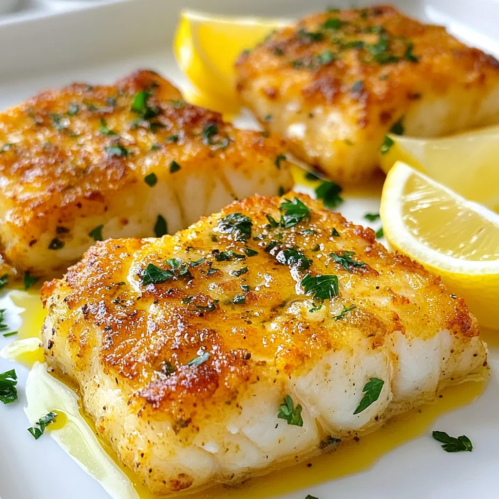 - 4 cod fillets (6 oz each) - 2 tablespoons olive oil - 1 teaspoon garlic powder - 1 teaspoon onion powder - 1 teaspoon smoked paprika - 1 teaspoon dried thyme - 1 teaspoon dried parsley - 1 lemon, zested and juiced - Salt and pepper to taste - Fresh parsley, chopped (for garnish) - Lemon wedges (for serving) For this recipe, I love using fresh cod. The fillets are firm and cook well in the air fryer. The olive oil adds richness, while the garlic and onion powders give a nice base flavor. Each seasoning brings something special. Smoked paprika adds warmth, while thyme and parsley bring freshness. The lemon zest and juice brighten the dish, making it feel light and vibrant. When it comes to garnishes, salt and pepper enhance all the flavors. Fresh parsley on top adds color and a fresh taste. Lemon wedges are perfect for squeezing on top of the cod before eating. This mix of ingredients makes for a delicious, crispy dish that is sure to impress. {{ingredient_image_1}} - In a large bowl, combine 2 tablespoons of olive oil with the spices: 1 teaspoon of garlic powder, 1 teaspoon of onion powder, 1 teaspoon of smoked paprika, 1 teaspoon of dried thyme, and 1 teaspoon of dried parsley. - Add the zest and juice from 1 lemon into the bowl. Mix well to create a tasty herb-infused marinade. - Take 4 cod fillets and coat them in the marinade. Make sure each fillet gets a nice layer of flavor. - Let the cod marinate for at least 15 minutes. This step helps the fish soak up all the great tastes. - Preheat your air fryer to 400°F (200°C) for about 5 minutes. This helps the cod cook evenly. - Place the marinated cod fillets in the air fryer basket in a single layer. Do not overlap them. - Air fry the cod for 10-12 minutes. Flip the fillets halfway to ensure they crisp up nicely. They are ready when they turn golden brown and reach an internal temperature of 145°F (63°C). To get that crispy finish, avoid overcrowding the air fryer basket. When you place too many fillets together, they steam instead of fry. Give each piece room to breathe. Set your air fryer to 400°F (200°C) for the best results. This high heat helps create a golden crust. Adding fresh herbs before serving boosts the flavor even more. Chopped parsley is a great choice. You can also play with different spices or marinades. Try adding a pinch of cayenne for heat, or use dill for a fresh taste. Experiment and find what you love! To ensure your cod is safe to eat, check the internal temperature. It should reach 145°F (63°C). You can use a meat thermometer for this. Look for signs of doneness too. The fish should be opaque and flake easily with a fork. Pro Tips Marinate Longer for Deeper Flavor: If time allows, marinate the cod for up to an hour to enhance the flavor profile even more. Check for Freshness: Always choose fresh cod fillets with a mild scent. Fresh fish will yield a better taste and texture. Don’t Overcrowd the Basket: Air fry in batches if necessary. Overcrowding can lead to uneven cooking and less crispiness. Adjust Cooking Time for Thicker Fillets: If your cod fillets are thicker than 1 inch, you may need to increase the cooking time by a few minutes. {{image_2}} You can easily change the taste of your air fryer cod. For a spicy kick, add cayenne pepper to the marinade. This will give your cod a nice heat that many enjoy. If you want a light and fresh flavor, try a lemon-dill mix. Just add fresh dill to the marinade. This keeps your cod bright and tasty. Choosing between frozen and fresh cod can change your dish. Frozen cod works well if you are in a hurry. Just make sure to thaw it properly. Fresh cod gives better flavor and texture. Both options can be air-fried to perfection. You can also switch up oils for marinating. Olive oil is great, but you might try avocado or sesame oil. Each oil offers a different taste to your cod. When serving air fryer cod, think about light sides. Fresh salads pair well. You might enjoy a simple green salad with lemon dressing. Grain bowls are another fun choice. Quinoa or brown rice with veggies adds a nice touch. These sides enhance your meal without overpowering the fish. To store leftover cod in the fridge, let it cool first. Place the fillets in an airtight container. You want to use a container that seals well to keep moisture in. I recommend glass or BPA-free plastic containers. This helps the cod stay fresh for up to three days. For freezing cooked cod, wrap each fillet in plastic wrap. Then, place the wrapped cod in a freezer bag to prevent freezer burn. It’s best to freeze cod right after cooking for the best flavor and texture. When you’re ready to eat, defrost the cod in the fridge overnight. This helps keep it flaky and tender. To reheat quickly, use your air fryer. Set it to 350°F (175°C) and heat for about 5 minutes. This keeps the cod crispy. If you don’t have an air fryer, you can use an oven. Preheat your oven to 350°F (175°C) and bake the cod for about 10 minutes. Both methods will keep your cod tasty and enjoyable. Cooking cod in an air fryer usually takes about 10 to 12 minutes. Preheat your air fryer to 400°F (200°C) before cooking. Flip the fillets halfway through for even cooking. Check for a golden brown color and an internal temperature of 145°F (63°C) to ensure it's done. Yes, you can use other fish like tilapia, haddock, or salmon. These fish have a similar texture and cook well in the air fryer. Adjust the cooking time slightly, as thicker fish may take longer. Always check for doneness with a thermometer. If your cod is overcooked, it may become dry. To prevent this, watch the cooking time closely. Use a meat thermometer to check the internal temperature. If it’s done at 145°F (63°C), remove it right away. You can also marinate longer for added moisture or serve with a sauce to enhance flavor. In this post, I shared a simple cod recipe using fresh ingredients and easy steps. I explained how to marinate and cook the cod in an air fryer, ensuring a crispy texture. You also learned about variations, side dishes, and storage tips to make your meal last. Cooking is fun and rewarding. I hope you try this recipe and enjoy great flavors!
