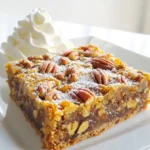 - 1 ½ cups all-purpose flour - ½ cup brown sugar, packed - ½ cup unsalted butter, melted - 1 cup chopped pecans - ½ cup light corn syrup - ½ cup granulated sugar - 2 large eggs - 1 teaspoon vanilla extract - ¼ teaspoon salt - ½ teaspoon ground cinnamon The main ingredients for Bourbon Pecan Pie Bars create a rich and tasty treat. The all-purpose flour forms the base and gives the bars structure. Brown sugar adds a deep sweetness and rich flavor. The melted butter brings moisture, making the crust tender and flaky. Chopped pecans are the stars of this recipe. They provide crunch and a nutty flavor that pairs well with sweet fillings. Light corn syrup adds sweetness and helps bind everything together. Granulated sugar rounds out the flavors, while eggs contribute to the filling's custard-like texture. Vanilla extract adds warmth and depth, while salt enhances the sweetness. Ground cinnamon gives a warm spice note that feels cozy and inviting. - Whipped cream - Vanilla ice cream - Powdered sugar for dusting Optional garnishes elevate these bars. A dollop of whipped cream adds creaminess. Vanilla ice cream adds richness and makes each bite delightful. A light dusting of powdered sugar gives a pretty finish. These toppings make your dessert feel extra special. You can mix and match to find your perfect combination! Preheat your oven to 350°F (175°C). This step ensures even baking. Next, take a 9x9 inch baking dish. Grease it well or line it with parchment paper. This makes it easy to lift out the bars later. In a medium bowl, mix 1 ½ cups of all-purpose flour, ½ cup of brown sugar, and ½ cup of melted unsalted butter. Stir until it looks like wet sand. Press this mixture firmly into the bottom of your baking dish. Make sure it’s even across the pan. Bake the crust for 15 minutes. Look for a light golden color on top. This shows it’s ready. Remove it from the oven and let it cool for a few minutes. In another bowl, whisk together ½ cup of light corn syrup, ½ cup of granulated sugar, 2 large eggs, 1 teaspoon of vanilla extract, ¼ teaspoon of salt, and ½ teaspoon of ground cinnamon. Keep whisking until the mixture is smooth and well combined. Fold in 1 cup of chopped pecans into the filling mixture. Make sure the pecans are spread out evenly. Now, pour this filling over the pre-baked crust. Smooth it out with a spatula. Bake this for an additional 25 to 30 minutes. The filling should be set but still a little jiggly in the center. Let the bars cool in the pan on a wire rack for at least one hour. This cooling time helps them firm up. Once cooled, lift the bars out using the parchment paper. Cut them into squares or bars. Enjoy your Bourbon Pecan Pie Bars! To ensure even baking, always preheat your oven. This helps the bars cook uniformly. Use an oven thermometer to check the real temperature. To avoid a soggy crust, make sure to bake it until lightly golden. This step seals in moisture and gives a nice crunch. Let the crust cool slightly before adding the filling. You can substitute brown sugar with white sugar for a lighter flavor. If you want more richness, try using dark brown sugar. Adding spices like nutmeg or ginger can elevate the taste. A splash of almond extract adds a nice twist too. For a stunning presentation, dust the tops with powdered sugar. Serve the bars on a colorful plate for a pop of color. Pair these delightful bars with coffee or a sweet dessert wine. They also taste great with a scoop of vanilla ice cream on the side. {{image_2}} You can make these bars gluten-free. Just swap out the all-purpose flour. Use 1 ½ cups of gluten-free flour blend instead. This works well and keeps the taste great. Make sure your blend has a binding agent. This helps keep the bars from falling apart. To make these bars vegan, you need to replace the eggs. Use 1/4 cup of applesauce for each egg. This keeps the bars moist and tasty. For the butter, choose a vegan butter alternative. You can find many brands at the store. They work just like regular butter in this recipe. For a chocolate twist, add chocolate chips. Mix in 1 cup of semi-sweet chocolate chips with the pecans. This will give a rich flavor. You may need to reduce the sugar slightly. Use 1/4 cup less granulated sugar to balance the sweetness. Enjoy the mix of chocolate and pecans! To keep your bourbon pecan pie bars fresh, store them in an airtight container. Place wax paper between layers to prevent sticking. You can leave them at room temperature for up to three days. If you want them to last longer, put them in the fridge. They will stay fresh for about a week in the fridge. Freezing is a great way to save your bars for later. First, let the bars cool completely. Cut them into squares or bars. Wrap each piece tightly in plastic wrap. Then, place them in a freezer bag or container. They can stay in the freezer for about two months. When you are ready to enjoy them, take them out and thaw them in the fridge overnight. For a quick thaw, leave them at room temperature for a couple of hours. Enjoy your delicious bars anytime! Yes, you can use other nuts like walnuts or almonds. Walnuts give a rich flavor. Almonds add a nice crunch. Each nut changes the taste. Experiment and find your favorite! The filling should be mostly set but still have a slight jiggle in the center. This means it is done! If it looks too wet, bake for a few more minutes. Keep an eye on it to avoid overbaking. These bars are great on their own or with a scoop of vanilla ice cream. You can also add whipped cream for a fun twist. They work well at parties or gatherings. Serve them on a nice plate for a touch of class! This blog post covered how to make Bourbon Pecan Pie Bars. We outlined the main ingredients, step-by-step instructions, and provided baking tips. I shared variations like gluten-free and vegan options. You also learned how to store leftovers and served ideas. These bars are a tasty treat for any occasion. Keep experimenting to find your favorite twist on the recipe. Enjoy your baking journey!