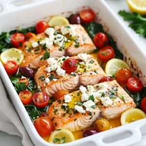 Mediterranean Baked Salmon with Feta Flavor Boost