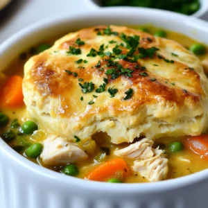 - 1 lb boneless, skinless chicken breasts, diced - 1 cup carrots, sliced - 1 cup celery, chopped - 1 cup frozen peas - 1 medium yellow onion, diced - 3 cups chicken broth - 1 cup heavy cream - 1 cup biscuit dough (store-bought or homemade) For this dish, the chicken and vegetables form the heart of the meal. I choose boneless, skinless chicken breasts for their tenderness. Dicing them helps them cook evenly. Carrots, celery, and peas add color and sweetness. Onions bring a lovely depth of flavor. The broth and cream create a rich, creamy sauce. Chicken broth gives a savory base, while heavy cream adds richness. Together, they make the filling thick and hearty. Biscuit dough is the crowning touch. It puffs up beautifully and soaks in all the flavors while cooking. You can use store-bought dough or make your own for a personal touch. - 2 tablespoons olive oil - 3 cloves garlic, minced - 1 teaspoon dried thyme - 1 teaspoon dried rosemary - 1 teaspoon black pepper - Salt to taste Olive oil is my go-to for sautéing. It adds flavor and helps soften the vegetables. Garlic gives a warm, savory note that fills the kitchen with a wonderful aroma. I love using thyme and rosemary for their earthy taste. They pair perfectly with chicken and vegetables. Black pepper adds just the right kick, while salt enhances all the flavors. These seasonings bring the dish to life. They create a balanced taste that makes every bite enjoyable. {{ingredient_image_1}} Sauté the Vegetables Start by heating olive oil in a large skillet over medium heat. Add diced onions, sliced carrots, and chopped celery. Stir these vegetables and cook for about five minutes. You want them to soften. This step adds flavor and depth to your dish. Add the Garlic and Spices Next, add minced garlic, dried thyme, dried rosemary, salt, and black pepper to the skillet. Stir everything for one more minute. This will make your kitchen smell amazing. The spices enhance the overall taste of the chicken pot pie. Combining Ingredients in the Slow Cooker Once your vegetables are ready, transfer them to the slow cooker. Add diced chicken and frozen peas. Pour in three cups of chicken broth and one cup of heavy cream. Stir gently to mix all the ingredients well. This blend creates a rich and creamy filling that will be the heart of your pot pie. Cooking Time and Temperature Set your slow cooker to low and cook for six to seven hours. If you're in a hurry, you can set it to high for three to four hours. Check to make sure the chicken is tender and fully cooked. This slow cooking method allows the flavors to meld beautifully. Adding Dough in the Final Phase About thirty minutes before your meal is ready, open the slow cooker. Place dollops of biscuit dough on top of the filling. Make sure you cover the mixture a bit. Close the lid again and let the dough steam and cook for about thirty minutes. The biscuits will puff up nicely. Tips for Perfect Biscuit Texture To get fluffy biscuits, avoid pressing them down too hard into the filling. It’s okay if they don’t cover the whole top. They will rise and fill in the gaps. After thirty minutes, check the biscuits. They should be golden and fluffy, ready to enjoy with the creamy filling below. Ideal Cooking Times for Best Results For perfect chicken pot pie, the timing matters. Cook on low for 6 to 7 hours. If you're short on time, use high for 3 to 4 hours. Always check if the chicken is tender before serving. Slow Cooker Settings Explained Slow cookers have two main settings: low and high. Low cooks slowly, making flavors richer. High cooks faster but can dry out food if overdone. Choose based on your schedule and patience! Suggestions for Additional Seasonings To boost flavor, add a bay leaf or a splash of lemon juice. You can also try paprika for a hint of heat. If you want more depth, consider a touch of Worcestershire sauce. Using Fresh Herbs vs. Dried Fresh herbs add a bright taste, while dried herbs are more concentrated. If you use fresh, double the amount of dried herbs listed. Fresh thyme and rosemary will elevate your dish beautifully. Presentation Tips for Serving Serve in deep bowls for a cozy feel. A sprinkle of fresh parsley on top adds color. You can also place biscuit pieces on the side for extra crunch and fun! Pairing Ideas with Chicken Pot Pie Pair with a simple green salad or roasted veggies for balance. A glass of chilled white wine works well too. These sides complement the rich flavors of the pot pie nicely. Pro Tips Use Fresh Herbs: Fresh thyme and rosemary can elevate the flavor of your pot pie. If you have them on hand, feel free to substitute dried herbs with fresh ones for a more vibrant taste. Customize Your Vegetables: Feel free to add or substitute vegetables based on your preference. Corn, green beans, or even potatoes can make a delicious addition to this comforting dish. Thicken the Filling: If you prefer a thicker filling, consider adding a cornstarch slurry (1 tablespoon cornstarch mixed with 2 tablespoons water) in the last hour of cooking. Make Ahead: This recipe can be prepared a day in advance. Simply store the filling in the refrigerator and add the biscuit dough before cooking to save time. {{image_2}} You can change the protein in this dish. Turkey works well if you want a twist. Ground beef or shredded beef can also fit nicely into the mix. Just make sure to adjust cooking times based on the meat you choose. Also, if you want a lighter version, swap heavy cream for coconut milk or almond milk. These dairy alternatives keep the dish creamy while adding new flavors. For gluten-free needs, use gluten-free biscuit dough. Many brands sell options that taste great. You can also make your own using gluten-free flour blends. If you prefer a vegetarian or vegan meal, skip the chicken and use chickpeas or lentils instead. You can also add more veggies, like mushrooms or sweet potatoes. Replace heavy cream with a plant-based cream or cashew cream for a rich, creamy base. After you enjoy your savory slow cooker chicken pot pie, store the leftovers right away. Let it cool to room temperature before you pack it. This helps avoid extra moisture in the container. Use airtight containers for the best results. Here are some great options: - Glass containers with tight lids - Plastic food storage containers - Heavy-duty freezer bags Label your containers with the date. This way, you can keep track of how long they stay fresh. If you want to save your chicken pot pie for later, freezing is a great choice. Make sure it cools completely before you freeze it. Portion out the pie in smaller servings. This makes it easier to reheat later. Use these tips for freezing: - Wrap portions in plastic wrap first. - Then place them in freezer bags or containers. - Remove as much air as possible from bags. For reheating frozen portions, let them thaw in the fridge overnight. Then, heat them in the oven at 350°F until warmed through, about 20-30 minutes. You can also use the microwave, but it might not keep the biscuit texture as nice. Enjoy your meal later with ease! Can I use canned chicken for this recipe? Yes, you can use canned chicken. Drain it well and add it to the slow cooker. Canned chicken cooks faster, so reduce the cooking time to just a couple of hours on high. How do I know when the chicken is cooked through? Check the chicken's color and texture. It should be white and tender. You can also use a meat thermometer. The internal temperature should reach 165°F. What can I substitute for heavy cream? You can use whole milk or half-and-half for a lighter option. For a dairy-free choice, try coconut milk or cashew cream. These alternatives will still give you a nice, creamy texture. How can I thicken the filling if it’s too soupy? If your filling is too runny, mix 2 tablespoons of cornstarch with cold water. Stir this mixture into the pot. Let it cook for another 30 minutes until it thickens. Can I make this in an Instant Pot instead? Yes, you can! Use the sauté function first to cook the veggies. Then, add the chicken, broth, and cream. Cook under high pressure for about 10 minutes, then use the quick-release method. What’s the benefit of using a slow cooker for this recipe? A slow cooker allows flavors to blend well over time. You get tender chicken and rich broth. Plus, it's great for busy days, letting you enjoy a warm meal with little effort. This chicken pot pie recipe combines chicken, veggies, and creamy broth for comfort. You learned how to prepare, cook, and serve it right. Plus, I shared tips for different flavors and variations to suit your taste. Lastly, I provided storage advice for leftovers and answered common questions. Enjoy making this dish with the information you now have. I hope it brings warmth and joy to your table. Happy cooking!