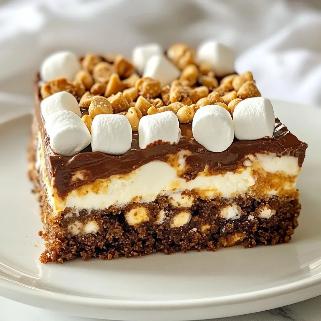 - 1 ½ cups graham cracker crumbs - ½ cup unsweetened cocoa powder - ½ cup unsalted butter, melted - 1 cup sweetened condensed milk - 1 cup semi-sweet chocolate chips - 1 cup mini marshmallows - ½ cup crushed walnuts (optional) - ½ teaspoon vanilla extract To make these tasty S'mores Bars, you need a few simple items. First, graham cracker crumbs give that classic base. Cocoa powder adds a rich, chocolatey flavor. You will need unsalted butter to bind everything together. Sweetened condensed milk creates a creamy layer that holds it all together. Next, semi-sweet chocolate chips bring that gooey goodness we love in S'mores. Mini marshmallows add a fun, fluffy texture. If you want a bit of crunch, crushed walnuts are a nice optional touch. Lastly, a hint of vanilla extract can boost the flavor nicely. Each ingredient plays a key role. The graham crackers and cocoa set the stage, while the chocolate and marshmallows create the magic. Trust me, having all these ingredients ready makes the process smooth and easy. So, gather them up, and let’s get cooking! {{ingredient_image_1}} 1. Preheat your oven to 350°F (175°C). Line a 9x9 inch baking pan with parchment paper. Leave some overhang. This makes it easy to pull out the bars later. 2. In a mixing bowl, combine 1 ½ cups of graham cracker crumbs and ½ cup of unsweetened cocoa powder. Mix well. Pour in ½ cup of melted unsalted butter and stir. You want the mixture to look like wet sand. 3. Press this crumb mixture evenly into the bottom of the prepared baking pan. This forms the crust base. Bake it in the preheated oven for 10 minutes. 4. After baking, take the pan out of the oven. Drizzle 1 cup of sweetened condensed milk over the crust. Be sure to cover it evenly. 5. Next, sprinkle 1 cup of semi-sweet chocolate chips and 1 cup of mini marshmallows on top. If you like, add ½ cup of crushed walnuts for some crunch. 6. Return the pan to the oven. Bake for another 15 minutes. The marshmallows should turn golden, and the chocolate should melt perfectly. 7. Let the bars cool completely in the pan on a wire rack. This helps them set. Once cool, lift them out using the parchment paper overhang. Cut into squares with a sharp knife. 8. For a fun presentation, arrange the bars on a colorful plate. Sprinkle a few extra mini marshmallows on top. You can also serve them with a side of chocolate sauce for dipping. - Overbaking the Crust Baking your crust too long can make it hard. Stick to about 10 minutes. You want it firm but not brown. - Not Using Enough Condensed Milk The sweetened condensed milk adds moisture and sweetness. Use the full cup for the best results. Skimping will lead to dry bars. - Garnishing Ideas For a fun touch, sprinkle extra mini marshmallows on top before serving. A drizzle of chocolate sauce makes it even better. - Pairing with Ice Cream or Beverages Serve your bars with vanilla ice cream. The cold creaminess pairs well with the warm bars. A glass of cold milk also makes a great match. - Achieving the Right Texture Aim for gooey marshmallows and melted chocolate. This balance gives a great texture. Keep an eye on the baking time for the best results. - Alternative Sweeteners for Healthier Options If you want to cut sugar, try using honey or maple syrup. You can swap these for the sweetened condensed milk. Adjust the amount based on your taste. Pro Tips Chill the Bars: For cleaner cuts, refrigerate the bars for about 30 minutes after they cool down. This firming up makes slicing easier and neater! Customize Your Toppings: Feel free to swap in different types of chocolate chips or nuts based on your preferences. White chocolate or butterscotch chips can add a unique twist! Watch the Marshmallows: Keep an eye on the marshmallows while baking. They can go from perfectly golden to burnt quite quickly, so check them a minute or two before the time is up. Serving Suggestions: Serve these bars warm with a scoop of vanilla ice cream on the side for an indulgent treat that everyone will love! {{image_2}} You can make gluten-free s'mores bars with ease. Just swap the regular graham crackers for gluten-free graham crackers. Many brands offer tasty options. Adjusting the ingredients is also key. Make sure to check that your cocoa powder and sweetened condensed milk are gluten-free. This way, everyone can enjoy these bars without worry. To create vegan s'mores bars, use plant-based substitutes. For the butter, choose coconut oil or a vegan butter. This keeps the rich taste while being dairy-free. For the sweetened condensed milk, use a coconut-based version or make your own. Blend coconut milk with a sweetener and cook it down for a creamy texture. Here are some tips for vegan baking. Make sure to watch the bake time closely. Vegan ingredients sometimes behave differently. Check for golden marshmallows to know when they’re done. You can get creative with flavors. Try adding different types of chocolate. Dark chocolate, milk chocolate, or even white chocolate can change the taste. Each type brings a new twist to the bars. Incorporating nuts and other mix-ins adds texture and flavor. Chopped pecans or almonds can give a nice crunch. You can also add a sprinkle of sea salt on top for a sweet and salty combo. I like to keep my S’mores Bars fresh. You can store them in two main ways: at room temperature or in the fridge. - Room Temperature: Store the bars in an airtight container. This keeps them soft and gooey. They stay good for about three days. - Refrigeration: If you prefer, you can refrigerate them. They last up to a week this way. Just make sure they are in an airtight container to avoid drying out. Freezing is a great way to keep S’mores Bars longer. Here’s how to do it right. - How to Freeze for Longer Storage: Cut your bars into squares first. Wrap each piece in plastic wrap. Then, place them in a freezer-safe bag or container. They can last up to three months in the freezer. - Thawing Tips for Best Texture: When you want to eat them, take them out and let them thaw in the fridge. This helps keep their soft texture. You can pop them in the microwave for a few seconds if you want them warm. Enjoy! S’mores bars stay fresh for about 3 days at room temperature. Keep them in an airtight container. If you want them to last longer, store them in the fridge. In the fridge, they can last up to a week. For even longer storage, freeze the bars. They will stay good for about 2 months in the freezer. Yes, you can make s’mores bars ahead of time. They are perfect for parties! To prep in advance, make the bars and let them cool. Once cool, wrap them tightly in plastic wrap. This will keep them fresh. When you are ready to enjoy them, just reheat in the oven at 300°F for about 5-10 minutes. This will warm them up and make them gooey again. If you do not have semi-sweet chocolate chips, you can use dark chocolate or milk chocolate. Both will work well. You can also use chocolate bars, just chop them into small pieces. Another fun option is to use candies like peanut butter cups or caramel squares. These will add a different flavor twist to your s’mores bars! You learned how to make delicious s’mores bars. With simple ingredients like graham crackers and chocolate, you can create a treat everyone loves. Remember to avoid common mistakes, like overbaking. Adjust the recipe to fit your needs with gluten-free or vegan options. Store them in airtight containers for freshness. S’mores bars are easy to prepare and even easier to enjoy. Get creative with flavors and toppings to make them your own. Now, you’re ready to wow family and friends with your cooking skills!