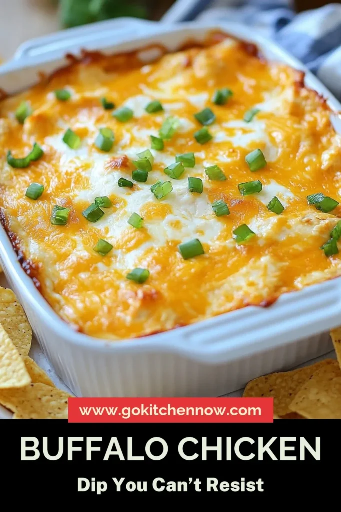 Dive into the ultimate Buffalo chicken dip experience with this creamy buffalo dip recipe, perfect for any gathering. Our baked buffalo chicken dip combines tender chicken, creamy ranch, and gooey cheese for an easy party dip that will be the star of your appetizer lineup. Serve it hot with tortilla chips or celery sticks and watch your guests rave! Try this buffalo chicken appetizer today and get ready for compliments. #BuffaloChickenDip #EasyPartyDip #BuffaloChickenAppetizer #CreamyBuffaloDip